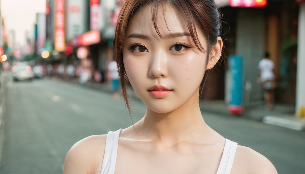 Tags: 21872187, SDXL
{"3": {"inputs": {"seed": 548641183150067, "steps": 64, "cfg": 6.5, "sampler_name": "dpmpp_2m", "scheduler": "karras", "denoise": 1.0, "model": ["27", 0], "positive": ["6", 0], "negative": ["7", 0], "latent_image": ["5", 0]}, "class_type": "KSampler"}, "4": {"inputs": {"ckpt_name": "juggernautxl.safetensors"}, "class_type": "CheckpointLoaderSimple"}, "5": {"inputs": {"width": 1344, "height": 768, "batch_size": 1}, "class_type": "EmptyLatentImage"}, "6": {"inputs": {"text": "18 year old girl, (korean:0.96), (seductive facial expression:1.13), (idol:1.03), (eyelashes:1.05), (seductive pose:1.03), (double eyelids:1.02), (temptress:1.08), (beautiful eyes:1.02), (blush:1.05), (sexy lips:1.05), (pale skin:1.02), (cute:1.10), (slim:1.07), (in a seductive pose:1.14), (large perky breasts:1.02), (cleavage:1.00), (thigh gap:0.97), (white tanktop:0.99), busy street, (detailed skin:1.07), (film:1.05), (RAW:1.08), (natural looking skin:1.07), (soft lighting:1.03), (textured skin:1.00), (portra:1.03), (skin fuzz:1.09), (candid cinema:1.02)", "clip": ["27", 1]}, "class_type": "CLIPTextEncode"}, "7": {"inputs": {"text": "(distorted:1.09), (low resolution:1.11), (worst quality:1.06), (watermark:1.06), (open mouth:1.14), (twisted:1.07), (bad hands:1.05)", "clip": ["27", 1]}, "class_type": "CLIPTextEncode"}, "8": {"inputs": {"samples": ["3", 0], "vae": ["4", 2]}, "class_type": "VAEDecode"}, "25": {"inputs": {"lora_name": "nudify_xl.safetensors", "strength_model": 0.19, "strength_clip": 0.28, "model": ["4", 0], "clip": ["4", 1]}, "class_type": "LoraLoader"}, "26": {"inputs": {"lora_name": "shirtlift_SDXL_v2.safetensors", "strength_model": 0.08, "strength_clip": 0.06, "model": ["25", 0], "clip": ["25", 1]}, "class_type": "LoraLoader"}, "27": {"inputs": {"lora_name": "PerfectEyesXL.safetensors", "strength_model": 0.13, "strength_clip": 0.08, "model": ["26", 0], "clip": ["26", 1]}, "class_type": "LoraLoader"}, "30": {"inputs": {"model_name": "4x_NMKD-Superscale-SP_178000_G.pth"}, "class_type": "UpscaleModelLoader"}, "31": {"inputs": {"upscale_model": ["30", 0], "image": ["8", 0]}, "class_type": "ImageUpscaleWithModel"}, "32": {"inputs": {"upscale_method": "lanczos", "scale_by": 0.5, "image": ["31", 0]}, "class_type": "ImageScaleBy"}, "33": {"inputs": {"pixels": ["32", 0], "vae": ["4", 2]}, "class_type": "VAEEncode"}, "34": {"inputs": {"seed": 548641183150067, "steps": 64, "cfg": 6.5, "sampler_name": "dpmpp_2m", "scheduler": "karras", "denoise": 0.3, "model": ["27", 0], "positive": ["6", 0], "negative": ["7", 0], "latent_image": ["33", 0]}, "class_type": "KSampler"}, "36": {"inputs": {"samples": ["34", 0], "vae": ["4", 2]}, "class_type": "VAEDecode"}, "39": {"inputs": {"filename_prefix": "comfyapi-1725208044025", "images": ["36", 0]}, "class_type": "SaveImage"}}