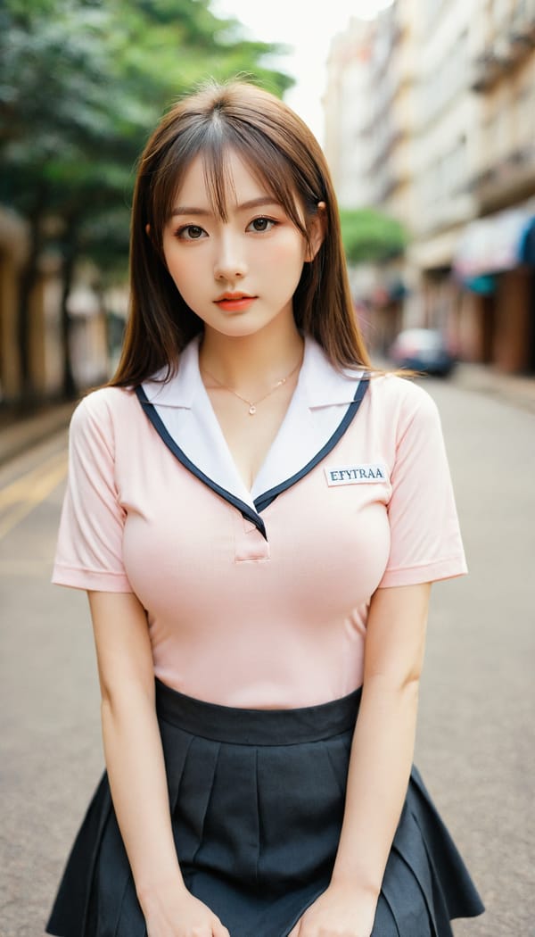 Tags: 21872187, SDXL
{"3": {"inputs": {"seed": 377196676256141, "steps": 64, "cfg": 7.61, "sampler_name": "dpmpp_2m", "scheduler": "karras", "denoise": 1.0, "model": ["27", 0], "positive": ["6", 0], "negative": ["7", 0], "latent_image": ["5", 0]}, "class_type": "KSampler"}, "4": {"inputs": {"ckpt_name": "leosamsHelloworldSDXL_helloworldSDXL32DPO.safetensors"}, "class_type": "CheckpointLoaderSimple"}, "5": {"inputs": {"width": 768, "height": 1344, "batch_size": 1}, "class_type": "EmptyLatentImage"}, "6": {"inputs": {"text": "27 year old girl, (beautiful eyes:1.06), (blush:1.14), (sexy lips:0.98), (temptress:1.03), (pale skin:1.02), (double eyelids:1.08), (detailed face:1.01), (idol:0.97), (cute:1.04), (seductive pose:1.08), (slim:1.03), (seductive facial expression:1.12), (in a seductive pose:1.04), (large perky breasts:1.02), (cleavage:1.02), (thigh gap:1.00), (school uniform:1.04), choker, busy street, (film:1.08), (natural looking skin:1.06), (detailed skin:1.00), (skin fuzz:1.08), (textured skin:1.03), (candid cinema:1.00), (soft lighting:1.04), (portra:1.08), (RAW:1.00)", "clip": ["27", 1]}, "class_type": "CLIPTextEncode"}, "7": {"inputs": {"text": "(watermark:1.11), (worst quality:1.07), (distorted:1.08), (low resolution:1.13), (bad hands:1.14), (open mouth:1.14), (twisted:1.11)", "clip": ["27", 1]}, "class_type": "CLIPTextEncode"}, "8": {"inputs": {"samples": ["3", 0], "vae": ["4", 2]}, "class_type": "VAEDecode"}, "25": {"inputs": {"lora_name": "nudify_xl.safetensors", "strength_model": 0.2, "strength_clip": 0.09, "model": ["4", 0], "clip": ["4", 1]}, "class_type": "LoraLoader"}, "26": {"inputs": {"lora_name": "shirtlift_SDXL_v2.safetensors", "strength_model": 0.07, "strength_clip": 0.0, "model": ["25", 0], "clip": ["25", 1]}, "class_type": "LoraLoader"}, "27": {"inputs": {"lora_name": "PerfectEyesXL.safetensors", "strength_model": 0.05, "strength_clip": 0.04, "model": ["26", 0], "clip": ["26", 1]}, "class_type": "LoraLoader"}, "30": {"inputs": {"model_name": "4x_NMKD-Superscale-SP_178000_G.pth"}, "class_type": "UpscaleModelLoader"}, "31": {"inputs": {"upscale_model": ["30", 0], "image": ["8", 0]}, "class_type": "ImageUpscaleWithModel"}, "32": {"inputs": {"upscale_method": "lanczos", "scale_by": 0.5, "image": ["31", 0]}, "class_type": "ImageScaleBy"}, "33": {"inputs": {"pixels": ["32", 0], "vae": ["4", 2]}, "class_type": "VAEEncode"}, "34": {"inputs": {"seed": 377196676256141, "steps": 64, "cfg": 7.61, "sampler_name": "dpmpp_2m", "scheduler": "karras", "denoise": 0.3, "model": ["27", 0], "positive": ["6", 0], "negative": ["7", 0], "latent_image": ["33", 0]}, "class_type": "KSampler"}, "36": {"inputs": {"samples": ["34", 0], "vae": ["4", 2]}, "class_type": "VAEDecode"}, "39": {"inputs": {"filename_prefix": "comfyapi-1707741268510", "images": ["36", 0]}, "class_type": "SaveImage"}}