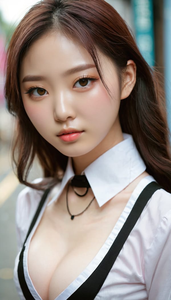 Tags: 21872187, SDXL
{"3": {"inputs": {"seed": 813244306842508, "steps": 64, "cfg": 7.45, "sampler_name": "dpmpp_2m", "scheduler": "karras", "denoise": 1.0, "model": ["27", 0], "positive": ["6", 0], "negative": ["7", 0], "latent_image": ["5", 0]}, "class_type": "KSampler"}, "4": {"inputs": {"ckpt_name": "juggernautxl.safetensors"}, "class_type": "CheckpointLoaderSimple"}, "5": {"inputs": {"width": 768, "height": 1344, "batch_size": 1}, "class_type": "EmptyLatentImage"}, "6": {"inputs": {"text": "20 year old girl, (korean:1.00), (beautiful eyes:1.09), (seductive facial expression:0.98), (pale skin:0.95), (double eyelids:1.05), (slim:0.95), (sexy lips:1.02), (idol:1.00), (blush:1.06), (seductive pose:1.12), (eyelashes:0.97), (cute:1.08), (detailed face:1.10), (temptress:1.11), (in a seductive pose:0.98), (large perky breasts:0.99), (cleavage:1.00), (thigh gap:1.12), (school uniform:1.00), choker, busy street, (soft lighting:1.04), (skin fuzz:1.09), (candid cinema:1.06), (detailed skin:1.03), (film:1.00), (textured skin:1.05), (natural looking skin:1.04), (portra:1.01)", "clip": ["27", 1]}, "class_type": "CLIPTextEncode"}, "7": {"inputs": {"text": "(bad hands:1.09), (open mouth:1.07), (watermark:1.05), (distorted:1.09), (twisted:1.12), (worst quality:1.10), (low resolution:1.06)", "clip": ["27", 1]}, "class_type": "CLIPTextEncode"}, "8": {"inputs": {"samples": ["3", 0], "vae": ["4", 2]}, "class_type": "VAEDecode"}, "25": {"inputs": {"lora_name": "nudify_xl.safetensors", "strength_model": 0.22, "strength_clip": 0.37, "model": ["4", 0], "clip": ["4", 1]}, "class_type": "LoraLoader"}, "26": {"inputs": {"lora_name": "shirtlift_SDXL_v2.safetensors", "strength_model": 0.03, "strength_clip": 0.16, "model": ["25", 0], "clip": ["25", 1]}, "class_type": "LoraLoader"}, "27": {"inputs": {"lora_name": "PerfectEyesXL.safetensors", "strength_model": 0.17, "strength_clip": 0.15, "model": ["26", 0], "clip": ["26", 1]}, "class_type": "LoraLoader"}, "30": {"inputs": {"model_name": "4x_NMKD-Superscale-SP_178000_G.pth"}, "class_type": "UpscaleModelLoader"}, "31": {"inputs": {"upscale_model": ["30", 0], "image": ["8", 0]}, "class_type": "ImageUpscaleWithModel"}, "32": {"inputs": {"upscale_method": "lanczos", "scale_by": 0.5, "image": ["31", 0]}, "class_type": "ImageScaleBy"}, "33": {"inputs": {"pixels": ["32", 0], "vae": ["4", 2]}, "class_type": "VAEEncode"}, "34": {"inputs": {"seed": 813244306842508, "steps": 64, "cfg": 7.45, "sampler_name": "dpmpp_2m", "scheduler": "karras", "denoise": 0.3, "model": ["27", 0], "positive": ["6", 0], "negative": ["7", 0], "latent_image": ["33", 0]}, "class_type": "KSampler"}, "36": {"inputs": {"samples": ["34", 0], "vae": ["4", 2]}, "class_type": "VAEDecode"}, "39": {"inputs": {"filename_prefix": "comfyapi-1734177693026", "images": ["36", 0]}, "class_type": "SaveImage"}}