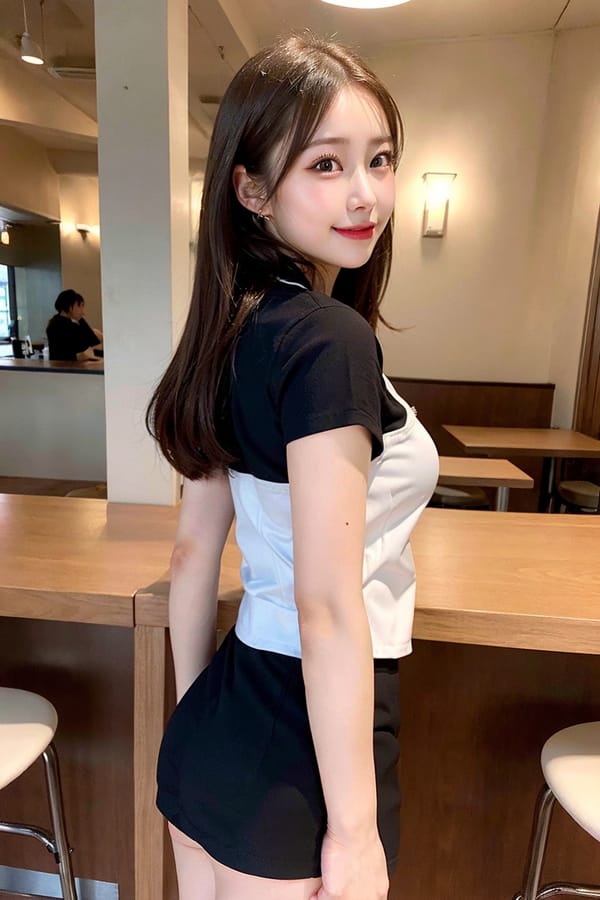 Tags: 21872187
<lora:JapaneseDollLikeness_v15:0.72>, <lora:koreanDollLikeness:0.56>, (waitress wearing uniform:1.05), restaurant, (perky ass:0.97), (exposed ass:1.07), (looking back:1.16), <lora:Addams:0.24>, extremely detailed eyes, extremely detailed face, cute, (photorealistic:1.17), seductive smile, double eyelids, pale skin, 4K, RAW, best quality, (thigh gap:1.16), delicate and beautiful girl, solo, (stunningly attractive:1.08)
Negative prompt: sketches, paintings, anime, (worst quality:1.98)
Steps: 32, Sampler: DPM++ 2M Karras, CFG scale: 6.08, Seed: 3749344432, Size: 512x768, Model hash: fc2511737a, Model: chilloutmix_NiPrunedFp32Fix, Seed resize from: -1x-1, Denoising strength: 0.4, Version: v1.2.1, Hires upscale: 2.0, Hires steps: 32, Hires upscaler: ESRGAN_4x