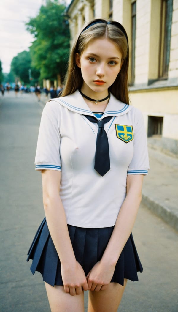 Tags: 21872187, SDXL
{"3": {"inputs": {"seed": 764900269035128, "steps": 64, "cfg": 7.91, "sampler_name": "dpmpp_2m", "scheduler": "karras", "denoise": 1.0, "model": ["27", 0], "positive": ["6", 0], "negative": ["7", 0], "latent_image": ["5", 0]}, "class_type": "KSampler"}, "4": {"inputs": {"ckpt_name": "helloworldxl.safetensors"}, "class_type": "CheckpointLoaderSimple"}, "5": {"inputs": {"width": 768, "height": 1344, "batch_size": 1}, "class_type": "EmptyLatentImage"}, "6": {"inputs": {"text": "18 year old girl, (ukrainian:1.03), (seductive facial expression:0.96), (eyelashes:1.02), (detailed face:1.08), (sexy lips:1.13), (beautiful eyes:1.09), (cute:1.07), (temptress:1.02), (idol:0.98), (double eyelids:0.97), (pale skin:1.09), (slim:1.02), (in a seductive pose:0.96), (large perky breasts:1.09), (cleavage:1.09), (thigh gap:1.14), (school uniform:1.11), choker, busy street, (film:1.06), (skin fuzz:1.02), (portra:1.01), (RAW:1.09), (candid cinema:1.04), (detailed skin:1.03), (natural looking skin:1.04), (soft lighting:1.07), (textured skin:1.08)", "clip": ["27", 1]}, "class_type": "CLIPTextEncode"}, "7": {"inputs": {"text": "(low resolution:1.07), (watermark:1.11), (open mouth:1.14), (worst quality:1.07), (twisted:1.07), (distorted:1.11), (bad hands:1.05)", "clip": ["27", 1]}, "class_type": "CLIPTextEncode"}, "8": {"inputs": {"samples": ["3", 0], "vae": ["4", 2]}, "class_type": "VAEDecode"}, "25": {"inputs": {"lora_name": "nudify_xl.safetensors", "strength_model": 0.35, "strength_clip": 0.34, "model": ["4", 0], "clip": ["4", 1]}, "class_type": "LoraLoader"}, "26": {"inputs": {"lora_name": "shirtlift_SDXL_v2.safetensors", "strength_model": 0.01, "strength_clip": 0.11, "model": ["25", 0], "clip": ["25", 1]}, "class_type": "LoraLoader"}, "27": {"inputs": {"lora_name": "PerfectEyesXL.safetensors", "strength_model": 0.09, "strength_clip": 0.19, "model": ["26", 0], "clip": ["26", 1]}, "class_type": "LoraLoader"}, "30": {"inputs": {"model_name": "4x_NMKD-Superscale-SP_178000_G.pth"}, "class_type": "UpscaleModelLoader"}, "31": {"inputs": {"upscale_model": ["30", 0], "image": ["8", 0]}, "class_type": "ImageUpscaleWithModel"}, "32": {"inputs": {"upscale_method": "lanczos", "scale_by": 0.5, "image": ["31", 0]}, "class_type": "ImageScaleBy"}, "33": {"inputs": {"pixels": ["32", 0], "vae": ["4", 2]}, "class_type": "VAEEncode"}, "34": {"inputs": {"seed": 764900269035128, "steps": 64, "cfg": 7.91, "sampler_name": "dpmpp_2m", "scheduler": "karras", "denoise": 0.3, "model": ["27", 0], "positive": ["6", 0], "negative": ["7", 0], "latent_image": ["33", 0]}, "class_type": "KSampler"}, "36": {"inputs": {"samples": ["34", 0], "vae": ["4", 2]}, "class_type": "VAEDecode"}, "39": {"inputs": {"filename_prefix": "comfyapi-1727984948186", "images": ["36", 0]}, "class_type": "SaveImage"}}