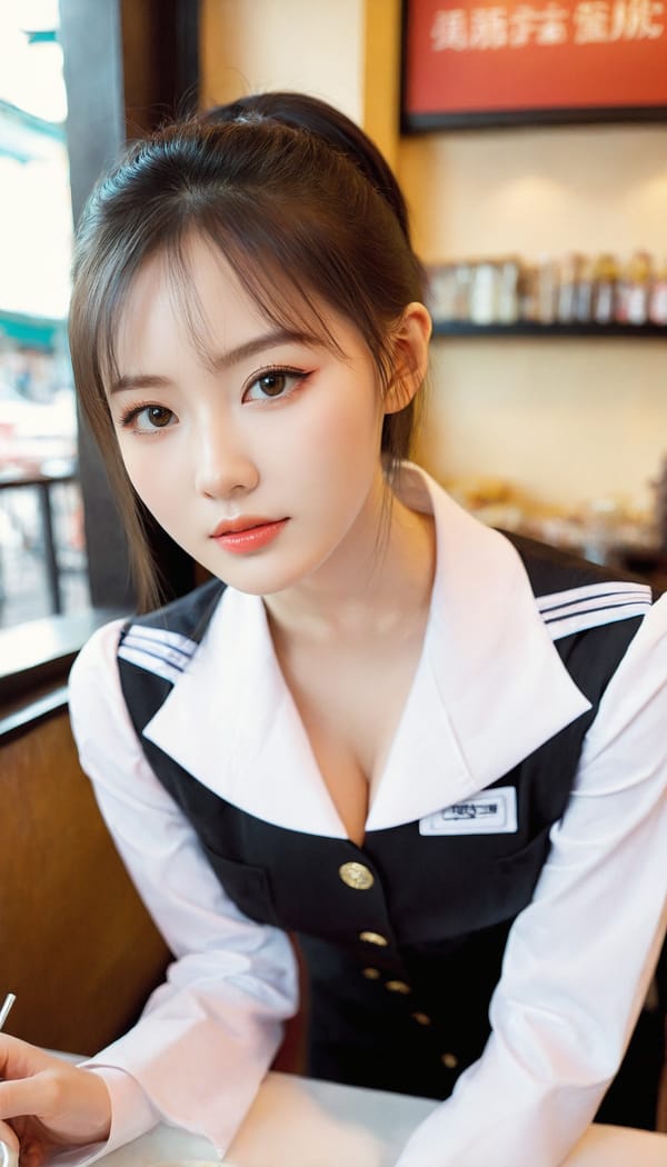 Tags: 21872187, SDXL
{"3": {"inputs": {"seed": 106009854746001, "steps": 32, "cfg": 7.8, "sampler_name": "dpmpp_2m", "scheduler": "karras", "denoise": 1.0, "model": ["27", 0], "positive": ["6", 0], "negative": ["7", 0], "latent_image": ["5", 0]}, "class_type": "KSampler"}, "4": {"inputs": {"ckpt_name": "leosamsHelloworldSDXL_helloworldSDXL32DPO.safetensors"}, "class_type": "CheckpointLoaderSimple"}, "5": {"inputs": {"width": 768, "height": 1344, "batch_size": 1}, "class_type": "EmptyLatentImage"}, "6": {"inputs": {"text": "20 year old girl, (russian:1.13), (chinese:1.10), (taiwanese:1.12), (beautiful eyes:1.09), (detailed face:1.11), (slim:1.12), (seductive facial expression:0.99), (idol:1.07), (cute:1.10), (double eyelids:1.05), (temptress:1.14), (eyelashes:1.03), (seductive pose:1.08), (sexy lips:0.95), (blush:1.07), (pale skin:1.14), (in a seductive pose:1.07), (large perky breasts:0.98), (cleavage:1.05), (thigh gap:1.08), (a waitress in uniform:1.08) working at a restaurant, (portra:1.00), (textured skin:1.02), (detailed skin:1.07), (candid cinema:1.03), (film:1.04), (skin fuzz:1.04), (soft lighting:1.06), (RAW:1.07), (natural looking skin:1.06)", "clip": ["27", 1]}, "class_type": "CLIPTextEncode"}, "7": {"inputs": {"text": "(twisted:1.12), (worst quality:1.06), (watermark:1.10), (bad hands:1.14), (low resolution:1.09), (distorted:1.10), (open mouth:1.06)", "clip": ["27", 1]}, "class_type": "CLIPTextEncode"}, "8": {"inputs": {"samples": ["3", 0], "vae": ["4", 2]}, "class_type": "VAEDecode"}, "25": {"inputs": {"lora_name": "nudify_xl.safetensors", "strength_model": 0.16, "strength_clip": 0.18, "model": ["4", 0], "clip": ["4", 1]}, "class_type": "LoraLoader"}, "26": {"inputs": {"lora_name": "shirtlift_SDXL_v2.safetensors", "strength_model": 0.07, "strength_clip": 0.08, "model": ["25", 0], "clip": ["25", 1]}, "class_type": "LoraLoader"}, "27": {"inputs": {"lora_name": "PerfectEyesXL.safetensors", "strength_model": 0.07, "strength_clip": 0.15, "model": ["26", 0], "clip": ["26", 1]}, "class_type": "LoraLoader"}, "30": {"inputs": {"model_name": "4x_NMKD-Superscale-SP_178000_G.pth"}, "class_type": "UpscaleModelLoader"}, "31": {"inputs": {"upscale_model": ["30", 0], "image": ["8", 0]}, "class_type": "ImageUpscaleWithModel"}, "32": {"inputs": {"upscale_method": "lanczos", "scale_by": 0.5, "image": ["31", 0]}, "class_type": "ImageScaleBy"}, "33": {"inputs": {"pixels": ["32", 0], "vae": ["4", 2]}, "class_type": "VAEEncode"}, "34": {"inputs": {"seed": 106009854746001, "steps": 32, "cfg": 7.8, "sampler_name": "dpmpp_2m", "scheduler": "karras", "denoise": 0.3, "model": ["27", 0], "positive": ["6", 0], "negative": ["7", 0], "latent_image": ["33", 0]}, "class_type": "KSampler"}, "36": {"inputs": {"samples": ["34", 0], "vae": ["4", 2]}, "class_type": "VAEDecode"}, "39": {"inputs": {"filename_prefix": "comfyapi-1707979764207", "images": ["36", 0]}, "class_type": "SaveImage"}}