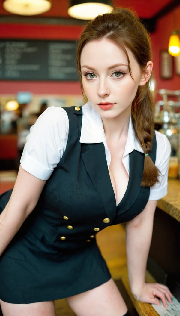 Tags: 21872187, SDXL
{"3": {"inputs": {"seed": 430776090356040, "steps": 64, "cfg": 7.07, "sampler_name": "dpmpp_2m", "scheduler": "karras", "denoise": 1.0, "model": ["27", 0], "positive": ["6", 0], "negative": ["7", 0], "latent_image": ["5", 0]}, "class_type": "KSampler"}, "4": {"inputs": {"ckpt_name": "leosamsHelloworldSDXL_helloworldSDXL32DPO.safetensors"}, "class_type": "CheckpointLoaderSimple"}, "5": {"inputs": {"width": 768, "height": 1344, "batch_size": 1}, "class_type": "EmptyLatentImage"}, "6": {"inputs": {"text": "28 year old girl, (irish:1.04), (eyelashes:0.97), (pale skin:1.14), (blush:0.96), (detailed face:1.02), (seductive facial expression:1.06), (seductive pose:0.95), (sexy lips:0.97), (cute:1.13), (slim:1.13), (temptress:1.07), (double eyelids:1.09), (on all fours:0.95), (spreading ass cheeks:0.99), (from behind:0.98), (backboob:1.12), (a waitress in uniform:1.14) working at a restaurant, (candid cinema:1.03), (RAW:1.00), (detailed skin:1.04), (natural looking skin:1.00), (portra:1.09), (soft lighting:1.09), (skin fuzz:1.08), (textured skin:1.07), (film:1.03)", "clip": ["27", 1]}, "class_type": "CLIPTextEncode"}, "7": {"inputs": {"text": "(worst quality:1.12), (watermark:1.05), (bad hands:1.06), (low resolution:1.11), (distorted:1.09), (twisted:1.07), (open mouth:1.07)", "clip": ["27", 1]}, "class_type": "CLIPTextEncode"}, "8": {"inputs": {"samples": ["3", 0], "vae": ["4", 2]}, "class_type": "VAEDecode"}, "25": {"inputs": {"lora_name": "nudify_xl.safetensors", "strength_model": 0.11, "strength_clip": 0.24, "model": ["4", 0], "clip": ["4", 1]}, "class_type": "LoraLoader"}, "26": {"inputs": {"lora_name": "shirtlift_SDXL_v2.safetensors", "strength_model": 0.01, "strength_clip": 0.13, "model": ["25", 0], "clip": ["25", 1]}, "class_type": "LoraLoader"}, "27": {"inputs": {"lora_name": "PerfectEyesXL.safetensors", "strength_model": 0.16, "strength_clip": 0.18, "model": ["26", 0], "clip": ["26", 1]}, "class_type": "LoraLoader"}, "30": {"inputs": {"model_name": "4x_NMKD-Superscale-SP_178000_G.pth"}, "class_type": "UpscaleModelLoader"}, "31": {"inputs": {"upscale_model": ["30", 0], "image": ["8", 0]}, "class_type": "ImageUpscaleWithModel"}, "32": {"inputs": {"upscale_method": "lanczos", "scale_by": 0.5, "image": ["31", 0]}, "class_type": "ImageScaleBy"}, "33": {"inputs": {"pixels": ["32", 0], "vae": ["4", 2]}, "class_type": "VAEEncode"}, "34": {"inputs": {"seed": 430776090356040, "steps": 64, "cfg": 7.07, "sampler_name": "dpmpp_2m", "scheduler": "karras", "denoise": 0.3, "model": ["27", 0], "positive": ["6", 0], "negative": ["7", 0], "latent_image": ["33", 0]}, "class_type": "KSampler"}, "36": {"inputs": {"samples": ["34", 0], "vae": ["4", 2]}, "class_type": "VAEDecode"}, "39": {"inputs": {"filename_prefix": "comfyapi-1707594829452", "images": ["36", 0]}, "class_type": "SaveImage"}}