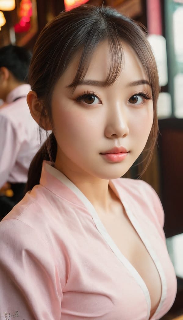 Tags: 21872187, SDXL
{"3": {"inputs": {"seed": 532922667930002, "steps": 32, "cfg": 5.2, "sampler_name": "dpmpp_2m", "scheduler": "karras", "denoise": 1.0, "model": ["27", 0], "positive": ["6", 0], "negative": ["7", 0], "latent_image": ["5", 0]}, "class_type": "KSampler"}, "4": {"inputs": {"ckpt_name": "juggernautxl.safetensors"}, "class_type": "CheckpointLoaderSimple"}, "5": {"inputs": {"width": 768, "height": 1344, "batch_size": 1}, "class_type": "EmptyLatentImage"}, "6": {"inputs": {"text": "22 year old girl, (chinese:1.05), (eyelashes:1.13), (beautiful eyes:1.02), (blush:1.13), (double eyelids:1.14), (seductive facial expression:0.97), (temptress:0.95), (detailed face:1.05), (cute:1.05), (slim:1.10), (pale skin:1.04), (sexy lips:1.03), (idol:1.02), (seductive pose:1.08), (on all fours:0.96), (spreading ass cheeks:0.97), (from behind:0.97), (backboob:1.05), (a waitress in uniform:0.97) working at a restaurant, (candid cinema:1.08), (detailed skin:1.01), (RAW:1.07), (natural looking skin:1.04), (textured skin:1.04), (skin fuzz:1.02), (film:1.07), (soft lighting:1.01), (portra:1.05)", "clip": ["27", 1]}, "class_type": "CLIPTextEncode"}, "7": {"inputs": {"text": "(open mouth:1.05), (worst quality:1.05), (low resolution:1.06), (bad hands:1.13), (twisted:1.07), (watermark:1.05), (distorted:1.13)", "clip": ["27", 1]}, "class_type": "CLIPTextEncode"}, "8": {"inputs": {"samples": ["3", 0], "vae": ["4", 2]}, "class_type": "VAEDecode"}, "25": {"inputs": {"lora_name": "nudify_xl.safetensors", "strength_model": 0.17, "strength_clip": 0.03, "model": ["4", 0], "clip": ["4", 1]}, "class_type": "LoraLoader"}, "26": {"inputs": {"lora_name": "shirtlift_SDXL_v2.safetensors", "strength_model": 0.07, "strength_clip": 0.12, "model": ["25", 0], "clip": ["25", 1]}, "class_type": "LoraLoader"}, "27": {"inputs": {"lora_name": "PerfectEyesXL.safetensors", "strength_model": 0.06, "strength_clip": 0.14, "model": ["26", 0], "clip": ["26", 1]}, "class_type": "LoraLoader"}, "30": {"inputs": {"model_name": "4x_NMKD-Superscale-SP_178000_G.pth"}, "class_type": "UpscaleModelLoader"}, "31": {"inputs": {"upscale_model": ["30", 0], "image": ["8", 0]}, "class_type": "ImageUpscaleWithModel"}, "32": {"inputs": {"upscale_method": "lanczos", "scale_by": 0.5, "image": ["31", 0]}, "class_type": "ImageScaleBy"}, "33": {"inputs": {"pixels": ["32", 0], "vae": ["4", 2]}, "class_type": "VAEEncode"}, "34": {"inputs": {"seed": 532922667930002, "steps": 32, "cfg": 5.2, "sampler_name": "dpmpp_2m", "scheduler": "karras", "denoise": 0.3, "model": ["27", 0], "positive": ["6", 0], "negative": ["7", 0], "latent_image": ["33", 0]}, "class_type": "KSampler"}, "36": {"inputs": {"samples": ["34", 0], "vae": ["4", 2]}, "class_type": "VAEDecode"}, "39": {"inputs": {"filename_prefix": "comfyapi-1734016741689", "images": ["36", 0]}, "class_type": "SaveImage"}}