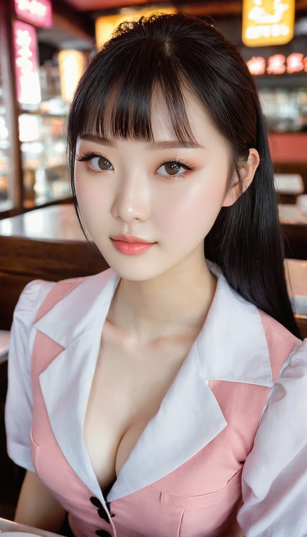 Tags: 21872187, SDXL
{"3": {"inputs": {"seed": 893685993427738, "steps": 32, "cfg": 7.42, "sampler_name": "dpmpp_2m", "scheduler": "karras", "denoise": 1.0, "model": ["27", 0], "positive": ["6", 0], "negative": ["7", 0], "latent_image": ["5", 0]}, "class_type": "KSampler"}, "4": {"inputs": {"ckpt_name": "juggernautxl.safetensors"}, "class_type": "CheckpointLoaderSimple"}, "5": {"inputs": {"width": 768, "height": 1344, "batch_size": 1}, "class_type": "EmptyLatentImage"}, "6": {"inputs": {"text": "18 year old girl, (chinese:1.08), (eyelashes:0.98), (pale skin:1.11), (beautiful eyes:1.09), (seductive facial expression:1.00), (idol:1.00), (temptress:1.02), (cute:1.10), (detailed face:1.12), (seductive pose:1.00), (blush:1.10), (sexy lips:0.97), (in a seductive pose:1.09), (large perky breasts:0.96), (cleavage:0.98), (thigh gap:1.01), (a waitress in uniform:0.97) working at a restaurant, (detailed skin:1.08), (film:1.00), (candid cinema:1.01), (skin fuzz:1.05), (portra:1.00), (RAW:1.09), (natural looking skin:1.04), (soft lighting:1.09), (textured skin:1.05)", "clip": ["27", 1]}, "class_type": "CLIPTextEncode"}, "7": {"inputs": {"text": "(low resolution:1.07), (watermark:1.12), (bad hands:1.06), (distorted:1.11), (open mouth:1.06), (twisted:1.10), (worst quality:1.14)", "clip": ["27", 1]}, "class_type": "CLIPTextEncode"}, "8": {"inputs": {"samples": ["3", 0], "vae": ["4", 2]}, "class_type": "VAEDecode"}, "25": {"inputs": {"lora_name": "nudify_xl.safetensors", "strength_model": 0.08, "strength_clip": 0.14, "model": ["4", 0], "clip": ["4", 1]}, "class_type": "LoraLoader"}, "26": {"inputs": {"lora_name": "shirtlift_SDXL_v2.safetensors", "strength_model": 0.1, "strength_clip": 0.07, "model": ["25", 0], "clip": ["25", 1]}, "class_type": "LoraLoader"}, "27": {"inputs": {"lora_name": "PerfectEyesXL.safetensors", "strength_model": 0.13, "strength_clip": 0.05, "model": ["26", 0], "clip": ["26", 1]}, "class_type": "LoraLoader"}, "30": {"inputs": {"model_name": "4x_NMKD-Superscale-SP_178000_G.pth"}, "class_type": "UpscaleModelLoader"}, "31": {"inputs": {"upscale_model": ["30", 0], "image": ["8", 0]}, "class_type": "ImageUpscaleWithModel"}, "32": {"inputs": {"upscale_method": "lanczos", "scale_by": 0.5, "image": ["31", 0]}, "class_type": "ImageScaleBy"}, "33": {"inputs": {"pixels": ["32", 0], "vae": ["4", 2]}, "class_type": "VAEEncode"}, "34": {"inputs": {"seed": 893685993427738, "steps": 32, "cfg": 7.42, "sampler_name": "dpmpp_2m", "scheduler": "karras", "denoise": 0.3, "model": ["27", 0], "positive": ["6", 0], "negative": ["7", 0], "latent_image": ["33", 0]}, "class_type": "KSampler"}, "36": {"inputs": {"samples": ["34", 0], "vae": ["4", 2]}, "class_type": "VAEDecode"}, "39": {"inputs": {"filename_prefix": "comfyapi-1725117456033", "images": ["36", 0]}, "class_type": "SaveImage"}}