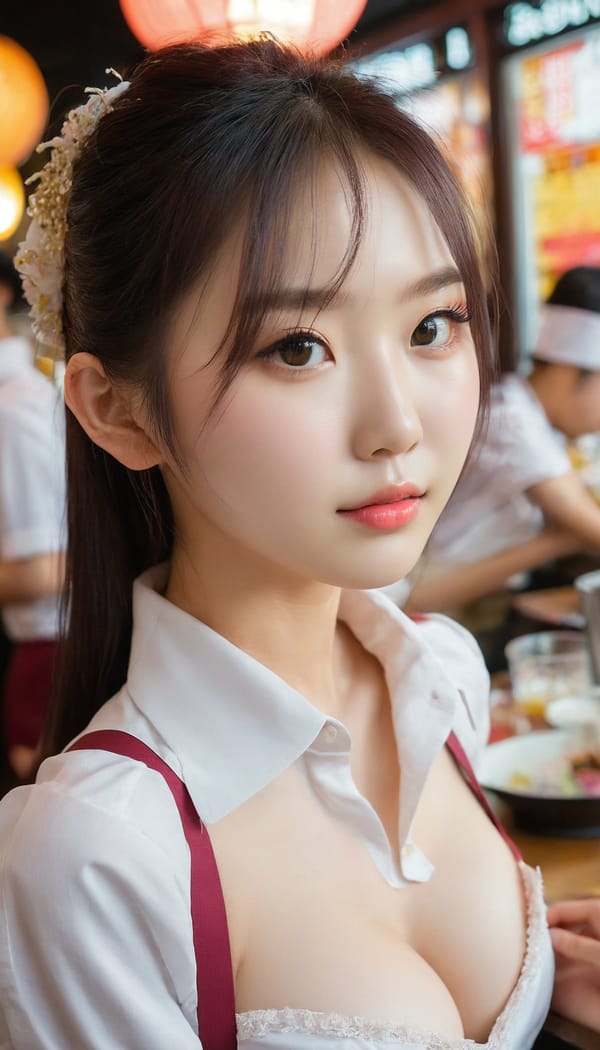 Tags: 21872187, SDXL
{"3": {"inputs": {"seed": 407208242992433, "steps": 32, "cfg": 5.47, "sampler_name": "dpmpp_2m", "scheduler": "karras", "denoise": 1.0, "model": ["27", 0], "positive": ["6", 0], "negative": ["7", 0], "latent_image": ["5", 0]}, "class_type": "KSampler"}, "4": {"inputs": {"ckpt_name": "juggernautxl.safetensors"}, "class_type": "CheckpointLoaderSimple"}, "5": {"inputs": {"width": 768, "height": 1344, "batch_size": 1}, "class_type": "EmptyLatentImage"}, "6": {"inputs": {"text": "19 year old girl, (korean:1.04), (ukrainian:1.07), (chinese:1.08), (cute:1.00), (beautiful eyes:0.95), (sexy lips:1.08), (eyelashes:1.11), (slim:1.06), (seductive pose:0.95), (temptress:1.07), (blush:1.07), (pale skin:1.07), (detailed face:1.05), (seductive facial expression:1.09), (idol:1.08), (on all fours:1.01), (spreading ass cheeks:1.05), (from behind:0.95), (backboob:0.96), (a waitress in uniform:0.97) working at a restaurant, (textured skin:1.05), (detailed skin:1.01), (portra:1.04), (natural looking skin:1.09), (RAW:1.00), (skin fuzz:1.07), (film:1.04), (candid cinema:1.08), (soft lighting:1.04)", "clip": ["27", 1]}, "class_type": "CLIPTextEncode"}, "7": {"inputs": {"text": "(watermark:1.06), (twisted:1.05), (bad hands:1.05), (distorted:1.14), (worst quality:1.05), (low resolution:1.10), (open mouth:1.06)", "clip": ["27", 1]}, "class_type": "CLIPTextEncode"}, "8": {"inputs": {"samples": ["3", 0], "vae": ["4", 2]}, "class_type": "VAEDecode"}, "25": {"inputs": {"lora_name": "nudify_xl.safetensors", "strength_model": 0.08, "strength_clip": 0.11, "model": ["4", 0], "clip": ["4", 1]}, "class_type": "LoraLoader"}, "26": {"inputs": {"lora_name": "shirtlift_SDXL_v2.safetensors", "strength_model": 0.12, "strength_clip": 0.14, "model": ["25", 0], "clip": ["25", 1]}, "class_type": "LoraLoader"}, "27": {"inputs": {"lora_name": "PerfectEyesXL.safetensors", "strength_model": 0.18, "strength_clip": 0.01, "model": ["26", 0], "clip": ["26", 1]}, "class_type": "LoraLoader"}, "30": {"inputs": {"model_name": "4x_NMKD-Superscale-SP_178000_G.pth"}, "class_type": "UpscaleModelLoader"}, "31": {"inputs": {"upscale_model": ["30", 0], "image": ["8", 0]}, "class_type": "ImageUpscaleWithModel"}, "32": {"inputs": {"upscale_method": "lanczos", "scale_by": 0.5, "image": ["31", 0]}, "class_type": "ImageScaleBy"}, "33": {"inputs": {"pixels": ["32", 0], "vae": ["4", 2]}, "class_type": "VAEEncode"}, "34": {"inputs": {"seed": 407208242992433, "steps": 32, "cfg": 5.47, "sampler_name": "dpmpp_2m", "scheduler": "karras", "denoise": 0.3, "model": ["27", 0], "positive": ["6", 0], "negative": ["7", 0], "latent_image": ["33", 0]}, "class_type": "KSampler"}, "36": {"inputs": {"samples": ["34", 0], "vae": ["4", 2]}, "class_type": "VAEDecode"}, "39": {"inputs": {"filename_prefix": "comfyapi-1714152573729", "images": ["36", 0]}, "class_type": "SaveImage"}}