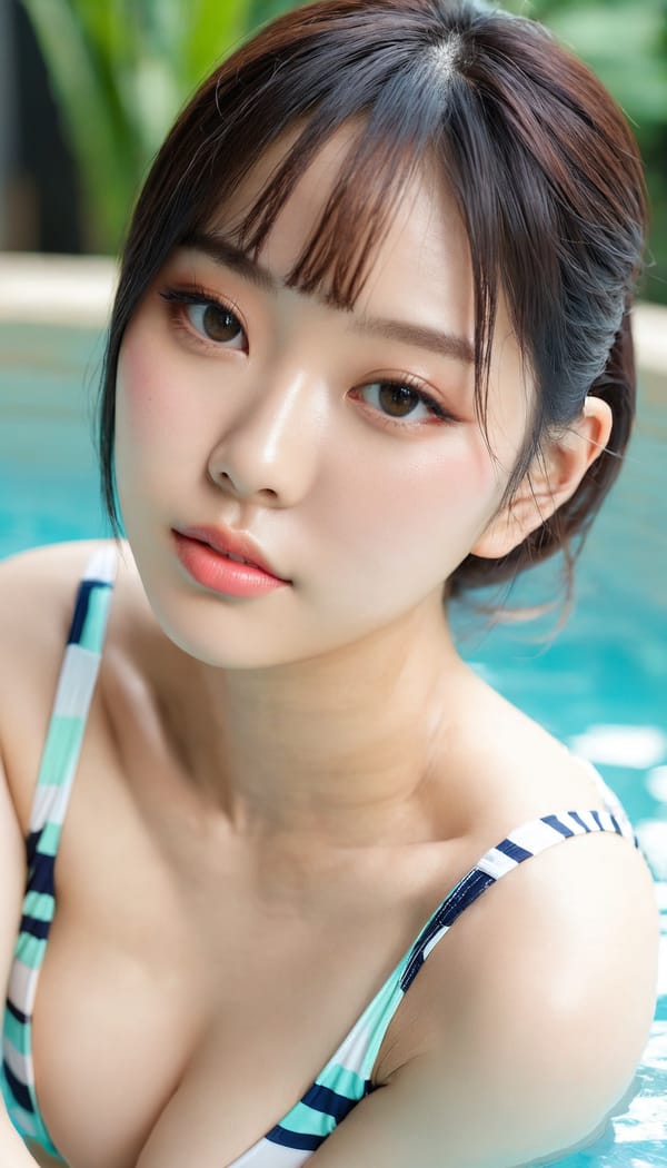 Tags: 21872187, SDXL
{"3": {"inputs": {"seed": 919203863289853, "steps": 64, "cfg": 7.85, "sampler_name": "dpmpp_2m", "scheduler": "karras", "denoise": 1.0, "model": ["27", 0], "positive": ["6", 0], "negative": ["7", 0], "latent_image": ["5", 0]}, "class_type": "KSampler"}, "4": {"inputs": {"ckpt_name": "juggernautxl.safetensors"}, "class_type": "CheckpointLoaderSimple"}, "5": {"inputs": {"width": 768, "height": 1344, "batch_size": 1}, "class_type": "EmptyLatentImage"}, "6": {"inputs": {"text": "24 year old girl, (chinese:0.96), (korean:1.00), (double eyelids:0.96), (cute:1.08), (seductive pose:1.05), (temptress:1.09), (pale skin:1.01), (sexy lips:1.12), (seductive facial expression:1.08), (blush:1.04), (beautiful eyes:1.13), (slim:1.13), (idol:1.06), (eyelashes:0.97), (detailed face:1.00), (in a seductive pose:1.14), (large perky breasts:0.98), (cleavage:0.99), (thigh gap:1.14), (in a swimsuit:1.02) at a pool, (film:1.04), (detailed skin:1.07), (textured skin:1.04), (portra:1.07), (skin fuzz:1.03), (candid cinema:1.04), (natural looking skin:1.03), (RAW:1.00), (soft lighting:1.07)", "clip": ["27", 1]}, "class_type": "CLIPTextEncode"}, "7": {"inputs": {"text": "(worst quality:1.09), (open mouth:1.07), (distorted:1.11), (watermark:1.13), (low resolution:1.11), (twisted:1.14)", "clip": ["27", 1]}, "class_type": "CLIPTextEncode"}, "8": {"inputs": {"samples": ["3", 0], "vae": ["4", 2]}, "class_type": "VAEDecode"}, "25": {"inputs": {"lora_name": "nudify_xl.safetensors", "strength_model": 0.16, "strength_clip": 0.13, "model": ["4", 0], "clip": ["4", 1]}, "class_type": "LoraLoader"}, "26": {"inputs": {"lora_name": "shirtlift_SDXL_v2.safetensors", "strength_model": 0.14, "strength_clip": 0.05, "model": ["25", 0], "clip": ["25", 1]}, "class_type": "LoraLoader"}, "27": {"inputs": {"lora_name": "PerfectEyesXL.safetensors", "strength_model": 0.02, "strength_clip": 0.09, "model": ["26", 0], "clip": ["26", 1]}, "class_type": "LoraLoader"}, "30": {"inputs": {"model_name": "4x_NMKD-Superscale-SP_178000_G.pth"}, "class_type": "UpscaleModelLoader"}, "31": {"inputs": {"upscale_model": ["30", 0], "image": ["8", 0]}, "class_type": "ImageUpscaleWithModel"}, "32": {"inputs": {"upscale_method": "lanczos", "scale_by": 0.5, "image": ["31", 0]}, "class_type": "ImageScaleBy"}, "33": {"inputs": {"pixels": ["32", 0], "vae": ["4", 2]}, "class_type": "VAEEncode"}, "34": {"inputs": {"seed": 919203863289853, "steps": 64, "cfg": 7.85, "sampler_name": "dpmpp_2m", "scheduler": "karras", "denoise": 0.3, "model": ["27", 0], "positive": ["6", 0], "negative": ["7", 0], "latent_image": ["33", 0]}, "class_type": "KSampler"}, "36": {"inputs": {"samples": ["34", 0], "vae": ["4", 2]}, "class_type": "VAEDecode"}, "39": {"inputs": {"filename_prefix": "comfyapi-1727834893491", "images": ["36", 0]}, "class_type": "SaveImage"}}