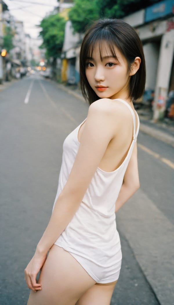 Tags: 21872187, SDXL
{"3": {"inputs": {"seed": 976805471182813, "steps": 32, "cfg": 5.41, "sampler_name": "dpmpp_2m", "scheduler": "karras", "denoise": 1.0, "model": ["27", 0], "positive": ["6", 0], "negative": ["7", 0], "latent_image": ["5", 0]}, "class_type": "KSampler"}, "4": {"inputs": {"ckpt_name": "helloworldxl.safetensors"}, "class_type": "CheckpointLoaderSimple"}, "5": {"inputs": {"width": 768, "height": 1344, "batch_size": 1}, "class_type": "EmptyLatentImage"}, "6": {"inputs": {"text": "20 year old girl, (ukrainian:0.96), (chinese:0.95), (japanese:1.09), (blush:1.02), (sexy lips:1.05), (eyelashes:1.04), (cute:0.98), (seductive facial expression:1.06), (detailed face:1.09), (temptress:1.01), (pale skin:1.12), (seductive pose:1.07), (slim:1.11), (double eyelids:1.13), (beautiful eyes:1.05), (perky ass:1.09), (exposed ass:1.05), (looking back:1.14), (sexy ass:1.14), (thigh gap:0.97), (white tanktop:1.05), busy street, (soft lighting:1.06), (film:1.05), (natural looking skin:1.03), (candid cinema:1.05), (RAW:1.08), (detailed skin:1.04), (textured skin:1.04), (skin fuzz:1.00), (portra:1.03)", "clip": ["27", 1]}, "class_type": "CLIPTextEncode"}, "7": {"inputs": {"text": "(bad hands:1.06), (open mouth:1.09), (worst quality:1.09), (low resolution:1.06), (watermark:1.07), (distorted:1.09), (twisted:1.07)", "clip": ["27", 1]}, "class_type": "CLIPTextEncode"}, "8": {"inputs": {"samples": ["3", 0], "vae": ["4", 2]}, "class_type": "VAEDecode"}, "25": {"inputs": {"lora_name": "nudify_xl.safetensors", "strength_model": 0.04, "strength_clip": 0.24, "model": ["4", 0], "clip": ["4", 1]}, "class_type": "LoraLoader"}, "26": {"inputs": {"lora_name": "shirtlift_SDXL_v2.safetensors", "strength_model": 0.02, "strength_clip": 0.06, "model": ["25", 0], "clip": ["25", 1]}, "class_type": "LoraLoader"}, "27": {"inputs": {"lora_name": "PerfectEyesXL.safetensors", "strength_model": 0.13, "strength_clip": 0.05, "model": ["26", 0], "clip": ["26", 1]}, "class_type": "LoraLoader"}, "30": {"inputs": {"model_name": "4x_NMKD-Superscale-SP_178000_G.pth"}, "class_type": "UpscaleModelLoader"}, "31": {"inputs": {"upscale_model": ["30", 0], "image": ["8", 0]}, "class_type": "ImageUpscaleWithModel"}, "32": {"inputs": {"upscale_method": "lanczos", "scale_by": 0.5, "image": ["31", 0]}, "class_type": "ImageScaleBy"}, "33": {"inputs": {"pixels": ["32", 0], "vae": ["4", 2]}, "class_type": "VAEEncode"}, "34": {"inputs": {"seed": 976805471182813, "steps": 32, "cfg": 5.41, "sampler_name": "dpmpp_2m", "scheduler": "karras", "denoise": 0.3, "model": ["27", 0], "positive": ["6", 0], "negative": ["7", 0], "latent_image": ["33", 0]}, "class_type": "KSampler"}, "36": {"inputs": {"samples": ["34", 0], "vae": ["4", 2]}, "class_type": "VAEDecode"}, "39": {"inputs": {"filename_prefix": "comfyapi-1713523360006", "images": ["36", 0]}, "class_type": "SaveImage"}}