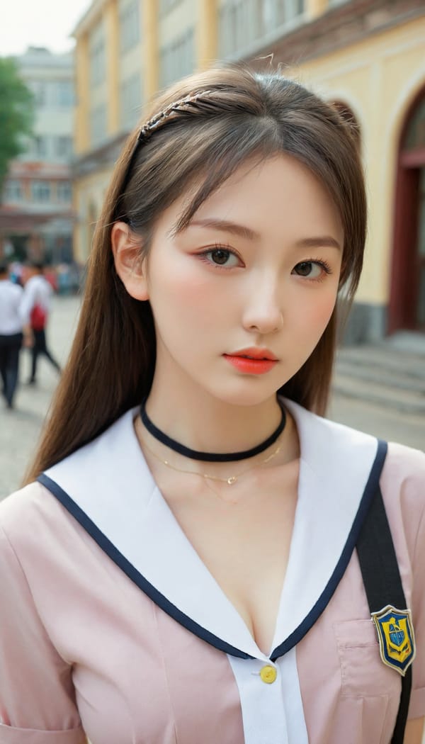 Tags: 21872187, SDXL
{"3": {"inputs": {"seed": 776207045272792, "steps": 64, "cfg": 5.35, "sampler_name": "dpmpp_2m", "scheduler": "karras", "denoise": 1.0, "model": ["27", 0], "positive": ["6", 0], "negative": ["7", 0], "latent_image": ["5", 0]}, "class_type": "KSampler"}, "4": {"inputs": {"ckpt_name": "leosamsHelloworldSDXL_helloworldSDXL32DPO.safetensors"}, "class_type": "CheckpointLoaderSimple"}, "5": {"inputs": {"width": 768, "height": 1344, "batch_size": 1}, "class_type": "EmptyLatentImage"}, "6": {"inputs": {"text": "18 year old girl, (ukrainian:1.03), (chinese:1.07), (pale skin:1.00), (blush:1.03), (sexy lips:0.99), (double eyelids:1.05), (cute:1.07), (eyelashes:1.06), (seductive facial expression:1.14), (beautiful eyes:0.97), (seductive pose:1.06), (detailed face:1.04), (temptress:1.06), (slim:1.05), (in a seductive pose:0.95), (large perky breasts:1.02), (cleavage:1.02), (thigh gap:1.09), (school uniform:1.14), choker, busy street, (natural looking skin:1.09), (film:1.07), (RAW:1.06), (detailed skin:1.09), (skin fuzz:1.09), (portra:1.08), (soft lighting:1.03), (candid cinema:1.09), (textured skin:1.03)", "clip": ["27", 1]}, "class_type": "CLIPTextEncode"}, "7": {"inputs": {"text": "(open mouth:1.07), (watermark:1.14), (worst quality:1.08), (distorted:1.09), (bad hands:1.14), (twisted:1.07), (low resolution:1.06)", "clip": ["27", 1]}, "class_type": "CLIPTextEncode"}, "8": {"inputs": {"samples": ["3", 0], "vae": ["4", 2]}, "class_type": "VAEDecode"}, "25": {"inputs": {"lora_name": "nudify_xl.safetensors", "strength_model": 0.13, "strength_clip": 0.3, "model": ["4", 0], "clip": ["4", 1]}, "class_type": "LoraLoader"}, "26": {"inputs": {"lora_name": "shirtlift_SDXL_v2.safetensors", "strength_model": 0.01, "strength_clip": 0.08, "model": ["25", 0], "clip": ["25", 1]}, "class_type": "LoraLoader"}, "27": {"inputs": {"lora_name": "PerfectEyesXL.safetensors", "strength_model": 0.11, "strength_clip": 0.02, "model": ["26", 0], "clip": ["26", 1]}, "class_type": "LoraLoader"}, "30": {"inputs": {"model_name": "4x_NMKD-Superscale-SP_178000_G.pth"}, "class_type": "UpscaleModelLoader"}, "31": {"inputs": {"upscale_model": ["30", 0], "image": ["8", 0]}, "class_type": "ImageUpscaleWithModel"}, "32": {"inputs": {"upscale_method": "lanczos", "scale_by": 0.5, "image": ["31", 0]}, "class_type": "ImageScaleBy"}, "33": {"inputs": {"pixels": ["32", 0], "vae": ["4", 2]}, "class_type": "VAEEncode"}, "34": {"inputs": {"seed": 776207045272792, "steps": 64, "cfg": 5.35, "sampler_name": "dpmpp_2m", "scheduler": "karras", "denoise": 0.3, "model": ["27", 0], "positive": ["6", 0], "negative": ["7", 0], "latent_image": ["33", 0]}, "class_type": "KSampler"}, "36": {"inputs": {"samples": ["34", 0], "vae": ["4", 2]}, "class_type": "VAEDecode"}, "39": {"inputs": {"filename_prefix": "comfyapi-1707568997195", "images": ["36", 0]}, "class_type": "SaveImage"}}