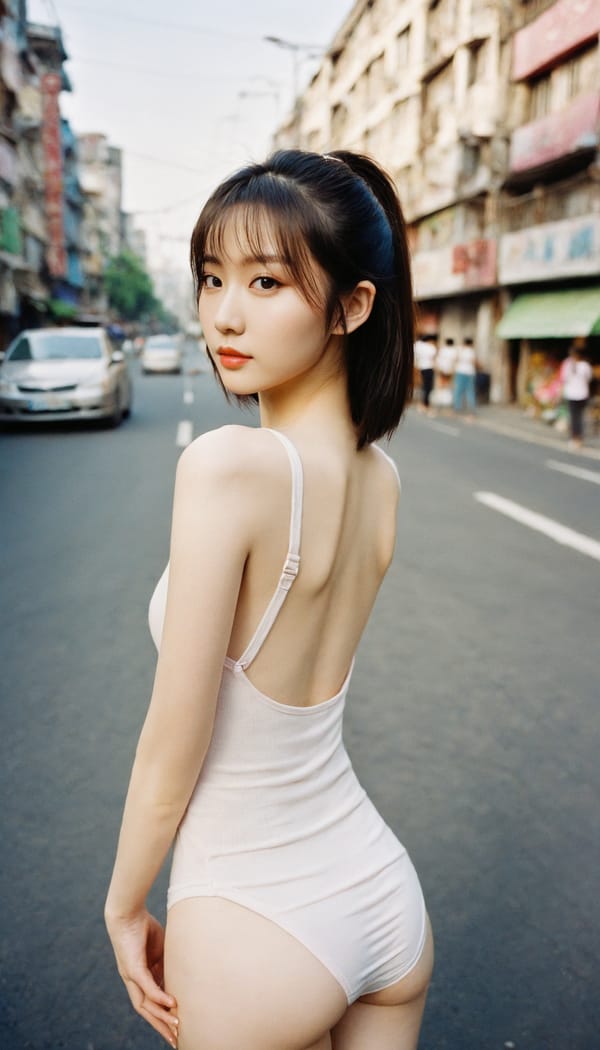 Tags: 21872187, SDXL
{"3": {"inputs": {"seed": 844600129038475, "steps": 64, "cfg": 6.8, "sampler_name": "dpmpp_2m", "scheduler": "karras", "denoise": 1.0, "model": ["27", 0], "positive": ["6", 0], "negative": ["7", 0], "latent_image": ["5", 0]}, "class_type": "KSampler"}, "4": {"inputs": {"ckpt_name": "helloworldxl.safetensors"}, "class_type": "CheckpointLoaderSimple"}, "5": {"inputs": {"width": 768, "height": 1344, "batch_size": 1}, "class_type": "EmptyLatentImage"}, "6": {"inputs": {"text": "26 year old girl, (chinese:1.00), (russian:0.97), (beautiful eyes:0.98), (double eyelids:1.10), (detailed face:0.96), (slim:1.02), (seductive facial expression:1.07), (seductive pose:1.10), (temptress:0.98), (pale skin:1.03), (eyelashes:0.96), (blush:1.10), (sexy lips:1.03), (cute:1.07), (idol:1.10), (perky ass:0.97), (exposed ass:1.01), (looking back:0.98), (sexy ass:1.14), (thigh gap:0.99), (white tanktop:1.01), busy street, (portra:1.05), (film:1.03), (soft lighting:1.07), (candid cinema:1.02), (detailed skin:1.06), (skin fuzz:1.09), (RAW:1.07), (textured skin:1.04), (natural looking skin:1.00)", "clip": ["27", 1]}, "class_type": "CLIPTextEncode"}, "7": {"inputs": {"text": "(open mouth:1.12), (twisted:1.09), (worst quality:1.10), (watermark:1.06), (low resolution:1.07), (bad hands:1.11), (distorted:1.08)", "clip": ["27", 1]}, "class_type": "CLIPTextEncode"}, "8": {"inputs": {"samples": ["3", 0], "vae": ["4", 2]}, "class_type": "VAEDecode"}, "25": {"inputs": {"lora_name": "nudify_xl.safetensors", "strength_model": 0.1, "strength_clip": 0.15, "model": ["4", 0], "clip": ["4", 1]}, "class_type": "LoraLoader"}, "26": {"inputs": {"lora_name": "shirtlift_SDXL_v2.safetensors", "strength_model": 0.0, "strength_clip": 0.1, "model": ["25", 0], "clip": ["25", 1]}, "class_type": "LoraLoader"}, "27": {"inputs": {"lora_name": "PerfectEyesXL.safetensors", "strength_model": 0.1, "strength_clip": 0.1, "model": ["26", 0], "clip": ["26", 1]}, "class_type": "LoraLoader"}, "30": {"inputs": {"model_name": "4x_NMKD-Superscale-SP_178000_G.pth"}, "class_type": "UpscaleModelLoader"}, "31": {"inputs": {"upscale_model": ["30", 0], "image": ["8", 0]}, "class_type": "ImageUpscaleWithModel"}, "32": {"inputs": {"upscale_method": "lanczos", "scale_by": 0.5, "image": ["31", 0]}, "class_type": "ImageScaleBy"}, "33": {"inputs": {"pixels": ["32", 0], "vae": ["4", 2]}, "class_type": "VAEEncode"}, "34": {"inputs": {"seed": 844600129038475, "steps": 64, "cfg": 6.8, "sampler_name": "dpmpp_2m", "scheduler": "karras", "denoise": 0.3, "model": ["27", 0], "positive": ["6", 0], "negative": ["7", 0], "latent_image": ["33", 0]}, "class_type": "KSampler"}, "36": {"inputs": {"samples": ["34", 0], "vae": ["4", 2]}, "class_type": "VAEDecode"}, "39": {"inputs": {"filename_prefix": "comfyapi-1716442221638", "images": ["36", 0]}, "class_type": "SaveImage"}}