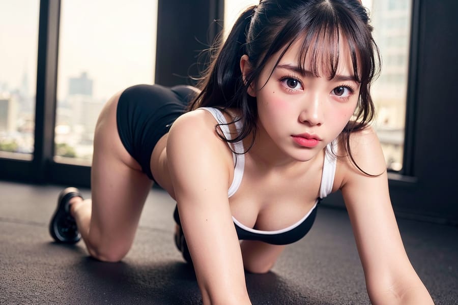 Tags: 21872187
<lora:JapaneseDollLikeness_v15:0.79>, (gym outfit:1.01), gym, (on all fours:1.08), spreading ass cheeks, (from behind:1.10), <lora:fixStandingDoggyStyle:0.29>, backboob, <lora:Addams:0.25>, extremely detailed eyes, extremely detailed face, cute, (photorealistic:1.10), sexy lips, seductive smile, double eyelids, eyelashes, perky breasts, textured skin, 4K, RAW, delicate and beautiful girl, 1girl, (stunningly attractive:0.97), (dramatic:1.04)
Negative prompt: drawings, sketches, paintings, (worst quality:2.07)
Steps: 32, Sampler: DPM++ 2M Karras, CFG scale: 5.36, Seed: 2313342176, Size: 768x512, Model hash: fc2511737a, Model: chilloutmix_NiPrunedFp32Fix, Seed resize from: -1x-1, Denoising strength: 0.45, Version: v1.2.1, Hires upscale: 2.0, Hires steps: 16, Hires upscaler: ESRGAN_4x