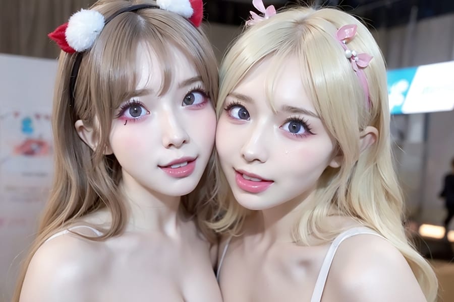 Tags: 21872187
<lora:mix4:0.46>, <lora:JapaneseDollLikeness_v15:0.50>, (russian:1.09), (ukrainian:1.03), (cosplay:1.00), cosplay exhibition, comiket, posing for camera, <lora:ahegao-x-v4:0.56>, ahegao face, pleasure, extremely detailed eyes, extremely detailed face, cute, sexy lips, seductive smile, double eyelids, eyelashes, pale skin, best quality, sharp, blush, delicate and beautiful girl, 1girl, solo
Negative prompt: drawings, fat, (normal quality:1.93), (worst quality:1.91)
Steps: 32, Sampler: DPM++ 2M Karras, CFG scale: 5.88, Seed: 3748566856, Size: 768x512, Model hash: fc2511737a, Model: chilloutmix_NiPrunedFp32Fix, Seed resize from: -1x-1, Denoising strength: 0.45, Version: v1.2.1, Hires upscale: 2.0, Hires steps: 16, Hires upscaler: ESRGAN_4x