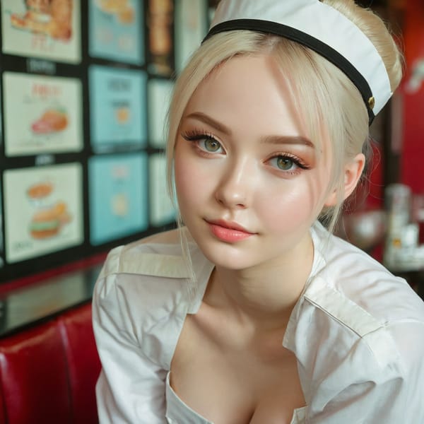 Tags: 21872187, SDXL
{"3": {"inputs": {"seed": 841931249434803, "steps": 32, "cfg": 7.85, "sampler_name": "dpmpp_2m", "scheduler": "karras", "denoise": 1.0, "model": ["27", 0], "positive": ["6", 0], "negative": ["7", 0], "latent_image": ["5", 0]}, "class_type": "KSampler"}, "4": {"inputs": {"ckpt_name": "juggernautxl.safetensors"}, "class_type": "CheckpointLoaderSimple"}, "5": {"inputs": {"width": 1024, "height": 1024, "batch_size": 1}, "class_type": "EmptyLatentImage"}, "6": {"inputs": {"text": "24 year old girl, (russian:1.02), (ukrainian:1.07), (pale skin:0.97), (blush:1.00), (seductive pose:1.11), (eyelashes:1.11), (beautiful eyes:1.12), (cute:1.11), (sexy lips:0.95), (slim:1.03), (double eyelids:1.02), (detailed face:0.99), (seductive facial expression:1.00), (idol:1.05), (perky ass:1.10), (exposed ass:1.11), (looking back:1.01), (sexy ass:1.14), (thigh gap:1.08), (a waitress in uniform:1.11) working at a restaurant, (RAW:1.06), (candid cinema:1.03), (natural looking skin:1.02), (skin fuzz:1.03), (detailed skin:1.02), (soft lighting:1.00), (portra:1.01), (film:1.05), (textured skin:1.05)", "clip": ["27", 1]}, "class_type": "CLIPTextEncode"}, "7": {"inputs": {"text": "(bad hands:1.07), (low resolution:1.06), (watermark:1.07), (distorted:1.09), (open mouth:1.06), (twisted:1.08), (worst quality:1.11)", "clip": ["27", 1]}, "class_type": "CLIPTextEncode"}, "8": {"inputs": {"samples": ["3", 0], "vae": ["4", 2]}, "class_type": "VAEDecode"}, "25": {"inputs": {"lora_name": "nudify_xl.safetensors", "strength_model": 0.07, "strength_clip": 0.23, "model": ["4", 0], "clip": ["4", 1]}, "class_type": "LoraLoader"}, "26": {"inputs": {"lora_name": "shirtlift_SDXL_v2.safetensors", "strength_model": 0.15, "strength_clip": 0.05, "model": ["25", 0], "clip": ["25", 1]}, "class_type": "LoraLoader"}, "27": {"inputs": {"lora_name": "PerfectEyesXL.safetensors", "strength_model": 0.01, "strength_clip": 0.08, "model": ["26", 0], "clip": ["26", 1]}, "class_type": "LoraLoader"}, "30": {"inputs": {"model_name": "4x_NMKD-Superscale-SP_178000_G.pth"}, "class_type": "UpscaleModelLoader"}, "31": {"inputs": {"upscale_model": ["30", 0], "image": ["8", 0]}, "class_type": "ImageUpscaleWithModel"}, "32": {"inputs": {"upscale_method": "lanczos", "scale_by": 0.5, "image": ["31", 0]}, "class_type": "ImageScaleBy"}, "33": {"inputs": {"pixels": ["32", 0], "vae": ["4", 2]}, "class_type": "VAEEncode"}, "34": {"inputs": {"seed": 841931249434803, "steps": 32, "cfg": 7.85, "sampler_name": "dpmpp_2m", "scheduler": "karras", "denoise": 0.3, "model": ["27", 0], "positive": ["6", 0], "negative": ["7", 0], "latent_image": ["33", 0]}, "class_type": "KSampler"}, "36": {"inputs": {"samples": ["34", 0], "vae": ["4", 2]}, "class_type": "VAEDecode"}, "39": {"inputs": {"filename_prefix": "comfyapi-1714076028778", "images": ["36", 0]}, "class_type": "SaveImage"}}