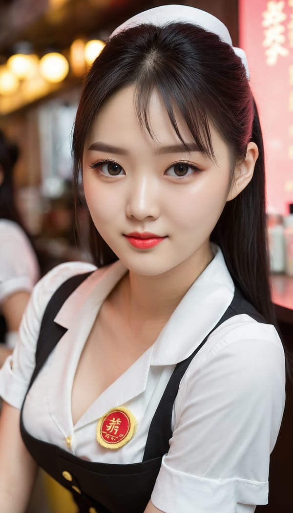 Tags: 21872187, SDXL
{"3": {"inputs": {"seed": 654097350441278, "steps": 32, "cfg": 6.1, "sampler_name": "dpmpp_2m", "scheduler": "karras", "denoise": 1.0, "model": ["27", 0], "positive": ["6", 0], "negative": ["7", 0], "latent_image": ["5", 0]}, "class_type": "KSampler"}, "4": {"inputs": {"ckpt_name": "juggernautXL_v8Rundiffusion.safetensors"}, "class_type": "CheckpointLoaderSimple"}, "5": {"inputs": {"width": 768, "height": 1344, "batch_size": 1}, "class_type": "EmptyLatentImage"}, "6": {"inputs": {"text": "23 year old girl, (chinese:1.05), (korean:0.98), (detailed face:1.02), (beautiful eyes:1.04), (double eyelids:1.05), (eyelashes:1.01), (cute:1.00), (blush:0.98), (idol:0.98), (seductive facial expression:1.10), (sexy lips:1.09), (temptress:1.00), (pale skin:0.95), (seductive pose:1.04), (perky ass:1.04), (exposed ass:1.13), (looking back:1.03), (sexy ass:1.06), (thigh gap:1.08), (a waitress in uniform:1.11) working at a restaurant, (detailed skin:1.09), (soft lighting:1.02), (film:1.05), (candid cinema:1.05), (natural looking skin:1.01), (skin fuzz:1.07), (portra:1.05), (RAW:1.09), (textured skin:1.07)", "clip": ["27", 1]}, "class_type": "CLIPTextEncode"}, "7": {"inputs": {"text": "(distorted:1.12), (open mouth:1.11), (bad hands:1.12), (watermark:1.14), (worst quality:1.13), (low resolution:1.06), (twisted:1.05)", "clip": ["27", 1]}, "class_type": "CLIPTextEncode"}, "8": {"inputs": {"samples": ["3", 0], "vae": ["4", 2]}, "class_type": "VAEDecode"}, "25": {"inputs": {"lora_name": "nudify_xl.safetensors", "strength_model": 0.2, "strength_clip": 0.09, "model": ["4", 0], "clip": ["4", 1]}, "class_type": "LoraLoader"}, "26": {"inputs": {"lora_name": "shirtlift_SDXL_v2.safetensors", "strength_model": 0.12, "strength_clip": 0.15, "model": ["25", 0], "clip": ["25", 1]}, "class_type": "LoraLoader"}, "27": {"inputs": {"lora_name": "PerfectEyesXL.safetensors", "strength_model": 0.16, "strength_clip": 0.0, "model": ["26", 0], "clip": ["26", 1]}, "class_type": "LoraLoader"}, "30": {"inputs": {"model_name": "4x_NMKD-Superscale-SP_178000_G.pth"}, "class_type": "UpscaleModelLoader"}, "31": {"inputs": {"upscale_model": ["30", 0], "image": ["8", 0]}, "class_type": "ImageUpscaleWithModel"}, "32": {"inputs": {"upscale_method": "lanczos", "scale_by": 0.5, "image": ["31", 0]}, "class_type": "ImageScaleBy"}, "33": {"inputs": {"pixels": ["32", 0], "vae": ["4", 2]}, "class_type": "VAEEncode"}, "34": {"inputs": {"seed": 654097350441278, "steps": 32, "cfg": 6.1, "sampler_name": "dpmpp_2m", "scheduler": "karras", "denoise": 0.3, "model": ["27", 0], "positive": ["6", 0], "negative": ["7", 0], "latent_image": ["33", 0]}, "class_type": "KSampler"}, "36": {"inputs": {"samples": ["34", 0], "vae": ["4", 2]}, "class_type": "VAEDecode"}, "39": {"inputs": {"filename_prefix": "comfyapi-1707553664752", "images": ["36", 0]}, "class_type": "SaveImage"}}