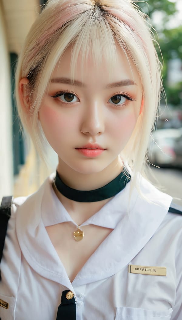 Tags: 21872187, SDXL
{"3": {"inputs": {"seed": 968142909572226, "steps": 64, "cfg": 7.7, "sampler_name": "dpmpp_2m", "scheduler": "karras", "denoise": 1.0, "model": ["27", 0], "positive": ["6", 0], "negative": ["7", 0], "latent_image": ["5", 0]}, "class_type": "KSampler"}, "4": {"inputs": {"ckpt_name": "juggernautxl.safetensors"}, "class_type": "CheckpointLoaderSimple"}, "5": {"inputs": {"width": 768, "height": 1344, "batch_size": 1}, "class_type": "EmptyLatentImage"}, "6": {"inputs": {"text": "19 year old girl, (detailed face:1.01), (cute:1.14), (double eyelids:1.10), (pale skin:1.07), (eyelashes:1.06), (blush:1.00), (temptress:0.95), (seductive pose:1.08), (sexy lips:1.07), (slim:1.03), (beautiful eyes:1.03), (idol:1.10), (in a seductive pose:1.04), (large perky breasts:1.11), (cleavage:1.00), (thigh gap:1.07), (school uniform:1.12), choker, busy street, (candid cinema:1.03), (portra:1.01), (natural looking skin:1.05), (textured skin:1.01), (skin fuzz:1.05), (detailed skin:1.06), (film:1.00), (soft lighting:1.05), (RAW:1.08)", "clip": ["27", 1]}, "class_type": "CLIPTextEncode"}, "7": {"inputs": {"text": "(twisted:1.05), (watermark:1.06), (worst quality:1.08), (open mouth:1.10), (distorted:1.08), (low resolution:1.10), (bad hands:1.12)", "clip": ["27", 1]}, "class_type": "CLIPTextEncode"}, "8": {"inputs": {"samples": ["3", 0], "vae": ["4", 2]}, "class_type": "VAEDecode"}, "25": {"inputs": {"lora_name": "nudify_xl.safetensors", "strength_model": 0.17, "strength_clip": 0.06, "model": ["4", 0], "clip": ["4", 1]}, "class_type": "LoraLoader"}, "26": {"inputs": {"lora_name": "shirtlift_SDXL_v2.safetensors", "strength_model": 0.16, "strength_clip": 0.19, "model": ["25", 0], "clip": ["25", 1]}, "class_type": "LoraLoader"}, "27": {"inputs": {"lora_name": "PerfectEyesXL.safetensors", "strength_model": 0.11, "strength_clip": 0.17, "model": ["26", 0], "clip": ["26", 1]}, "class_type": "LoraLoader"}, "30": {"inputs": {"model_name": "4x_NMKD-Superscale-SP_178000_G.pth"}, "class_type": "UpscaleModelLoader"}, "31": {"inputs": {"upscale_model": ["30", 0], "image": ["8", 0]}, "class_type": "ImageUpscaleWithModel"}, "32": {"inputs": {"upscale_method": "lanczos", "scale_by": 0.5, "image": ["31", 0]}, "class_type": "ImageScaleBy"}, "33": {"inputs": {"pixels": ["32", 0], "vae": ["4", 2]}, "class_type": "VAEEncode"}, "34": {"inputs": {"seed": 968142909572226, "steps": 64, "cfg": 7.7, "sampler_name": "dpmpp_2m", "scheduler": "karras", "denoise": 0.3, "model": ["27", 0], "positive": ["6", 0], "negative": ["7", 0], "latent_image": ["33", 0]}, "class_type": "KSampler"}, "36": {"inputs": {"samples": ["34", 0], "vae": ["4", 2]}, "class_type": "VAEDecode"}, "39": {"inputs": {"filename_prefix": "comfyapi-1717517726503", "images": ["36", 0]}, "class_type": "SaveImage"}}