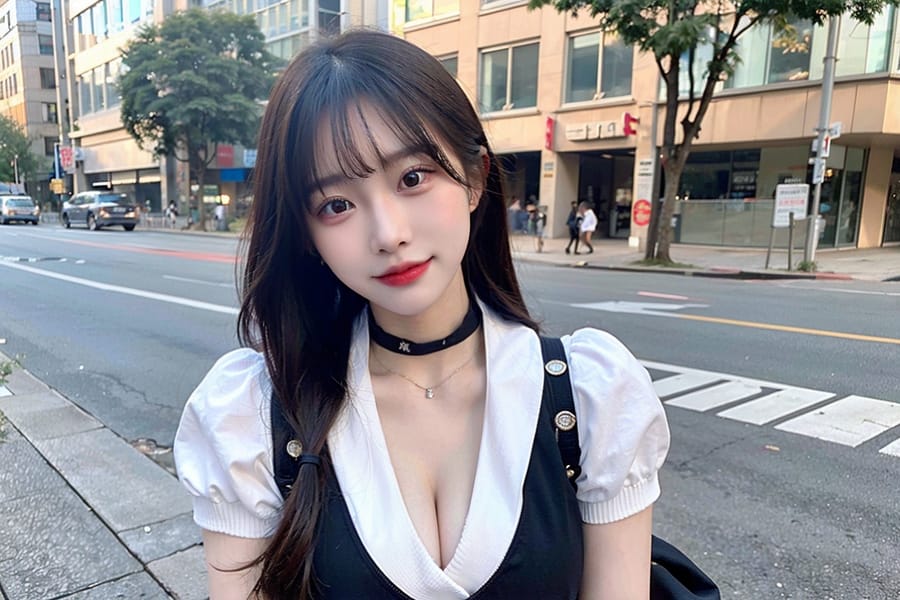 Tags: 21872187
asian, (school uniform:0.95), (large breasts:1.14), choker, busy street in urban city, <lora:skirtlift-v4:0.83 <lora:Addams:0.26>, extremely detailed eyes, cute, (photorealistic:1.03), sexy lips, seductive smile, eyelashes, pale skin, perky breasts, RAW, best quality, (long slim legs:0.98), solo, (stunningly attractive:1.01)
Negative prompt: sketches, anime, fat, disfigured, (normal quality:2.16), (worst quality:2.24)
Steps: 32, Sampler: DPM++ 2M Karras, CFG scale: 7.46, Seed: 2746564036, Size: 768x512, Model hash: fc2511737a, Model: chilloutmix_NiPrunedFp32Fix, Seed resize from: -1x-1, Denoising strength: 0.3, Version: v1.2.1, Hires upscale: 2.0, Hires steps: 16, Hires upscaler: ESRGAN_4x