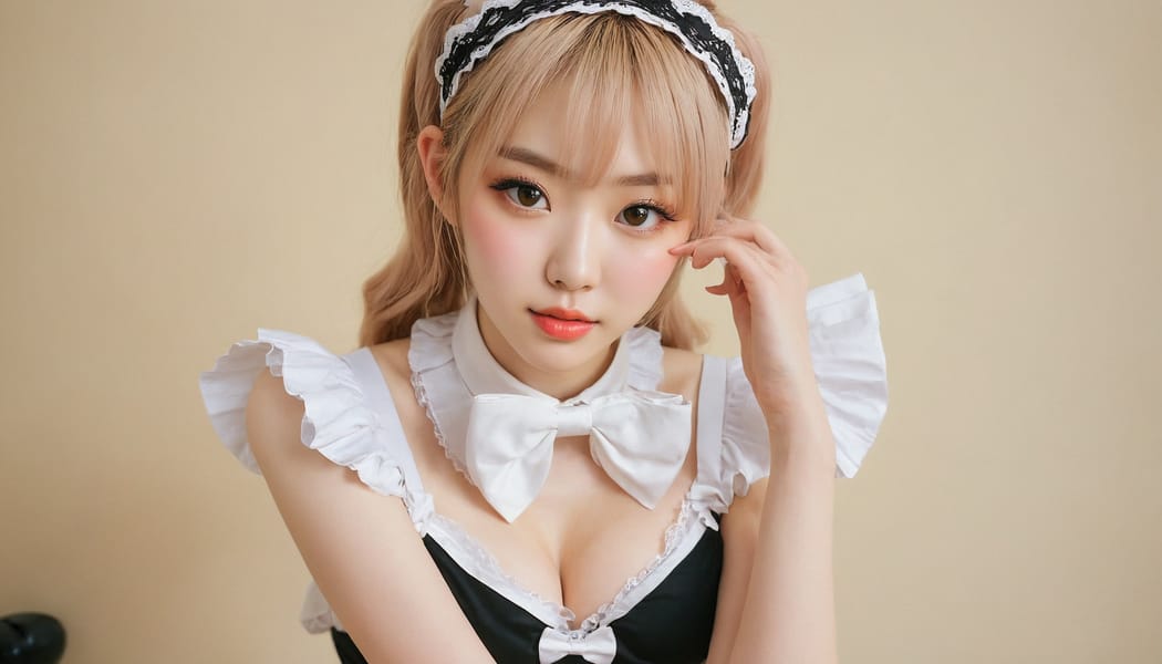 Tags: 21872187, SDXL
{"3": {"inputs": {"seed": 695098037754514, "steps": 32, "cfg": 5.03, "sampler_name": "dpmpp_2m", "scheduler": "karras", "denoise": 1.0, "model": ["27", 0], "positive": ["6", 0], "negative": ["7", 0], "latent_image": ["5", 0]}, "class_type": "KSampler"}, "4": {"inputs": {"ckpt_name": "juggernautxl.safetensors"}, "class_type": "CheckpointLoaderSimple"}, "5": {"inputs": {"width": 1344, "height": 768, "batch_size": 1}, "class_type": "EmptyLatentImage"}, "6": {"inputs": {"text": "21 year old girl, (irish:0.99), (korean:0.95), (cute:1.12), (seductive facial expression:1.06), (detailed face:1.14), (blush:1.03), (seductive pose:1.07), (eyelashes:0.96), (beautiful eyes:1.07), (sexy lips:1.13), (slim:1.09), (idol:0.97), (temptress:1.05), (double eyelids:1.00), (pale skin:1.07), (on all fours:1.10), (spreading ass cheeks:1.10), (from behind:1.11), (backboob:1.02), in a (skimpy maid costume:1.02) working at a maid cafe, choker, bowtie, headband, pleated skirt, (portra:1.03), (soft lighting:1.02), (film:1.05), (candid cinema:1.04), (detailed skin:1.00), (natural looking skin:1.05), (RAW:1.06), (skin fuzz:1.05), (textured skin:1.00)", "clip": ["27", 1]}, "class_type": "CLIPTextEncode"}, "7": {"inputs": {"text": "(twisted:1.07), (watermark:1.11), (bad hands:1.13), (worst quality:1.09), (low resolution:1.05), (distorted:1.08), (open mouth:1.13)", "clip": ["27", 1]}, "class_type": "CLIPTextEncode"}, "8": {"inputs": {"samples": ["3", 0], "vae": ["4", 2]}, "class_type": "VAEDecode"}, "25": {"inputs": {"lora_name": "nudify_xl.safetensors", "strength_model": 0.02, "strength_clip": 0.26, "model": ["4", 0], "clip": ["4", 1]}, "class_type": "LoraLoader"}, "26": {"inputs": {"lora_name": "shirtlift_SDXL_v2.safetensors", "strength_model": 0.06, "strength_clip": 0.13, "model": ["25", 0], "clip": ["25", 1]}, "class_type": "LoraLoader"}, "27": {"inputs": {"lora_name": "PerfectEyesXL.safetensors", "strength_model": 0.17, "strength_clip": 0.19, "model": ["26", 0], "clip": ["26", 1]}, "class_type": "LoraLoader"}, "30": {"inputs": {"model_name": "4x_NMKD-Superscale-SP_178000_G.pth"}, "class_type": "UpscaleModelLoader"}, "31": {"inputs": {"upscale_model": ["30", 0], "image": ["8", 0]}, "class_type": "ImageUpscaleWithModel"}, "32": {"inputs": {"upscale_method": "lanczos", "scale_by": 0.5, "image": ["31", 0]}, "class_type": "ImageScaleBy"}, "33": {"inputs": {"pixels": ["32", 0], "vae": ["4", 2]}, "class_type": "VAEEncode"}, "34": {"inputs": {"seed": 695098037754514, "steps": 32, "cfg": 5.03, "sampler_name": "dpmpp_2m", "scheduler": "karras", "denoise": 0.3, "model": ["27", 0], "positive": ["6", 0], "negative": ["7", 0], "latent_image": ["33", 0]}, "class_type": "KSampler"}, "36": {"inputs": {"samples": ["34", 0], "vae": ["4", 2]}, "class_type": "VAEDecode"}, "39": {"inputs": {"filename_prefix": "comfyapi-1713733844442", "images": ["36", 0]}, "class_type": "SaveImage"}}