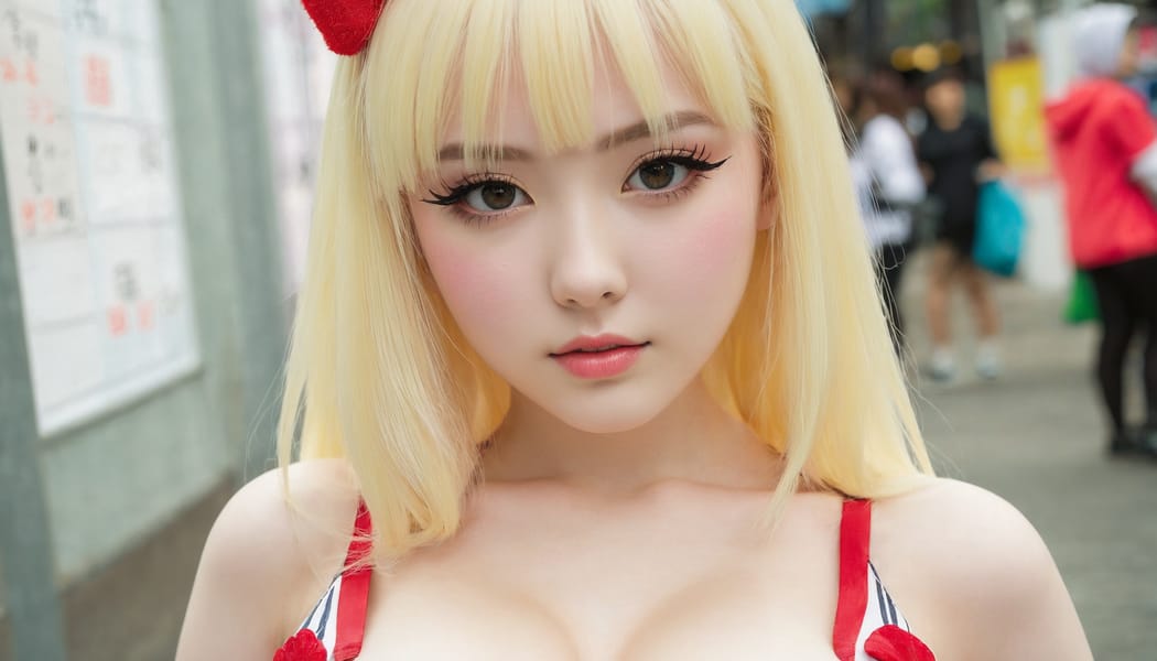 Tags: 21872187, SDXL
{"3": {"inputs": {"seed": 832629604205900, "steps": 64, "cfg": 5.51, "sampler_name": "dpmpp_2m", "scheduler": "karras", "denoise": 1.0, "model": ["27", 0], "positive": ["6", 0], "negative": ["7", 0], "latent_image": ["5", 0]}, "class_type": "KSampler"}, "4": {"inputs": {"ckpt_name": "juggernautxl.safetensors"}, "class_type": "CheckpointLoaderSimple"}, "5": {"inputs": {"width": 1344, "height": 768, "batch_size": 1}, "class_type": "EmptyLatentImage"}, "6": {"inputs": {"text": "18 year old girl, (temptress:1.11), (slim:0.98), (pale skin:0.98), (seductive facial expression:1.03), (blush:0.96), (beautiful eyes:0.99), (detailed face:1.01), (double eyelids:1.01), (sexy lips:1.14), (eyelashes:0.99), (cute:1.03), (idol:0.96), (seductive pose:1.03), (in a seductive pose:1.10), (large perky breasts:1.02), (cleavage:1.11), (thigh gap:1.01), (in a cosplay:0.96) at comiket posing for camera, (detailed skin:1.05), (natural looking skin:1.09), (textured skin:1.07), (skin fuzz:1.00), (soft lighting:1.07), (candid cinema:1.00), (film:1.07), (RAW:1.05), (portra:1.09)", "clip": ["27", 1]}, "class_type": "CLIPTextEncode"}, "7": {"inputs": {"text": "(distorted:1.05), (bad hands:1.06), (watermark:1.13), (twisted:1.08), (open mouth:1.05), (low resolution:1.12), (worst quality:1.12)", "clip": ["27", 1]}, "class_type": "CLIPTextEncode"}, "8": {"inputs": {"samples": ["3", 0], "vae": ["4", 2]}, "class_type": "VAEDecode"}, "25": {"inputs": {"lora_name": "nudify_xl.safetensors", "strength_model": 0.23, "strength_clip": 0.21, "model": ["4", 0], "clip": ["4", 1]}, "class_type": "LoraLoader"}, "26": {"inputs": {"lora_name": "shirtlift_SDXL_v2.safetensors", "strength_model": 0.1, "strength_clip": 0.11, "model": ["25", 0], "clip": ["25", 1]}, "class_type": "LoraLoader"}, "27": {"inputs": {"lora_name": "PerfectEyesXL.safetensors", "strength_model": 0.04, "strength_clip": 0.06, "model": ["26", 0], "clip": ["26", 1]}, "class_type": "LoraLoader"}, "30": {"inputs": {"model_name": "4x_NMKD-Superscale-SP_178000_G.pth"}, "class_type": "UpscaleModelLoader"}, "31": {"inputs": {"upscale_model": ["30", 0], "image": ["8", 0]}, "class_type": "ImageUpscaleWithModel"}, "32": {"inputs": {"upscale_method": "lanczos", "scale_by": 0.5, "image": ["31", 0]}, "class_type": "ImageScaleBy"}, "33": {"inputs": {"pixels": ["32", 0], "vae": ["4", 2]}, "class_type": "VAEEncode"}, "34": {"inputs": {"seed": 832629604205900, "steps": 64, "cfg": 5.51, "sampler_name": "dpmpp_2m", "scheduler": "karras", "denoise": 0.3, "model": ["27", 0], "positive": ["6", 0], "negative": ["7", 0], "latent_image": ["33", 0]}, "class_type": "KSampler"}, "36": {"inputs": {"samples": ["34", 0], "vae": ["4", 2]}, "class_type": "VAEDecode"}, "39": {"inputs": {"filename_prefix": "comfyapi-1713884452436", "images": ["36", 0]}, "class_type": "SaveImage"}}