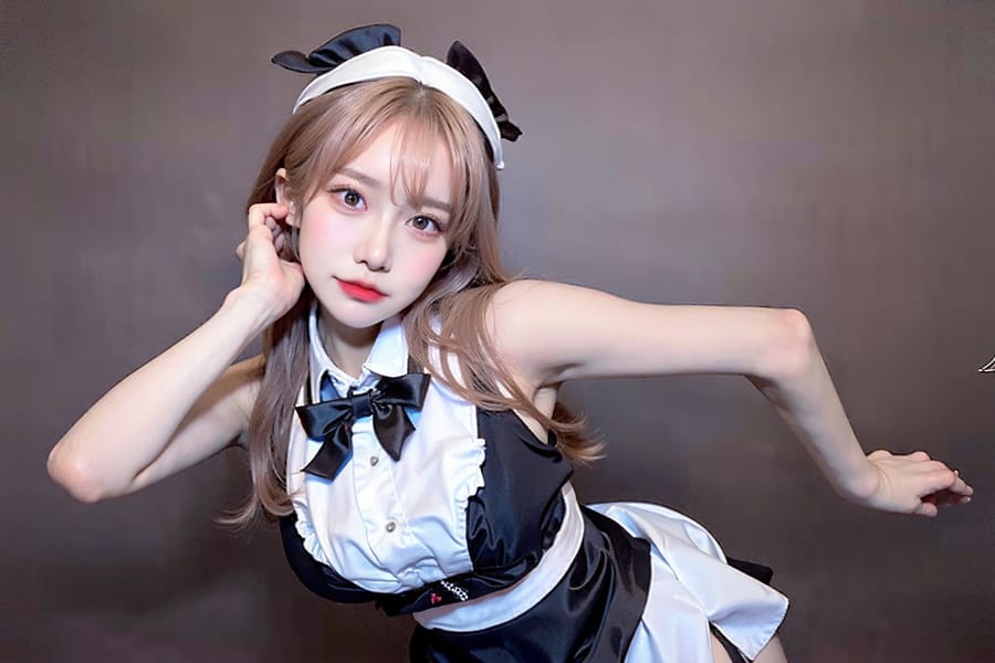 Tags: 21872187
<lora:mix4:0.45>, <lora:JapaneseDollLikeness_v15:0.41>, <lora:koreanDollLikeness:0.73>, <lora:YaeMiko_Test:0.57>, (russian:1.00), (ukrainian:1.03), maid cafe, stockings, (maid costume:0.98), choker, bowtie, headband, (pleated skirt:1.08), (perky ass:0.98), (exposed ass:0.97), (looking back:0.97), <lora:Addams:0.29>, extremely detailed eyes, extremely detailed face, cute, sexy lips, seductive smile, double eyelids, eyelashes, pale skin, perky breasts, full body portrait, textured skin, RAW, hyper realistic, tall, (long slim legs:1.09), delicate and beautiful girl, 1girl, solo, (stunningly attractive:1.03)
Negative prompt: sketches, (worst quality:2.11)
Steps: 32, Sampler: DPM++ 2M Karras, CFG scale: 6.88, Seed: 2544194064, Size: 768x512, Model hash: fc2511737a, Model: chilloutmix_NiPrunedFp32Fix, Seed resize from: -1x-1, Denoising strength: 0.3, Version: v1.2.1, Hires upscale: 3.0, Hires steps: 48, Hires upscaler: ESRGAN_4x
