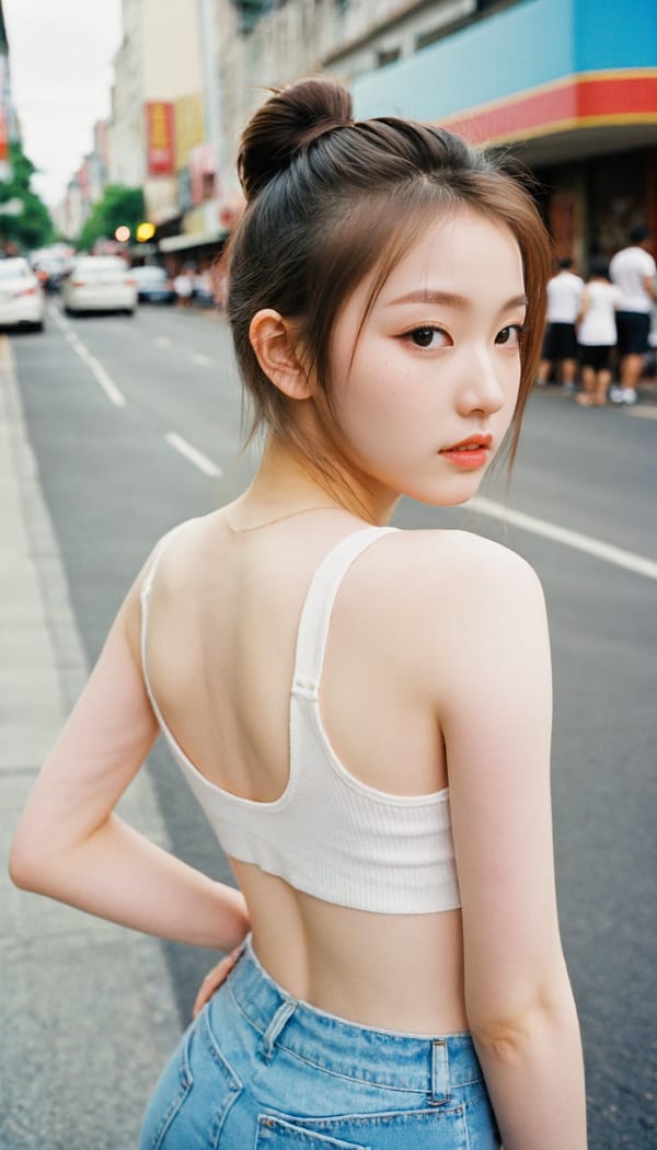 Tags: 21872187, SDXL
{"3": {"inputs": {"seed": 878805274569200, "steps": 32, "cfg": 7.84, "sampler_name": "dpmpp_2m", "scheduler": "karras", "denoise": 1.0, "model": ["27", 0], "positive": ["6", 0], "negative": ["7", 0], "latent_image": ["5", 0]}, "class_type": "KSampler"}, "4": {"inputs": {"ckpt_name": "leosamsHelloworldSDXL_helloworldSDXL32DPO.safetensors"}, "class_type": "CheckpointLoaderSimple"}, "5": {"inputs": {"width": 768, "height": 1344, "batch_size": 1}, "class_type": "EmptyLatentImage"}, "6": {"inputs": {"text": "18 year old girl, (seductive facial expression:0.97), (sexy lips:1.05), (temptress:0.95), (pale skin:0.96), (idol:1.04), (eyelashes:1.05), (beautiful eyes:1.13), (detailed face:1.13), (blush:1.05), (seductive pose:0.97), (cute:1.12), (double eyelids:0.97), (slim:1.01), (on all fours:1.11), (spreading ass cheeks:1.01), (from behind:1.04), (backboob:1.11), (white tanktop:1.09), busy street, (portra:1.03), (film:1.01), (textured skin:1.07), (candid cinema:1.01), (soft lighting:1.09), (skin fuzz:1.03), (detailed skin:1.09), (natural looking skin:1.06)", "clip": ["27", 1]}, "class_type": "CLIPTextEncode"}, "7": {"inputs": {"text": "(open mouth:1.11), (watermark:1.14), (twisted:1.12), (distorted:1.14), (worst quality:1.05), (bad hands:1.05), (low resolution:1.07)", "clip": ["27", 1]}, "class_type": "CLIPTextEncode"}, "8": {"inputs": {"samples": ["3", 0], "vae": ["4", 2]}, "class_type": "VAEDecode"}, "25": {"inputs": {"lora_name": "nudify_xl.safetensors", "strength_model": 0.21, "strength_clip": 0.31, "model": ["4", 0], "clip": ["4", 1]}, "class_type": "LoraLoader"}, "26": {"inputs": {"lora_name": "shirtlift_SDXL_v2.safetensors", "strength_model": 0.05, "strength_clip": 0.0, "model": ["25", 0], "clip": ["25", 1]}, "class_type": "LoraLoader"}, "27": {"inputs": {"lora_name": "PerfectEyesXL.safetensors", "strength_model": 0.02, "strength_clip": 0.14, "model": ["26", 0], "clip": ["26", 1]}, "class_type": "LoraLoader"}, "30": {"inputs": {"model_name": "4x_NMKD-Superscale-SP_178000_G.pth"}, "class_type": "UpscaleModelLoader"}, "31": {"inputs": {"upscale_model": ["30", 0], "image": ["8", 0]}, "class_type": "ImageUpscaleWithModel"}, "32": {"inputs": {"upscale_method": "lanczos", "scale_by": 0.5, "image": ["31", 0]}, "class_type": "ImageScaleBy"}, "33": {"inputs": {"pixels": ["32", 0], "vae": ["4", 2]}, "class_type": "VAEEncode"}, "34": {"inputs": {"seed": 878805274569200, "steps": 32, "cfg": 7.84, "sampler_name": "dpmpp_2m", "scheduler": "karras", "denoise": 0.3, "model": ["27", 0], "positive": ["6", 0], "negative": ["7", 0], "latent_image": ["33", 0]}, "class_type": "KSampler"}, "36": {"inputs": {"samples": ["34", 0], "vae": ["4", 2]}, "class_type": "VAEDecode"}, "39": {"inputs": {"filename_prefix": "comfyapi-1707784581015", "images": ["36", 0]}, "class_type": "SaveImage"}}