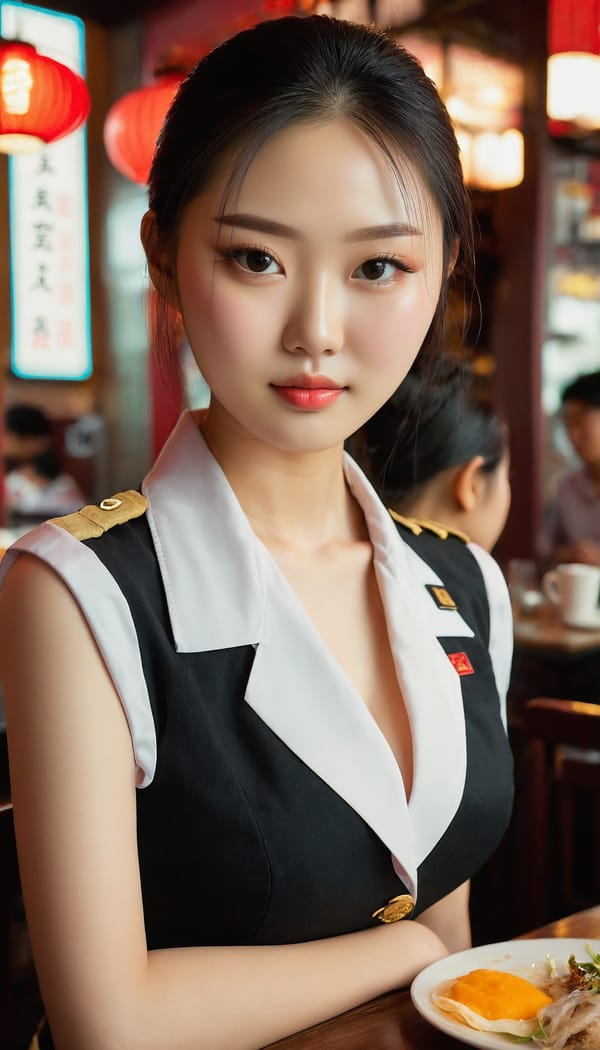 Tags: 21872187, SDXL
{"3": {"inputs": {"seed": 987091057365048, "steps": 64, "cfg": 7.09, "sampler_name": "dpmpp_2m", "scheduler": "karras", "denoise": 1.0, "model": ["27", 0], "positive": ["6", 0], "negative": ["7", 0], "latent_image": ["5", 0]}, "class_type": "KSampler"}, "4": {"inputs": {"ckpt_name": "juggernautxl.safetensors"}, "class_type": "CheckpointLoaderSimple"}, "5": {"inputs": {"width": 768, "height": 1344, "batch_size": 1}, "class_type": "EmptyLatentImage"}, "6": {"inputs": {"text": "20 year old girl, (chinese:1.14), (detailed face:1.12), (double eyelids:0.99), (slim:1.13), (temptress:0.99), (blush:1.05), (sexy lips:1.09), (pale skin:0.96), (eyelashes:1.06), (seductive facial expression:0.97), (in a seductive pose:1.09), (large perky breasts:1.03), (cleavage:0.97), (thigh gap:1.02), (a waitress in uniform:1.06) working at a restaurant, (RAW:1.03), (film:1.03), (soft lighting:1.07), (textured skin:1.06), (candid cinema:1.09), (portra:1.05), (skin fuzz:1.06), (detailed skin:1.02)", "clip": ["27", 1]}, "class_type": "CLIPTextEncode"}, "7": {"inputs": {"text": "(distorted:1.10), (bad hands:1.10), (twisted:1.12), (watermark:1.11), (open mouth:1.08), (low resolution:1.14), (worst quality:1.12)", "clip": ["27", 1]}, "class_type": "CLIPTextEncode"}, "8": {"inputs": {"samples": ["3", 0], "vae": ["4", 2]}, "class_type": "VAEDecode"}, "25": {"inputs": {"lora_name": "nudify_xl.safetensors", "strength_model": 0.28, "strength_clip": 0.04, "model": ["4", 0], "clip": ["4", 1]}, "class_type": "LoraLoader"}, "26": {"inputs": {"lora_name": "shirtlift_SDXL_v2.safetensors", "strength_model": 0.11, "strength_clip": 0.05, "model": ["25", 0], "clip": ["25", 1]}, "class_type": "LoraLoader"}, "27": {"inputs": {"lora_name": "PerfectEyesXL.safetensors", "strength_model": 0.19, "strength_clip": 0.16, "model": ["26", 0], "clip": ["26", 1]}, "class_type": "LoraLoader"}, "30": {"inputs": {"model_name": "4x_NMKD-Superscale-SP_178000_G.pth"}, "class_type": "UpscaleModelLoader"}, "31": {"inputs": {"upscale_model": ["30", 0], "image": ["8", 0]}, "class_type": "ImageUpscaleWithModel"}, "32": {"inputs": {"upscale_method": "lanczos", "scale_by": 0.5, "image": ["31", 0]}, "class_type": "ImageScaleBy"}, "33": {"inputs": {"pixels": ["32", 0], "vae": ["4", 2]}, "class_type": "VAEEncode"}, "34": {"inputs": {"seed": 987091057365048, "steps": 64, "cfg": 7.09, "sampler_name": "dpmpp_2m", "scheduler": "karras", "denoise": 0.3, "model": ["27", 0], "positive": ["6", 0], "negative": ["7", 0], "latent_image": ["33", 0]}, "class_type": "KSampler"}, "36": {"inputs": {"samples": ["34", 0], "vae": ["4", 2]}, "class_type": "VAEDecode"}, "39": {"inputs": {"filename_prefix": "comfyapi-1734681742062", "images": ["36", 0]}, "class_type": "SaveImage"}}