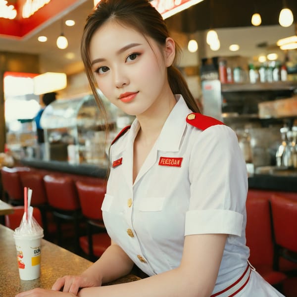 Tags: 21872187, SDXL
{"3": {"inputs": {"seed": 450026654968802, "steps": 64, "cfg": 5.32, "sampler_name": "dpmpp_2m", "scheduler": "karras", "denoise": 1.0, "model": ["27", 0], "positive": ["6", 0], "negative": ["7", 0], "latent_image": ["5", 0]}, "class_type": "KSampler"}, "4": {"inputs": {"ckpt_name": "juggernautxl.safetensors"}, "class_type": "CheckpointLoaderSimple"}, "5": {"inputs": {"width": 1024, "height": 1024, "batch_size": 1}, "class_type": "EmptyLatentImage"}, "6": {"inputs": {"text": "20 year old girl, (double eyelids:1.03), (beautiful eyes:1.08), (sexy lips:1.10), (slim:0.96), (eyelashes:0.95), (blush:1.06), (seductive pose:1.14), (seductive facial expression:0.95), (temptress:0.96), (cute:0.96), (pale skin:0.97), (on all fours:1.09), (spreading ass cheeks:1.01), (from behind:1.01), (backboob:1.11), (a waitress in uniform:1.02) working at a restaurant, (skin fuzz:1.08), (candid cinema:1.00), (textured skin:1.07), (natural looking skin:1.07), (soft lighting:1.03), (portra:1.00), (RAW:1.07), (detailed skin:1.04), (film:1.04)", "clip": ["27", 1]}, "class_type": "CLIPTextEncode"}, "7": {"inputs": {"text": "(distorted:1.09), (open mouth:1.11), (twisted:1.12), (worst quality:1.07), (low resolution:1.13), (watermark:1.13), (bad hands:1.11)", "clip": ["27", 1]}, "class_type": "CLIPTextEncode"}, "8": {"inputs": {"samples": ["3", 0], "vae": ["4", 2]}, "class_type": "VAEDecode"}, "25": {"inputs": {"lora_name": "nudify_xl.safetensors", "strength_model": 0.35, "strength_clip": 0.33, "model": ["4", 0], "clip": ["4", 1]}, "class_type": "LoraLoader"}, "26": {"inputs": {"lora_name": "shirtlift_SDXL_v2.safetensors", "strength_model": 0.08, "strength_clip": 0.18, "model": ["25", 0], "clip": ["25", 1]}, "class_type": "LoraLoader"}, "27": {"inputs": {"lora_name": "PerfectEyesXL.safetensors", "strength_model": 0.17, "strength_clip": 0.04, "model": ["26", 0], "clip": ["26", 1]}, "class_type": "LoraLoader"}, "30": {"inputs": {"model_name": "4x_NMKD-Superscale-SP_178000_G.pth"}, "class_type": "UpscaleModelLoader"}, "31": {"inputs": {"upscale_model": ["30", 0], "image": ["8", 0]}, "class_type": "ImageUpscaleWithModel"}, "32": {"inputs": {"upscale_method": "lanczos", "scale_by": 0.5, "image": ["31", 0]}, "class_type": "ImageScaleBy"}, "33": {"inputs": {"pixels": ["32", 0], "vae": ["4", 2]}, "class_type": "VAEEncode"}, "34": {"inputs": {"seed": 450026654968802, "steps": 64, "cfg": 5.32, "sampler_name": "dpmpp_2m", "scheduler": "karras", "denoise": 0.3, "model": ["27", 0], "positive": ["6", 0], "negative": ["7", 0], "latent_image": ["33", 0]}, "class_type": "KSampler"}, "36": {"inputs": {"samples": ["34", 0], "vae": ["4", 2]}, "class_type": "VAEDecode"}, "39": {"inputs": {"filename_prefix": "comfyapi-1712617480347", "images": ["36", 0]}, "class_type": "SaveImage"}}