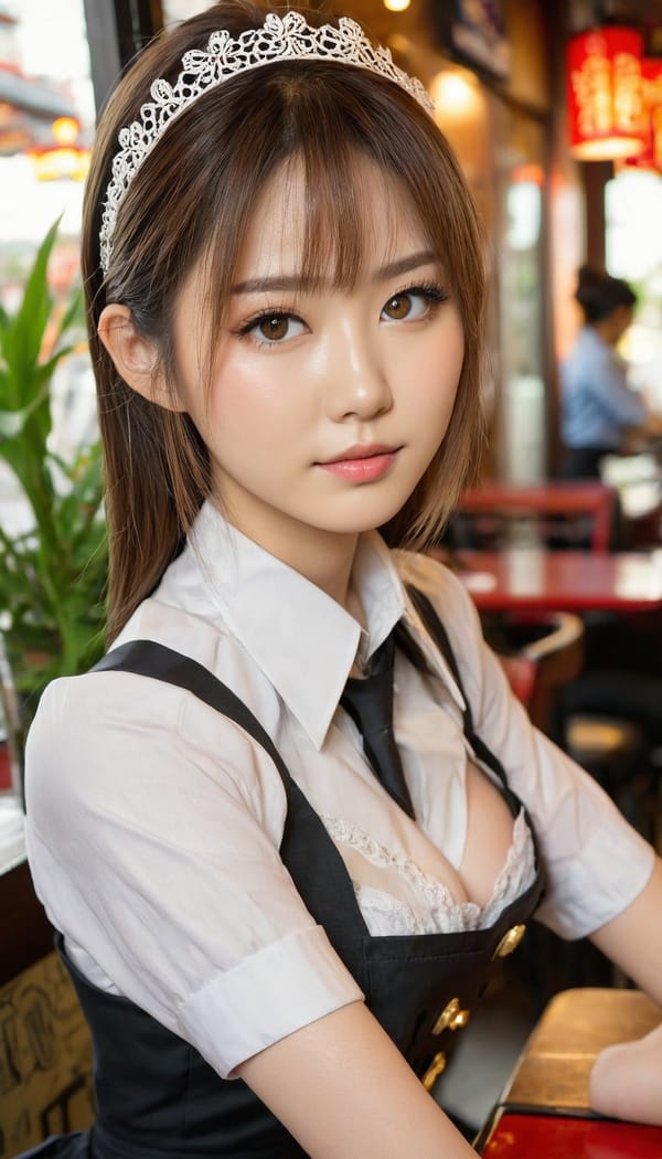 Tags: 21872187, SDXL
{"3": {"inputs": {"seed": 171480843937122, "steps": 32, "cfg": 6.32, "sampler_name": "dpmpp_2m", "scheduler": "karras", "denoise": 1.0, "model": ["27", 0], "positive": ["6", 0], "negative": ["7", 0], "latent_image": ["5", 0]}, "class_type": "KSampler"}, "4": {"inputs": {"ckpt_name": "juggernautxl.safetensors"}, "class_type": "CheckpointLoaderSimple"}, "5": {"inputs": {"width": 768, "height": 1344, "batch_size": 1}, "class_type": "EmptyLatentImage"}, "6": {"inputs": {"text": "21 year old girl, (japanese:0.97), (irish:1.09), (blush:1.00), (beautiful eyes:1.07), (slim:1.00), (double eyelids:1.09), (eyelashes:1.06), (cute:1.14), (seductive facial expression:1.13), (detailed face:1.14), (temptress:1.10), (pale skin:1.05), (idol:1.05), (sexy lips:0.95), (seductive pose:1.09), (in a seductive pose:1.07), (large perky breasts:1.00), (cleavage:0.95), (thigh gap:1.04), (a waitress in uniform:1.12) working at a restaurant, (film:1.00), (skin fuzz:1.07), (textured skin:1.00), (portra:1.06), (soft lighting:1.04), (candid cinema:1.00), (detailed skin:1.01), (natural looking skin:1.09), (RAW:1.00)", "clip": ["27", 1]}, "class_type": "CLIPTextEncode"}, "7": {"inputs": {"text": "(twisted:1.07), (low resolution:1.06), (distorted:1.10), (worst quality:1.12), (open mouth:1.14), (bad hands:1.13), (watermark:1.05)", "clip": ["27", 1]}, "class_type": "CLIPTextEncode"}, "8": {"inputs": {"samples": ["3", 0], "vae": ["4", 2]}, "class_type": "VAEDecode"}, "25": {"inputs": {"lora_name": "nudify_xl.safetensors", "strength_model": 0.07, "strength_clip": 0.17, "model": ["4", 0], "clip": ["4", 1]}, "class_type": "LoraLoader"}, "26": {"inputs": {"lora_name": "shirtlift_SDXL_v2.safetensors", "strength_model": 0.12, "strength_clip": 0.03, "model": ["25", 0], "clip": ["25", 1]}, "class_type": "LoraLoader"}, "27": {"inputs": {"lora_name": "PerfectEyesXL.safetensors", "strength_model": 0.14, "strength_clip": 0.11, "model": ["26", 0], "clip": ["26", 1]}, "class_type": "LoraLoader"}, "30": {"inputs": {"model_name": "4x_NMKD-Superscale-SP_178000_G.pth"}, "class_type": "UpscaleModelLoader"}, "31": {"inputs": {"upscale_model": ["30", 0], "image": ["8", 0]}, "class_type": "ImageUpscaleWithModel"}, "32": {"inputs": {"upscale_method": "lanczos", "scale_by": 0.5, "image": ["31", 0]}, "class_type": "ImageScaleBy"}, "33": {"inputs": {"pixels": ["32", 0], "vae": ["4", 2]}, "class_type": "VAEEncode"}, "34": {"inputs": {"seed": 171480843937122, "steps": 32, "cfg": 6.32, "sampler_name": "dpmpp_2m", "scheduler": "karras", "denoise": 0.3, "model": ["27", 0], "positive": ["6", 0], "negative": ["7", 0], "latent_image": ["33", 0]}, "class_type": "KSampler"}, "36": {"inputs": {"samples": ["34", 0], "vae": ["4", 2]}, "class_type": "VAEDecode"}, "39": {"inputs": {"filename_prefix": "comfyapi-1717366155174", "images": ["36", 0]}, "class_type": "SaveImage"}}