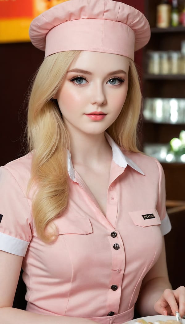 Tags: 21872187, SDXL
{"3": {"inputs": {"seed": 555159210908581, "steps": 32, "cfg": 5.65, "sampler_name": "dpmpp_2m", "scheduler": "karras", "denoise": 1.0, "model": ["27", 0], "positive": ["6", 0], "negative": ["7", 0], "latent_image": ["5", 0]}, "class_type": "KSampler"}, "4": {"inputs": {"ckpt_name": "juggernautXL_v8Rundiffusion.safetensors"}, "class_type": "CheckpointLoaderSimple"}, "5": {"inputs": {"width": 768, "height": 1344, "batch_size": 1}, "class_type": "EmptyLatentImage"}, "6": {"inputs": {"text": "22 year old girl, (pale skin:1.02), (beautiful eyes:1.06), (temptress:1.13), (sexy lips:1.12), (seductive pose:1.01), (blush:1.12), (cute:0.97), (detailed face:1.14), (double eyelids:1.09), (eyelashes:1.11), (slim:0.95), (idol:1.05), (seductive facial expression:0.98), (in a seductive pose:0.96), (large perky breasts:0.98), (cleavage:1.07), (thigh gap:1.04), (a waitress in uniform:1.13) working at a restaurant, (RAW:1.09), (soft lighting:1.06), (candid cinema:1.01), (natural looking skin:1.08), (film:1.00), (detailed skin:1.01), (skin fuzz:1.07), (portra:1.02), (textured skin:1.07)", "clip": ["27", 1]}, "class_type": "CLIPTextEncode"}, "7": {"inputs": {"text": "(worst quality:1.14), (twisted:1.05), (open mouth:1.05), (low resolution:1.09), (distorted:1.06), (bad hands:1.14), (watermark:1.10)", "clip": ["27", 1]}, "class_type": "CLIPTextEncode"}, "8": {"inputs": {"samples": ["3", 0], "vae": ["4", 2]}, "class_type": "VAEDecode"}, "25": {"inputs": {"lora_name": "nudify_xl.safetensors", "strength_model": 0.39, "strength_clip": 0.17, "model": ["4", 0], "clip": ["4", 1]}, "class_type": "LoraLoader"}, "26": {"inputs": {"lora_name": "shirtlift_SDXL_v2.safetensors", "strength_model": 0.08, "strength_clip": 0.05, "model": ["25", 0], "clip": ["25", 1]}, "class_type": "LoraLoader"}, "27": {"inputs": {"lora_name": "PerfectEyesXL.safetensors", "strength_model": 0.02, "strength_clip": 0.09, "model": ["26", 0], "clip": ["26", 1]}, "class_type": "LoraLoader"}, "30": {"inputs": {"model_name": "4x_NMKD-Superscale-SP_178000_G.pth"}, "class_type": "UpscaleModelLoader"}, "31": {"inputs": {"upscale_model": ["30", 0], "image": ["8", 0]}, "class_type": "ImageUpscaleWithModel"}, "32": {"inputs": {"upscale_method": "lanczos", "scale_by": 0.5, "image": ["31", 0]}, "class_type": "ImageScaleBy"}, "33": {"inputs": {"pixels": ["32", 0], "vae": ["4", 2]}, "class_type": "VAEEncode"}, "34": {"inputs": {"seed": 555159210908581, "steps": 32, "cfg": 5.65, "sampler_name": "dpmpp_2m", "scheduler": "karras", "denoise": 0.3, "model": ["27", 0], "positive": ["6", 0], "negative": ["7", 0], "latent_image": ["33", 0]}, "class_type": "KSampler"}, "36": {"inputs": {"samples": ["34", 0], "vae": ["4", 2]}, "class_type": "VAEDecode"}, "39": {"inputs": {"filename_prefix": "comfyapi-1707300608318", "images": ["36", 0]}, "class_type": "SaveImage"}}