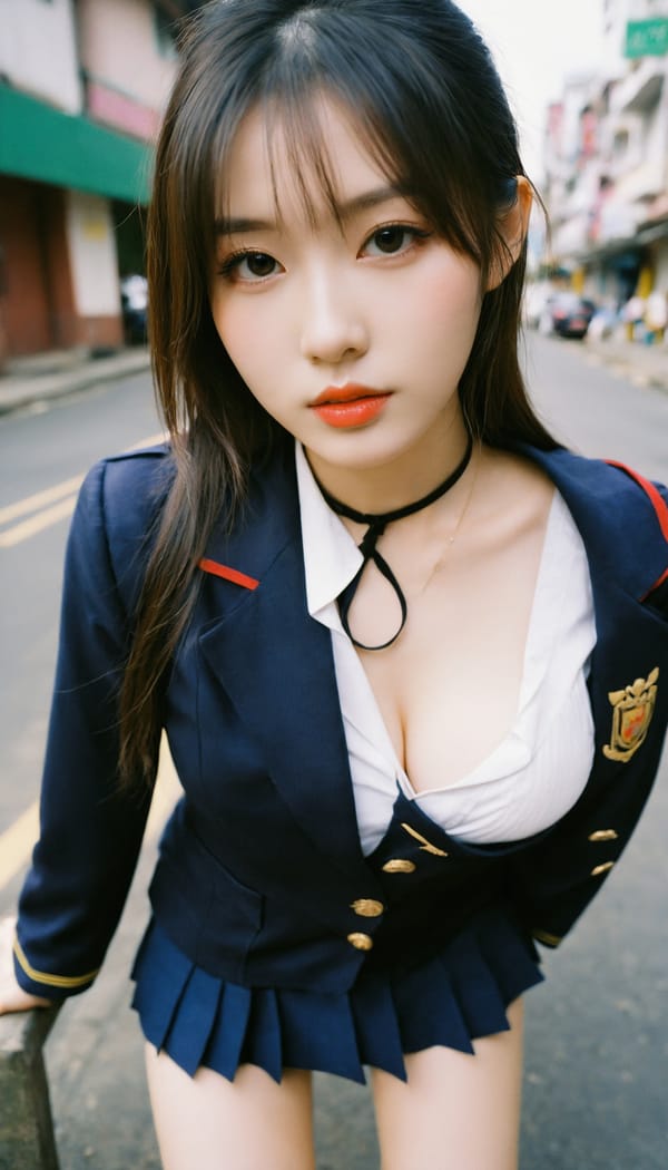 Tags: 21872187, SDXL
{"3": {"inputs": {"seed": 527715348355521, "steps": 32, "cfg": 7.6, "sampler_name": "dpmpp_2m", "scheduler": "karras", "denoise": 1.0, "model": ["27", 0], "positive": ["6", 0], "negative": ["7", 0], "latent_image": ["5", 0]}, "class_type": "KSampler"}, "4": {"inputs": {"ckpt_name": "helloworldxl.safetensors"}, "class_type": "CheckpointLoaderSimple"}, "5": {"inputs": {"width": 768, "height": 1344, "batch_size": 1}, "class_type": "EmptyLatentImage"}, "6": {"inputs": {"text": "25 year old girl, (chinese:0.96), (idol:0.97), (seductive pose:1.03), (eyelashes:1.14), (sexy lips:1.07), (cute:1.14), (blush:1.01), (slim:0.97), (double eyelids:1.07), (temptress:1.02), (seductive facial expression:0.99), (detailed face:0.97), (pale skin:1.04), (in a seductive pose:1.12), (large perky breasts:0.97), (cleavage:0.95), (thigh gap:1.11), (school uniform:1.02), choker, busy street, (film:1.05), (soft lighting:1.05), (RAW:1.04), (skin fuzz:1.02), (natural looking skin:1.07), (detailed skin:1.07), (textured skin:1.01), (candid cinema:1.08), (portra:1.02)", "clip": ["27", 1]}, "class_type": "CLIPTextEncode"}, "7": {"inputs": {"text": "(open mouth:1.06), (twisted:1.09), (distorted:1.08), (low resolution:1.13), (worst quality:1.08), (bad hands:1.06), (watermark:1.08)", "clip": ["27", 1]}, "class_type": "CLIPTextEncode"}, "8": {"inputs": {"samples": ["3", 0], "vae": ["4", 2]}, "class_type": "VAEDecode"}, "25": {"inputs": {"lora_name": "nudify_xl.safetensors", "strength_model": 0.11, "strength_clip": 0.31, "model": ["4", 0], "clip": ["4", 1]}, "class_type": "LoraLoader"}, "26": {"inputs": {"lora_name": "shirtlift_SDXL_v2.safetensors", "strength_model": 0.06, "strength_clip": 0.03, "model": ["25", 0], "clip": ["25", 1]}, "class_type": "LoraLoader"}, "27": {"inputs": {"lora_name": "PerfectEyesXL.safetensors", "strength_model": 0.03, "strength_clip": 0.05, "model": ["26", 0], "clip": ["26", 1]}, "class_type": "LoraLoader"}, "30": {"inputs": {"model_name": "4x_NMKD-Superscale-SP_178000_G.pth"}, "class_type": "UpscaleModelLoader"}, "31": {"inputs": {"upscale_model": ["30", 0], "image": ["8", 0]}, "class_type": "ImageUpscaleWithModel"}, "32": {"inputs": {"upscale_method": "lanczos", "scale_by": 0.5, "image": ["31", 0]}, "class_type": "ImageScaleBy"}, "33": {"inputs": {"pixels": ["32", 0], "vae": ["4", 2]}, "class_type": "VAEEncode"}, "34": {"inputs": {"seed": 527715348355521, "steps": 32, "cfg": 7.6, "sampler_name": "dpmpp_2m", "scheduler": "karras", "denoise": 0.3, "model": ["27", 0], "positive": ["6", 0], "negative": ["7", 0], "latent_image": ["33", 0]}, "class_type": "KSampler"}, "36": {"inputs": {"samples": ["34", 0], "vae": ["4", 2]}, "class_type": "VAEDecode"}, "39": {"inputs": {"filename_prefix": "comfyapi-1717435996423", "images": ["36", 0]}, "class_type": "SaveImage"}}