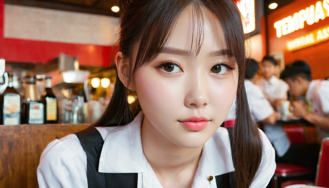 Tags: 21872187, SDXL
{"3": {"inputs": {"seed": 308213868290546, "steps": 64, "cfg": 6.7, "sampler_name": "dpmpp_2m", "scheduler": "karras", "denoise": 1.0, "model": ["27", 0], "positive": ["6", 0], "negative": ["7", 0], "latent_image": ["5", 0]}, "class_type": "KSampler"}, "4": {"inputs": {"ckpt_name": "juggernautxl.safetensors"}, "class_type": "CheckpointLoaderSimple"}, "5": {"inputs": {"width": 1344, "height": 768, "batch_size": 1}, "class_type": "EmptyLatentImage"}, "6": {"inputs": {"text": "19 year old girl, (double eyelids:1.09), (sexy lips:1.09), (detailed face:1.08), (cute:1.13), (beautiful eyes:1.01), (slim:1.10), (blush:1.02), (seductive facial expression:1.14), (pale skin:1.04), (temptress:1.11), (idol:1.00), (eyelashes:1.07), (seductive pose:1.05), (perky ass:1.09), (exposed ass:0.98), (looking back:1.08), (sexy ass:1.13), (thigh gap:0.95), (a waitress in uniform:1.03) working at a restaurant, (RAW:1.05), (skin fuzz:1.01), (detailed skin:1.01), (textured skin:1.09), (natural looking skin:1.01), (portra:1.01), (soft lighting:1.00), (candid cinema:1.09), (film:1.07)", "clip": ["27", 1]}, "class_type": "CLIPTextEncode"}, "7": {"inputs": {"text": "(distorted:1.07), (low resolution:1.13), (twisted:1.05), (bad hands:1.11), (watermark:1.14), (worst quality:1.07), (open mouth:1.08)", "clip": ["27", 1]}, "class_type": "CLIPTextEncode"}, "8": {"inputs": {"samples": ["3", 0], "vae": ["4", 2]}, "class_type": "VAEDecode"}, "25": {"inputs": {"lora_name": "nudify_xl.safetensors", "strength_model": 0.04, "strength_clip": 0.24, "model": ["4", 0], "clip": ["4", 1]}, "class_type": "LoraLoader"}, "26": {"inputs": {"lora_name": "shirtlift_SDXL_v2.safetensors", "strength_model": 0.17, "strength_clip": 0.13, "model": ["25", 0], "clip": ["25", 1]}, "class_type": "LoraLoader"}, "27": {"inputs": {"lora_name": "PerfectEyesXL.safetensors", "strength_model": 0.14, "strength_clip": 0.04, "model": ["26", 0], "clip": ["26", 1]}, "class_type": "LoraLoader"}, "30": {"inputs": {"model_name": "4x_NMKD-Superscale-SP_178000_G.pth"}, "class_type": "UpscaleModelLoader"}, "31": {"inputs": {"upscale_model": ["30", 0], "image": ["8", 0]}, "class_type": "ImageUpscaleWithModel"}, "32": {"inputs": {"upscale_method": "lanczos", "scale_by": 0.5, "image": ["31", 0]}, "class_type": "ImageScaleBy"}, "33": {"inputs": {"pixels": ["32", 0], "vae": ["4", 2]}, "class_type": "VAEEncode"}, "34": {"inputs": {"seed": 308213868290546, "steps": 64, "cfg": 6.7, "sampler_name": "dpmpp_2m", "scheduler": "karras", "denoise": 0.3, "model": ["27", 0], "positive": ["6", 0], "negative": ["7", 0], "latent_image": ["33", 0]}, "class_type": "KSampler"}, "36": {"inputs": {"samples": ["34", 0], "vae": ["4", 2]}, "class_type": "VAEDecode"}, "39": {"inputs": {"filename_prefix": "comfyapi-1716735922243", "images": ["36", 0]}, "class_type": "SaveImage"}}