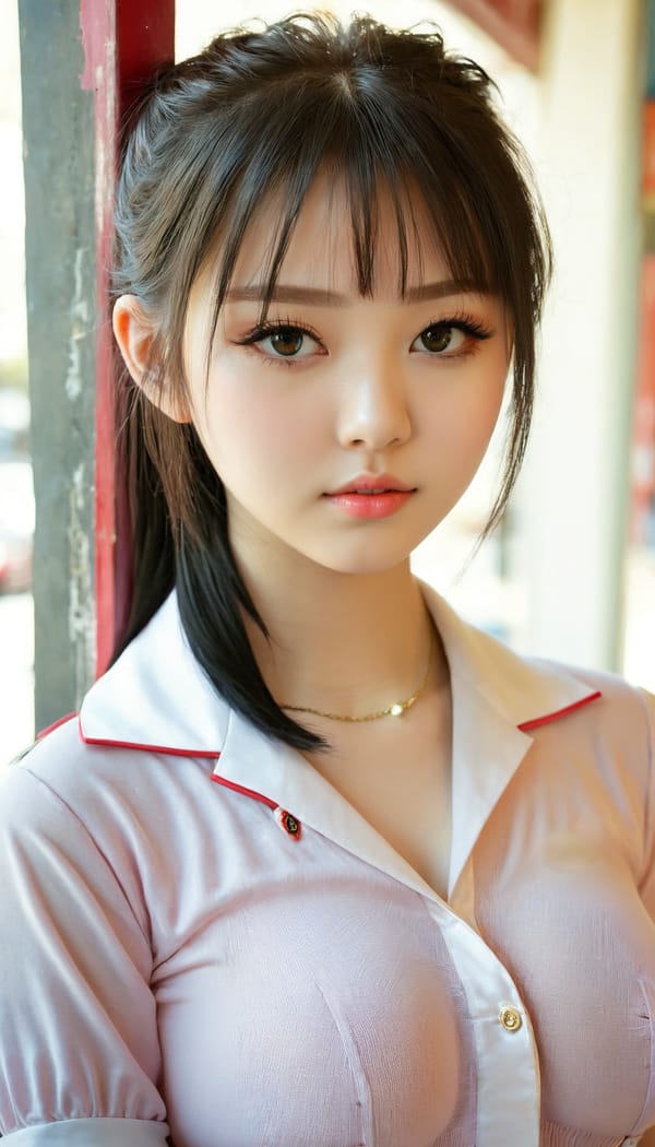 Tags: 21872187, SDXL
{"3": {"inputs": {"seed": 817319116770459, "steps": 32, "cfg": 7.64, "sampler_name": "dpmpp_2m", "scheduler": "karras", "denoise": 1.0, "model": ["27", 0], "positive": ["6", 0], "negative": ["7", 0], "latent_image": ["5", 0]}, "class_type": "KSampler"}, "4": {"inputs": {"ckpt_name": "juggernautxl.safetensors"}, "class_type": "CheckpointLoaderSimple"}, "5": {"inputs": {"width": 768, "height": 1344, "batch_size": 1}, "class_type": "EmptyLatentImage"}, "6": {"inputs": {"text": "18 year old girl, (blush:1.08), (slim:1.13), (cute:1.07), (sexy lips:0.99), (beautiful eyes:1.04), (double eyelids:1.08), (pale skin:0.95), (idol:1.12), (temptress:0.97), (detailed face:0.97), (seductive facial expression:1.07), (seductive pose:0.95), (eyelashes:1.08), (in a seductive pose:1.13), (large perky breasts:1.06), (cleavage:0.99), (thigh gap:1.04), (school uniform:0.98), choker, busy street, (skin fuzz:1.05), (portra:1.02), (soft lighting:1.05), (candid cinema:1.05), (detailed skin:1.09), (film:1.06), (textured skin:1.06), (natural looking skin:1.02), (RAW:1.04)", "clip": ["27", 1]}, "class_type": "CLIPTextEncode"}, "7": {"inputs": {"text": "(bad hands:1.08), (low resolution:1.13), (distorted:1.05), (twisted:1.10), (watermark:1.05), (worst quality:1.07), (open mouth:1.12)", "clip": ["27", 1]}, "class_type": "CLIPTextEncode"}, "8": {"inputs": {"samples": ["3", 0], "vae": ["4", 2]}, "class_type": "VAEDecode"}, "25": {"inputs": {"lora_name": "nudify_xl.safetensors", "strength_model": 0.38, "strength_clip": 0.27, "model": ["4", 0], "clip": ["4", 1]}, "class_type": "LoraLoader"}, "26": {"inputs": {"lora_name": "shirtlift_SDXL_v2.safetensors", "strength_model": 0.06, "strength_clip": 0.11, "model": ["25", 0], "clip": ["25", 1]}, "class_type": "LoraLoader"}, "27": {"inputs": {"lora_name": "PerfectEyesXL.safetensors", "strength_model": 0.18, "strength_clip": 0.07, "model": ["26", 0], "clip": ["26", 1]}, "class_type": "LoraLoader"}, "30": {"inputs": {"model_name": "4x_NMKD-Superscale-SP_178000_G.pth"}, "class_type": "UpscaleModelLoader"}, "31": {"inputs": {"upscale_model": ["30", 0], "image": ["8", 0]}, "class_type": "ImageUpscaleWithModel"}, "32": {"inputs": {"upscale_method": "lanczos", "scale_by": 0.5, "image": ["31", 0]}, "class_type": "ImageScaleBy"}, "33": {"inputs": {"pixels": ["32", 0], "vae": ["4", 2]}, "class_type": "VAEEncode"}, "34": {"inputs": {"seed": 817319116770459, "steps": 32, "cfg": 7.64, "sampler_name": "dpmpp_2m", "scheduler": "karras", "denoise": 0.3, "model": ["27", 0], "positive": ["6", 0], "negative": ["7", 0], "latent_image": ["33", 0]}, "class_type": "KSampler"}, "36": {"inputs": {"samples": ["34", 0], "vae": ["4", 2]}, "class_type": "VAEDecode"}, "39": {"inputs": {"filename_prefix": "comfyapi-1725959703651", "images": ["36", 0]}, "class_type": "SaveImage"}}