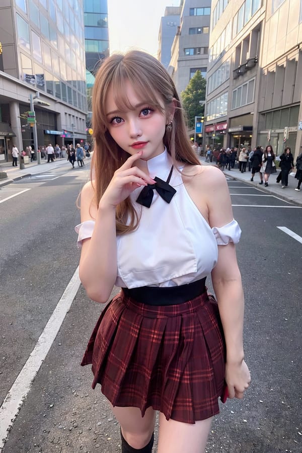 Tags: 21872187
<lora:mix4:0.44>, <lora:JapaneseDollLikeness_v15:0.61>, <lora:YaeMiko_Test:0.74>, (ukrainian:1.00), (school uniform:1.02), (large breasts:1.12), choker, busy street in urban city, <lora:skirtlift-v4:0.81 <lora:Addams:0.22>, extremely detailed face, cute, (photorealistic:1.09), sexy lips, seductive smile, double eyelids, eyelashes, perky breasts, full body portrait, 4K, sharp, tall, solo
Negative prompt: sketches, paintings, anime, ugly, disfigured, (normal quality:2.01), (worst quality:1.91)
Steps: 48, Sampler: DPM++ 2M Karras, CFG scale: 5.33, Seed: 3630086163, Size: 512x768, Model hash: fc2511737a, Model: chilloutmix_NiPrunedFp32Fix, Seed resize from: -1x-1, Denoising strength: 0.5, Version: v1.2.1, Hires upscale: 2.0, Hires steps: 16, Hires upscaler: ESRGAN_4x