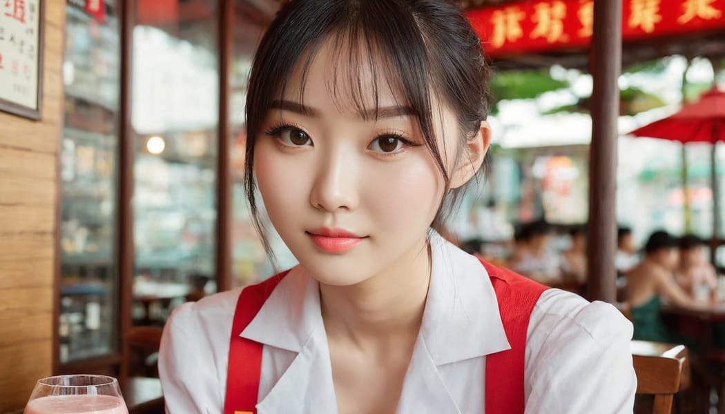 Tags: 21872187, SDXL
{"3": {"inputs": {"seed": 554715299251568, "steps": 64, "cfg": 5.64, "sampler_name": "dpmpp_2m", "scheduler": "karras", "denoise": 1.0, "model": ["27", 0], "positive": ["6", 0], "negative": ["7", 0], "latent_image": ["5", 0]}, "class_type": "KSampler"}, "4": {"inputs": {"ckpt_name": "juggernautxl.safetensors"}, "class_type": "CheckpointLoaderSimple"}, "5": {"inputs": {"width": 1344, "height": 768, "batch_size": 1}, "class_type": "EmptyLatentImage"}, "6": {"inputs": {"text": "23 year old girl, (chinese:1.03), (sexy lips:1.00), (cute:1.08), (double eyelids:1.04), (blush:1.08), (seductive facial expression:1.14), (slim:1.14), (eyelashes:1.05), (idol:0.95), (pale skin:0.99), (detailed face:1.06), (in a seductive pose:1.12), (large perky breasts:1.00), (cleavage:0.99), (thigh gap:1.05), (a waitress in uniform:0.95) working at a restaurant, (portra:1.03), (film:1.02), (detailed skin:1.04), (textured skin:1.08), (natural looking skin:1.07), (candid cinema:1.00), (skin fuzz:1.02), (soft lighting:1.01), (RAW:1.06)", "clip": ["27", 1]}, "class_type": "CLIPTextEncode"}, "7": {"inputs": {"text": "(worst quality:1.05), (twisted:1.10), (open mouth:1.10), (low resolution:1.07), (distorted:1.09), (bad hands:1.13), (watermark:1.06)", "clip": ["27", 1]}, "class_type": "CLIPTextEncode"}, "8": {"inputs": {"samples": ["3", 0], "vae": ["4", 2]}, "class_type": "VAEDecode"}, "25": {"inputs": {"lora_name": "nudify_xl.safetensors", "strength_model": 0.04, "strength_clip": 0.12, "model": ["4", 0], "clip": ["4", 1]}, "class_type": "LoraLoader"}, "26": {"inputs": {"lora_name": "shirtlift_SDXL_v2.safetensors", "strength_model": 0.09, "strength_clip": 0.05, "model": ["25", 0], "clip": ["25", 1]}, "class_type": "LoraLoader"}, "27": {"inputs": {"lora_name": "PerfectEyesXL.safetensors", "strength_model": 0.16, "strength_clip": 0.1, "model": ["26", 0], "clip": ["26", 1]}, "class_type": "LoraLoader"}, "30": {"inputs": {"model_name": "4x_NMKD-Superscale-SP_178000_G.pth"}, "class_type": "UpscaleModelLoader"}, "31": {"inputs": {"upscale_model": ["30", 0], "image": ["8", 0]}, "class_type": "ImageUpscaleWithModel"}, "32": {"inputs": {"upscale_method": "lanczos", "scale_by": 0.5, "image": ["31", 0]}, "class_type": "ImageScaleBy"}, "33": {"inputs": {"pixels": ["32", 0], "vae": ["4", 2]}, "class_type": "VAEEncode"}, "34": {"inputs": {"seed": 554715299251568, "steps": 64, "cfg": 5.64, "sampler_name": "dpmpp_2m", "scheduler": "karras", "denoise": 0.3, "model": ["27", 0], "positive": ["6", 0], "negative": ["7", 0], "latent_image": ["33", 0]}, "class_type": "KSampler"}, "36": {"inputs": {"samples": ["34", 0], "vae": ["4", 2]}, "class_type": "VAEDecode"}, "39": {"inputs": {"filename_prefix": "comfyapi-1716268886136", "images": ["36", 0]}, "class_type": "SaveImage"}}