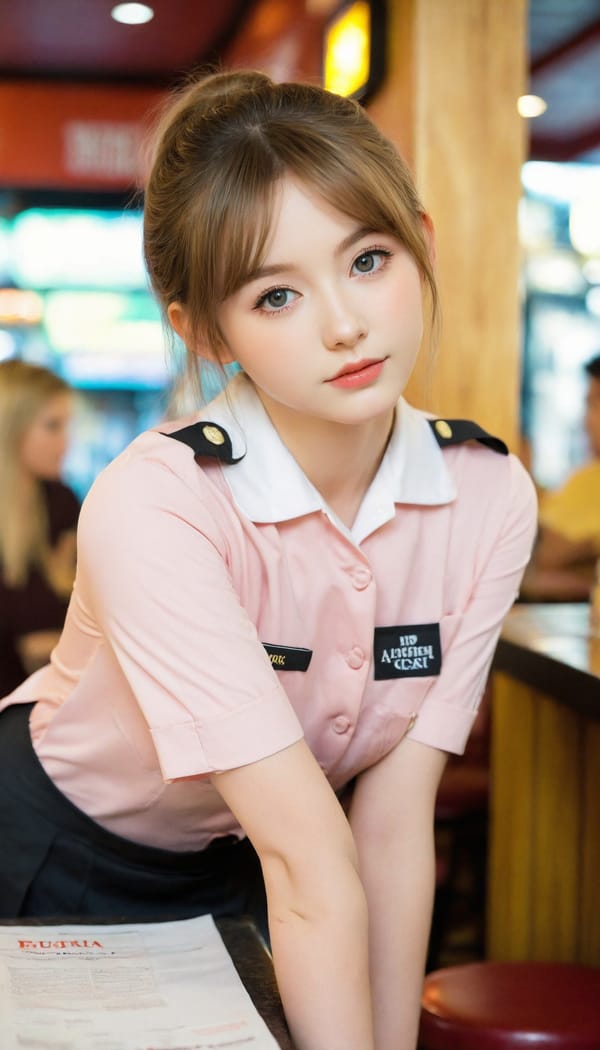 Tags: 21872187, SDXL
{"3": {"inputs": {"seed": 848058656037809, "steps": 64, "cfg": 5.65, "sampler_name": "dpmpp_2m", "scheduler": "karras", "denoise": 1.0, "model": ["27", 0], "positive": ["6", 0], "negative": ["7", 0], "latent_image": ["5", 0]}, "class_type": "KSampler"}, "4": {"inputs": {"ckpt_name": "leosamsHelloworldSDXL_helloworldSDXL32DPO.safetensors"}, "class_type": "CheckpointLoaderSimple"}, "5": {"inputs": {"width": 768, "height": 1344, "batch_size": 1}, "class_type": "EmptyLatentImage"}, "6": {"inputs": {"text": "19 year old girl, (irish:0.95), (seductive pose:0.96), (beautiful eyes:1.13), (sexy lips:0.99), (eyelashes:1.04), (seductive facial expression:0.95), (cute:1.03), (idol:0.96), (pale skin:1.12), (double eyelids:1.11), (detailed face:1.00), (temptress:0.98), (slim:1.08), (blush:1.11), (perky ass:1.10), (exposed ass:1.05), (looking back:0.97), (sexy ass:0.95), (thigh gap:0.95), (a waitress in uniform:1.13) working at a restaurant, (candid cinema:1.07), (skin fuzz:1.05), (soft lighting:1.00), (film:1.00), (textured skin:1.01), (portra:1.08), (natural looking skin:1.09), (RAW:1.03), (detailed skin:1.02)", "clip": ["27", 1]}, "class_type": "CLIPTextEncode"}, "7": {"inputs": {"text": "(distorted:1.11), (twisted:1.11), (low resolution:1.07), (worst quality:1.12), (watermark:1.14), (open mouth:1.11), (bad hands:1.06)", "clip": ["27", 1]}, "class_type": "CLIPTextEncode"}, "8": {"inputs": {"samples": ["3", 0], "vae": ["4", 2]}, "class_type": "VAEDecode"}, "25": {"inputs": {"lora_name": "nudify_xl.safetensors", "strength_model": 0.0, "strength_clip": 0.37, "model": ["4", 0], "clip": ["4", 1]}, "class_type": "LoraLoader"}, "26": {"inputs": {"lora_name": "shirtlift_SDXL_v2.safetensors", "strength_model": 0.11, "strength_clip": 0.01, "model": ["25", 0], "clip": ["25", 1]}, "class_type": "LoraLoader"}, "27": {"inputs": {"lora_name": "PerfectEyesXL.safetensors", "strength_model": 0.01, "strength_clip": 0.14, "model": ["26", 0], "clip": ["26", 1]}, "class_type": "LoraLoader"}, "30": {"inputs": {"model_name": "4x_NMKD-Superscale-SP_178000_G.pth"}, "class_type": "UpscaleModelLoader"}, "31": {"inputs": {"upscale_model": ["30", 0], "image": ["8", 0]}, "class_type": "ImageUpscaleWithModel"}, "32": {"inputs": {"upscale_method": "lanczos", "scale_by": 0.5, "image": ["31", 0]}, "class_type": "ImageScaleBy"}, "33": {"inputs": {"pixels": ["32", 0], "vae": ["4", 2]}, "class_type": "VAEEncode"}, "34": {"inputs": {"seed": 848058656037809, "steps": 64, "cfg": 5.65, "sampler_name": "dpmpp_2m", "scheduler": "karras", "denoise": 0.3, "model": ["27", 0], "positive": ["6", 0], "negative": ["7", 0], "latent_image": ["33", 0]}, "class_type": "KSampler"}, "36": {"inputs": {"samples": ["34", 0], "vae": ["4", 2]}, "class_type": "VAEDecode"}, "39": {"inputs": {"filename_prefix": "comfyapi-1707622926969", "images": ["36", 0]}, "class_type": "SaveImage"}}