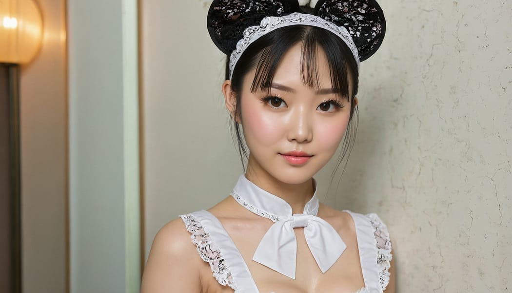 Tags: 21872187, SDXL
{"3": {"inputs": {"seed": 453734615061177, "steps": 64, "cfg": 7.33, "sampler_name": "dpmpp_2m", "scheduler": "karras", "denoise": 1.0, "model": ["27", 0], "positive": ["6", 0], "negative": ["7", 0], "latent_image": ["5", 0]}, "class_type": "KSampler"}, "4": {"inputs": {"ckpt_name": "juggernautxl.safetensors"}, "class_type": "CheckpointLoaderSimple"}, "5": {"inputs": {"width": 1344, "height": 768, "batch_size": 1}, "class_type": "EmptyLatentImage"}, "6": {"inputs": {"text": "27 year old girl, (chinese:1.08), (ukrainian:0.96), (taiwanese:1.13), (idol:0.96), (sexy lips:1.05), (beautiful eyes:0.96), (blush:1.07), (slim:0.96), (seductive facial expression:1.14), (temptress:1.02), (eyelashes:1.06), (detailed face:0.95), (seductive pose:1.09), (pale skin:1.03), (cute:0.99), (perky ass:0.95), (exposed ass:0.98), (looking back:1.13), (sexy ass:1.07), (thigh gap:1.08), in a (skimpy maid costume:1.05) working at a maid cafe, choker, bowtie, headband, pleated skirt, (candid cinema:1.03), (natural looking skin:1.00), (soft lighting:1.03), (RAW:1.05), (detailed skin:1.02), (skin fuzz:1.01), (film:1.01), (textured skin:1.09), (portra:1.08)", "clip": ["27", 1]}, "class_type": "CLIPTextEncode"}, "7": {"inputs": {"text": "(low resolution:1.11), (distorted:1.13), (watermark:1.11), (open mouth:1.08), (twisted:1.12), (bad hands:1.10), (worst quality:1.13)", "clip": ["27", 1]}, "class_type": "CLIPTextEncode"}, "8": {"inputs": {"samples": ["3", 0], "vae": ["4", 2]}, "class_type": "VAEDecode"}, "25": {"inputs": {"lora_name": "nudify_xl.safetensors", "strength_model": 0.07, "strength_clip": 0.25, "model": ["4", 0], "clip": ["4", 1]}, "class_type": "LoraLoader"}, "26": {"inputs": {"lora_name": "shirtlift_SDXL_v2.safetensors", "strength_model": 0.18, "strength_clip": 0.02, "model": ["25", 0], "clip": ["25", 1]}, "class_type": "LoraLoader"}, "27": {"inputs": {"lora_name": "PerfectEyesXL.safetensors", "strength_model": 0.05, "strength_clip": 0.14, "model": ["26", 0], "clip": ["26", 1]}, "class_type": "LoraLoader"}, "30": {"inputs": {"model_name": "4x_NMKD-Superscale-SP_178000_G.pth"}, "class_type": "UpscaleModelLoader"}, "31": {"inputs": {"upscale_model": ["30", 0], "image": ["8", 0]}, "class_type": "ImageUpscaleWithModel"}, "32": {"inputs": {"upscale_method": "lanczos", "scale_by": 0.5, "image": ["31", 0]}, "class_type": "ImageScaleBy"}, "33": {"inputs": {"pixels": ["32", 0], "vae": ["4", 2]}, "class_type": "VAEEncode"}, "34": {"inputs": {"seed": 453734615061177, "steps": 64, "cfg": 7.33, "sampler_name": "dpmpp_2m", "scheduler": "karras", "denoise": 0.3, "model": ["27", 0], "positive": ["6", 0], "negative": ["7", 0], "latent_image": ["33", 0]}, "class_type": "KSampler"}, "36": {"inputs": {"samples": ["34", 0], "vae": ["4", 2]}, "class_type": "VAEDecode"}, "39": {"inputs": {"filename_prefix": "comfyapi-1724563428126", "images": ["36", 0]}, "class_type": "SaveImage"}}