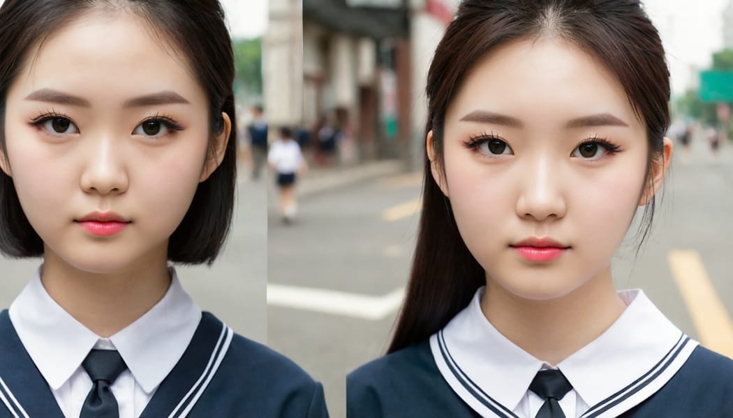 Tags: 21872187, SDXL
{"3": {"inputs": {"seed": 509312223137991, "steps": 64, "cfg": 6.63, "sampler_name": "dpmpp_2m", "scheduler": "karras", "denoise": 1.0, "model": ["27", 0], "positive": ["6", 0], "negative": ["7", 0], "latent_image": ["5", 0]}, "class_type": "KSampler"}, "4": {"inputs": {"ckpt_name": "juggernautXL_v8Rundiffusion.safetensors"}, "class_type": "CheckpointLoaderSimple"}, "5": {"inputs": {"width": 1344, "height": 768, "batch_size": 1}, "class_type": "EmptyLatentImage"}, "6": {"inputs": {"text": "22 year old girl, (korean:1.05), (beautiful eyes:1.01), (temptress:0.96), (idol:0.95), (detailed face:1.12), (cute:1.01), (pale skin:1.02), (slim:1.06), (eyelashes:1.04), (blush:1.05), (sexy lips:1.05), (seductive pose:0.99), (double eyelids:1.05), (seductive facial expression:1.11), (perky ass:1.04), (exposed ass:0.99), (looking back:0.98), (sexy ass:1.06), (thigh gap:1.09), (school uniform:1.09), choker, busy street, (portra:1.00), (detailed skin:1.02), (natural looking skin:1.00), (soft lighting:1.08), (textured skin:1.04), (RAW:1.01), (film:1.01), (candid cinema:1.08)", "clip": ["27", 1]}, "class_type": "CLIPTextEncode"}, "7": {"inputs": {"text": "(bad hands:1.05), (twisted:1.05), (low resolution:1.05), (watermark:1.05), (open mouth:1.09), (distorted:1.05), (worst quality:1.08)", "clip": ["27", 1]}, "class_type": "CLIPTextEncode"}, "8": {"inputs": {"samples": ["3", 0], "vae": ["4", 2]}, "class_type": "VAEDecode"}, "25": {"inputs": {"lora_name": "nudify_xl.safetensors", "strength_model": 0.38, "strength_clip": 0.13, "model": ["4", 0], "clip": ["4", 1]}, "class_type": "LoraLoader"}, "26": {"inputs": {"lora_name": "shirtlift_SDXL_v2.safetensors", "strength_model": 0.01, "strength_clip": 0.07, "model": ["25", 0], "clip": ["25", 1]}, "class_type": "LoraLoader"}, "27": {"inputs": {"lora_name": "PerfectEyesXL.safetensors", "strength_model": 0.17, "strength_clip": 0.13, "model": ["26", 0], "clip": ["26", 1]}, "class_type": "LoraLoader"}, "30": {"inputs": {"model_name": "4x_NMKD-Superscale-SP_178000_G.pth"}, "class_type": "UpscaleModelLoader"}, "31": {"inputs": {"upscale_model": ["30", 0], "image": ["8", 0]}, "class_type": "ImageUpscaleWithModel"}, "32": {"inputs": {"upscale_method": "lanczos", "scale_by": 0.5, "image": ["31", 0]}, "class_type": "ImageScaleBy"}, "33": {"inputs": {"pixels": ["32", 0], "vae": ["4", 2]}, "class_type": "VAEEncode"}, "34": {"inputs": {"seed": 509312223137991, "steps": 64, "cfg": 6.63, "sampler_name": "dpmpp_2m", "scheduler": "karras", "denoise": 0.3, "model": ["27", 0], "positive": ["6", 0], "negative": ["7", 0], "latent_image": ["33", 0]}, "class_type": "KSampler"}, "36": {"inputs": {"samples": ["34", 0], "vae": ["4", 2]}, "class_type": "VAEDecode"}, "39": {"inputs": {"filename_prefix": "comfyapi-1707246798904", "images": ["36", 0]}, "class_type": "SaveImage"}}