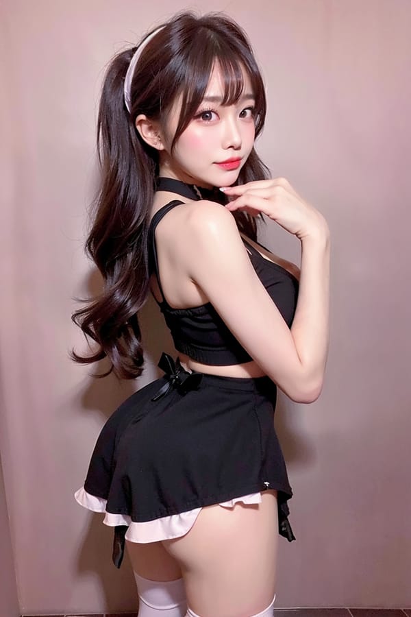 Tags: 21872187
<lora:koreanDollLikeness:0.51>, <lora:taiwanDollLikeness_v20:0.50>, <lora:YaeMiko_Test:0.42>, maid cafe, stockings, (maid costume:1.07), choker, bowtie, headband, (pleated skirt:0.94), (perky ass:1.16), (exposed ass:0.97), (looking back:0.94), <lora:Addams:0.31>, cute, (photorealistic:0.97), sexy lips, seductive smile, double eyelids, eyelashes, perky breasts, full body portrait, textured skin, RAW, best quality, hyper realistic, blush, delicate and beautiful girl, 1girl, (dramatic:1.15)
Negative prompt: drawings, sketches, (worst quality:2.02)
Steps: 32, Sampler: DPM++ 2M Karras, CFG scale: 5.78, Seed: 4043750291, Size: 512x768, Model hash: fc2511737a, Model: chilloutmix_NiPrunedFp32Fix, Seed resize from: -1x-1, Denoising strength: 0.4, Version: v1.2.1, Hires upscale: 2.0, Hires steps: 16, Hires upscaler: ESRGAN_4x