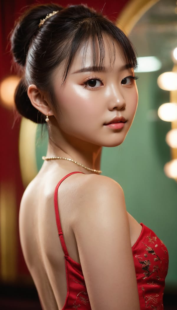 Tags: 21872187, SDXL
{"3": {"inputs": {"seed": 644226533614723, "steps": 64, "cfg": 7.96, "sampler_name": "dpmpp_2m", "scheduler": "karras", "denoise": 1.0, "model": ["27", 0], "positive": ["6", 0], "negative": ["7", 0], "latent_image": ["5", 0]}, "class_type": "KSampler"}, "4": {"inputs": {"ckpt_name": "juggernautxl.safetensors"}, "class_type": "CheckpointLoaderSimple"}, "5": {"inputs": {"width": 768, "height": 1344, "batch_size": 1}, "class_type": "EmptyLatentImage"}, "6": {"inputs": {"text": "18 year old girl, (chinese:1.13), (irish:1.06), (slim:1.10), (double eyelids:0.95), (seductive pose:0.99), (seductive facial expression:1.01), (eyelashes:1.10), (temptress:0.98), (idol:1.05), (blush:1.09), (detailed face:0.97), (beautiful eyes:1.02), (cute:0.96), (perky ass:1.12), (exposed ass:1.13), (looking back:0.96), (sexy ass:1.02), (thigh gap:0.96), (wearing a low-cut red dress:0.95) at a ballroom, (film:1.09), (textured skin:1.03), (portra:1.07), (detailed skin:1.06), (skin fuzz:1.02), (candid cinema:1.00), (soft lighting:1.01), (natural looking skin:1.08), (RAW:1.03)", "clip": ["27", 1]}, "class_type": "CLIPTextEncode"}, "7": {"inputs": {"text": "(low resolution:1.10), (open mouth:1.08), (bad hands:1.11), (watermark:1.05), (worst quality:1.08), (distorted:1.07), (twisted:1.13)", "clip": ["27", 1]}, "class_type": "CLIPTextEncode"}, "8": {"inputs": {"samples": ["3", 0], "vae": ["4", 2]}, "class_type": "VAEDecode"}, "25": {"inputs": {"lora_name": "nudify_xl.safetensors", "strength_model": 0.3, "strength_clip": 0.39, "model": ["4", 0], "clip": ["4", 1]}, "class_type": "LoraLoader"}, "26": {"inputs": {"lora_name": "shirtlift_SDXL_v2.safetensors", "strength_model": 0.02, "strength_clip": 0.0, "model": ["25", 0], "clip": ["25", 1]}, "class_type": "LoraLoader"}, "27": {"inputs": {"lora_name": "PerfectEyesXL.safetensors", "strength_model": 0.11, "strength_clip": 0.02, "model": ["26", 0], "clip": ["26", 1]}, "class_type": "LoraLoader"}, "30": {"inputs": {"model_name": "4x_NMKD-Superscale-SP_178000_G.pth"}, "class_type": "UpscaleModelLoader"}, "31": {"inputs": {"upscale_model": ["30", 0], "image": ["8", 0]}, "class_type": "ImageUpscaleWithModel"}, "32": {"inputs": {"upscale_method": "lanczos", "scale_by": 0.5, "image": ["31", 0]}, "class_type": "ImageScaleBy"}, "33": {"inputs": {"pixels": ["32", 0], "vae": ["4", 2]}, "class_type": "VAEEncode"}, "34": {"inputs": {"seed": 644226533614723, "steps": 64, "cfg": 7.96, "sampler_name": "dpmpp_2m", "scheduler": "karras", "denoise": 0.3, "model": ["27", 0], "positive": ["6", 0], "negative": ["7", 0], "latent_image": ["33", 0]}, "class_type": "KSampler"}, "36": {"inputs": {"samples": ["34", 0], "vae": ["4", 2]}, "class_type": "VAEDecode"}, "39": {"inputs": {"filename_prefix": "comfyapi-1714440043605", "images": ["36", 0]}, "class_type": "SaveImage"}}