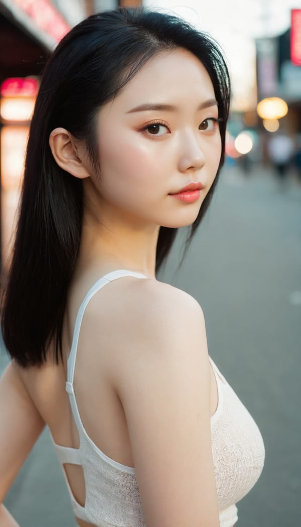 Tags: 21872187, SDXL
{"3": {"inputs": {"seed": 685552594535062, "steps": 32, "cfg": 6.31, "sampler_name": "dpmpp_2m", "scheduler": "karras", "denoise": 1.0, "model": ["27", 0], "positive": ["6", 0], "negative": ["7", 0], "latent_image": ["5", 0]}, "class_type": "KSampler"}, "4": {"inputs": {"ckpt_name": "juggernautxl.safetensors"}, "class_type": "CheckpointLoaderSimple"}, "5": {"inputs": {"width": 768, "height": 1344, "batch_size": 1}, "class_type": "EmptyLatentImage"}, "6": {"inputs": {"text": "21 year old girl, (chinese:1.00), (japanese:1.01), (ukrainian:1.11), (slim:1.04), (pale skin:1.10), (sexy lips:1.10), (double eyelids:1.12), (seductive pose:1.05), (blush:0.95), (temptress:1.09), (seductive facial expression:1.14), (beautiful eyes:1.03), (cute:1.11), (eyelashes:1.06), (idol:1.10), (detailed face:1.13), (perky ass:0.98), (exposed ass:0.99), (looking back:1.05), (sexy ass:1.02), (thigh gap:0.95), (white tanktop:0.96), busy street, (textured skin:1.07), (RAW:1.06), (candid cinema:1.09), (skin fuzz:1.04), (detailed skin:1.04), (film:1.06), (soft lighting:1.03), (portra:1.04), (natural looking skin:1.08)", "clip": ["27", 1]}, "class_type": "CLIPTextEncode"}, "7": {"inputs": {"text": "(open mouth:1.07), (low resolution:1.11), (distorted:1.09), (watermark:1.13), (bad hands:1.10), (worst quality:1.05), (twisted:1.13)", "clip": ["27", 1]}, "class_type": "CLIPTextEncode"}, "8": {"inputs": {"samples": ["3", 0], "vae": ["4", 2]}, "class_type": "VAEDecode"}, "25": {"inputs": {"lora_name": "nudify_xl.safetensors", "strength_model": 0.33, "strength_clip": 0.05, "model": ["4", 0], "clip": ["4", 1]}, "class_type": "LoraLoader"}, "26": {"inputs": {"lora_name": "shirtlift_SDXL_v2.safetensors", "strength_model": 0.1, "strength_clip": 0.02, "model": ["25", 0], "clip": ["25", 1]}, "class_type": "LoraLoader"}, "27": {"inputs": {"lora_name": "PerfectEyesXL.safetensors", "strength_model": 0.18, "strength_clip": 0.16, "model": ["26", 0], "clip": ["26", 1]}, "class_type": "LoraLoader"}, "30": {"inputs": {"model_name": "4x_NMKD-Superscale-SP_178000_G.pth"}, "class_type": "UpscaleModelLoader"}, "31": {"inputs": {"upscale_model": ["30", 0], "image": ["8", 0]}, "class_type": "ImageUpscaleWithModel"}, "32": {"inputs": {"upscale_method": "lanczos", "scale_by": 0.5, "image": ["31", 0]}, "class_type": "ImageScaleBy"}, "33": {"inputs": {"pixels": ["32", 0], "vae": ["4", 2]}, "class_type": "VAEEncode"}, "34": {"inputs": {"seed": 685552594535062, "steps": 32, "cfg": 6.31, "sampler_name": "dpmpp_2m", "scheduler": "karras", "denoise": 0.3, "model": ["27", 0], "positive": ["6", 0], "negative": ["7", 0], "latent_image": ["33", 0]}, "class_type": "KSampler"}, "36": {"inputs": {"samples": ["34", 0], "vae": ["4", 2]}, "class_type": "VAEDecode"}, "39": {"inputs": {"filename_prefix": "comfyapi-1716128719342", "images": ["36", 0]}, "class_type": "SaveImage"}}