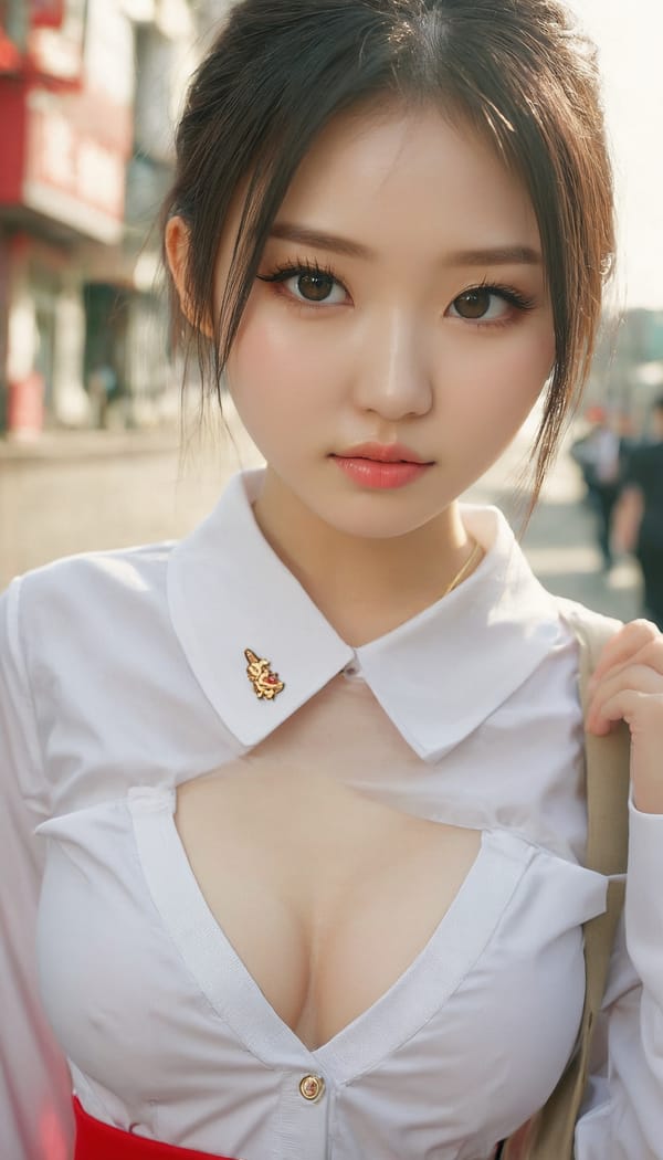 Tags: 21872187, SDXL
{"3": {"inputs": {"seed": 408058298059344, "steps": 64, "cfg": 5.08, "sampler_name": "dpmpp_2m", "scheduler": "karras", "denoise": 1.0, "model": ["27", 0], "positive": ["6", 0], "negative": ["7", 0], "latent_image": ["5", 0]}, "class_type": "KSampler"}, "4": {"inputs": {"ckpt_name": "juggernautxl.safetensors"}, "class_type": "CheckpointLoaderSimple"}, "5": {"inputs": {"width": 768, "height": 1344, "batch_size": 1}, "class_type": "EmptyLatentImage"}, "6": {"inputs": {"text": "18 year old girl, (chinese:0.95), (ukrainian:1.01), (idol:1.03), (eyelashes:1.05), (detailed face:0.96), (sexy lips:1.00), (pale skin:1.12), (blush:0.96), (temptress:1.00), (cute:1.05), (slim:1.13), (seductive pose:1.13), (double eyelids:1.14), (seductive facial expression:1.03), (beautiful eyes:0.98), (in a seductive pose:0.97), (large perky breasts:1.12), (cleavage:1.12), (thigh gap:0.95), (school uniform:0.98), choker, busy street, (textured skin:1.01), (candid cinema:1.01), (film:1.00), (RAW:1.02), (natural looking skin:1.01), (soft lighting:1.03), (skin fuzz:1.03), (detailed skin:1.05), (portra:1.07)", "clip": ["27", 1]}, "class_type": "CLIPTextEncode"}, "7": {"inputs": {"text": "(watermark:1.13), (worst quality:1.14), (bad hands:1.12), (open mouth:1.13), (twisted:1.10), (distorted:1.10)", "clip": ["27", 1]}, "class_type": "CLIPTextEncode"}, "8": {"inputs": {"samples": ["3", 0], "vae": ["4", 2]}, "class_type": "VAEDecode"}, "25": {"inputs": {"lora_name": "nudify_xl.safetensors", "strength_model": 0.19, "strength_clip": 0.03, "model": ["4", 0], "clip": ["4", 1]}, "class_type": "LoraLoader"}, "26": {"inputs": {"lora_name": "shirtlift_SDXL_v2.safetensors", "strength_model": 0.04, "strength_clip": 0.16, "model": ["25", 0], "clip": ["25", 1]}, "class_type": "LoraLoader"}, "27": {"inputs": {"lora_name": "PerfectEyesXL.safetensors", "strength_model": 0.09, "strength_clip": 0.1, "model": ["26", 0], "clip": ["26", 1]}, "class_type": "LoraLoader"}, "30": {"inputs": {"model_name": "4x_NMKD-Superscale-SP_178000_G.pth"}, "class_type": "UpscaleModelLoader"}, "31": {"inputs": {"upscale_model": ["30", 0], "image": ["8", 0]}, "class_type": "ImageUpscaleWithModel"}, "32": {"inputs": {"upscale_method": "lanczos", "scale_by": 0.5, "image": ["31", 0]}, "class_type": "ImageScaleBy"}, "33": {"inputs": {"pixels": ["32", 0], "vae": ["4", 2]}, "class_type": "VAEEncode"}, "34": {"inputs": {"seed": 408058298059344, "steps": 64, "cfg": 5.08, "sampler_name": "dpmpp_2m", "scheduler": "karras", "denoise": 0.3, "model": ["27", 0], "positive": ["6", 0], "negative": ["7", 0], "latent_image": ["33", 0]}, "class_type": "KSampler"}, "36": {"inputs": {"samples": ["34", 0], "vae": ["4", 2]}, "class_type": "VAEDecode"}, "39": {"inputs": {"filename_prefix": "comfyapi-1732115613318", "images": ["36", 0]}, "class_type": "SaveImage"}}