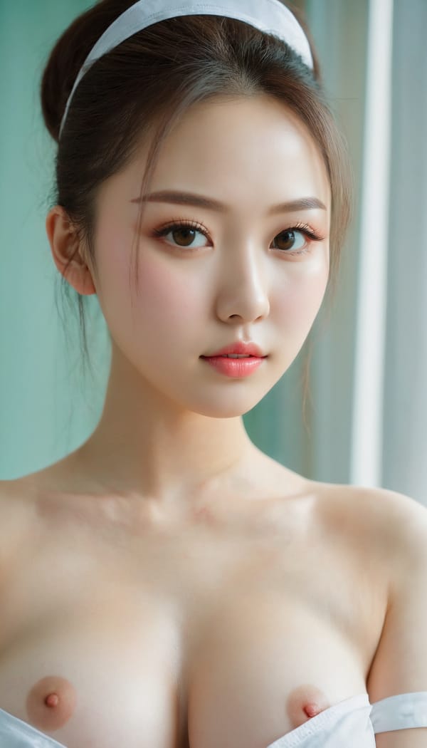 Tags: 21872187, SDXL
{"3": {"inputs": {"seed": 504638651961742, "steps": 64, "cfg": 6.74, "sampler_name": "dpmpp_2m", "scheduler": "karras", "denoise": 1.0, "model": ["27", 0], "positive": ["6", 0], "negative": ["7", 0], "latent_image": ["5", 0]}, "class_type": "KSampler"}, "4": {"inputs": {"ckpt_name": "juggernautxl.safetensors"}, "class_type": "CheckpointLoaderSimple"}, "5": {"inputs": {"width": 768, "height": 1344, "batch_size": 1}, "class_type": "EmptyLatentImage"}, "6": {"inputs": {"text": "19 year old girl, (ukrainian:1.10), (chinese:1.07), (sexy lips:1.09), (seductive facial expression:1.14), (eyelashes:0.98), (slim:1.14), (cute:1.08), (pale skin:1.00), (double eyelids:1.08), (blush:1.14), (detailed face:1.01), (beautiful eyes:1.09), (idol:1.00), (temptress:1.00), (seductive pose:1.05), (in a seductive pose:1.10), (large perky breasts:1.11), (cleavage:1.08), (thigh gap:1.07), (nurse in uniform:0.96) working in a hospital ward, (candid cinema:1.08), (RAW:1.06), (natural looking skin:1.09), (textured skin:1.02), (film:1.09), (skin fuzz:1.04), (soft lighting:1.07), (portra:1.06), (detailed skin:1.06)", "clip": ["27", 1]}, "class_type": "CLIPTextEncode"}, "7": {"inputs": {"text": "(bad hands:1.06), (distorted:1.10), (watermark:1.09), (low resolution:1.13), (open mouth:1.14), (worst quality:1.06), (twisted:1.13)", "clip": ["27", 1]}, "class_type": "CLIPTextEncode"}, "8": {"inputs": {"samples": ["3", 0], "vae": ["4", 2]}, "class_type": "VAEDecode"}, "25": {"inputs": {"lora_name": "nudify_xl.safetensors", "strength_model": 0.04, "strength_clip": 0.06, "model": ["4", 0], "clip": ["4", 1]}, "class_type": "LoraLoader"}, "26": {"inputs": {"lora_name": "shirtlift_SDXL_v2.safetensors", "strength_model": 0.16, "strength_clip": 0.04, "model": ["25", 0], "clip": ["25", 1]}, "class_type": "LoraLoader"}, "27": {"inputs": {"lora_name": "PerfectEyesXL.safetensors", "strength_model": 0.15, "strength_clip": 0.19, "model": ["26", 0], "clip": ["26", 1]}, "class_type": "LoraLoader"}, "30": {"inputs": {"model_name": "4x_NMKD-Superscale-SP_178000_G.pth"}, "class_type": "UpscaleModelLoader"}, "31": {"inputs": {"upscale_model": ["30", 0], "image": ["8", 0]}, "class_type": "ImageUpscaleWithModel"}, "32": {"inputs": {"upscale_method": "lanczos", "scale_by": 0.5, "image": ["31", 0]}, "class_type": "ImageScaleBy"}, "33": {"inputs": {"pixels": ["32", 0], "vae": ["4", 2]}, "class_type": "VAEEncode"}, "34": {"inputs": {"seed": 504638651961742, "steps": 64, "cfg": 6.74, "sampler_name": "dpmpp_2m", "scheduler": "karras", "denoise": 0.3, "model": ["27", 0], "positive": ["6", 0], "negative": ["7", 0], "latent_image": ["33", 0]}, "class_type": "KSampler"}, "36": {"inputs": {"samples": ["34", 0], "vae": ["4", 2]}, "class_type": "VAEDecode"}, "39": {"inputs": {"filename_prefix": "comfyapi-1731398787157", "images": ["36", 0]}, "class_type": "SaveImage"}}