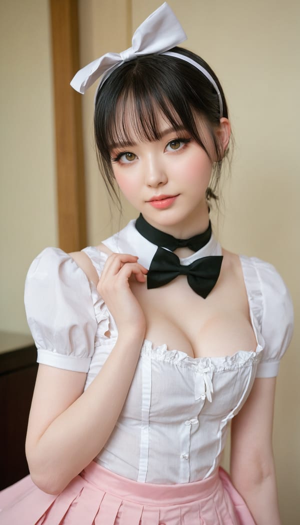 Tags: 21872187, SDXL
{"3": {"inputs": {"seed": 760731799924660, "steps": 32, "cfg": 5.81, "sampler_name": "dpmpp_2m", "scheduler": "karras", "denoise": 1.0, "model": ["27", 0], "positive": ["6", 0], "negative": ["7", 0], "latent_image": ["5", 0]}, "class_type": "KSampler"}, "4": {"inputs": {"ckpt_name": "juggernautxl.safetensors"}, "class_type": "CheckpointLoaderSimple"}, "5": {"inputs": {"width": 768, "height": 1344, "batch_size": 1}, "class_type": "EmptyLatentImage"}, "6": {"inputs": {"text": "24 year old girl, (pale skin:1.04), (detailed face:1.10), (temptress:1.04), (eyelashes:0.95), (idol:1.12), (sexy lips:0.95), (slim:1.01), (double eyelids:1.04), (beautiful eyes:1.05), (seductive facial expression:1.04), (seductive pose:0.95), (blush:1.11), (cute:1.02), (on all fours:1.10), (spreading ass cheeks:1.03), (from behind:1.12), (backboob:0.97), in a (skimpy maid costume:0.97) working at a maid cafe, choker, bowtie, headband, pleated skirt, (RAW:1.06), (soft lighting:1.06), (natural looking skin:1.07), (portra:1.08), (detailed skin:1.07), (candid cinema:1.04), (skin fuzz:1.05), (textured skin:1.05), (film:1.03)", "clip": ["27", 1]}, "class_type": "CLIPTextEncode"}, "7": {"inputs": {"text": "(watermark:1.10), (low resolution:1.08), (open mouth:1.14), (worst quality:1.14), (twisted:1.12), (distorted:1.10), (bad hands:1.09)", "clip": ["27", 1]}, "class_type": "CLIPTextEncode"}, "8": {"inputs": {"samples": ["3", 0], "vae": ["4", 2]}, "class_type": "VAEDecode"}, "25": {"inputs": {"lora_name": "nudify_xl.safetensors", "strength_model": 0.07, "strength_clip": 0.25, "model": ["4", 0], "clip": ["4", 1]}, "class_type": "LoraLoader"}, "26": {"inputs": {"lora_name": "shirtlift_SDXL_v2.safetensors", "strength_model": 0.13, "strength_clip": 0.15, "model": ["25", 0], "clip": ["25", 1]}, "class_type": "LoraLoader"}, "27": {"inputs": {"lora_name": "PerfectEyesXL.safetensors", "strength_model": 0.11, "strength_clip": 0.04, "model": ["26", 0], "clip": ["26", 1]}, "class_type": "LoraLoader"}, "30": {"inputs": {"model_name": "4x_NMKD-Superscale-SP_178000_G.pth"}, "class_type": "UpscaleModelLoader"}, "31": {"inputs": {"upscale_model": ["30", 0], "image": ["8", 0]}, "class_type": "ImageUpscaleWithModel"}, "32": {"inputs": {"upscale_method": "lanczos", "scale_by": 0.5, "image": ["31", 0]}, "class_type": "ImageScaleBy"}, "33": {"inputs": {"pixels": ["32", 0], "vae": ["4", 2]}, "class_type": "VAEEncode"}, "34": {"inputs": {"seed": 760731799924660, "steps": 32, "cfg": 5.81, "sampler_name": "dpmpp_2m", "scheduler": "karras", "denoise": 0.3, "model": ["27", 0], "positive": ["6", 0], "negative": ["7", 0], "latent_image": ["33", 0]}, "class_type": "KSampler"}, "36": {"inputs": {"samples": ["34", 0], "vae": ["4", 2]}, "class_type": "VAEDecode"}, "39": {"inputs": {"filename_prefix": "comfyapi-1714566422047", "images": ["36", 0]}, "class_type": "SaveImage"}}