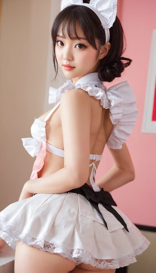 Tags: 21872187, SDXL
{"3": {"inputs": {"seed": 747161417482597, "steps": 32, "cfg": 6.79, "sampler_name": "dpmpp_2m", "scheduler": "karras", "denoise": 1.0, "model": ["27", 0], "positive": ["6", 0], "negative": ["7", 0], "latent_image": ["5", 0]}, "class_type": "KSampler"}, "4": {"inputs": {"ckpt_name": "juggernautxl.safetensors"}, "class_type": "CheckpointLoaderSimple"}, "5": {"inputs": {"width": 768, "height": 1344, "batch_size": 1}, "class_type": "EmptyLatentImage"}, "6": {"inputs": {"text": "27 year old girl, (double eyelids:1.12), (detailed face:0.95), (sexy lips:1.11), (seductive facial expression:0.98), (blush:1.00), (seductive pose:1.10), (slim:1.00), (beautiful eyes:1.01), (eyelashes:1.14), (cute:0.98), (temptress:1.08), (idol:1.04), (on all fours:1.02), (spreading ass cheeks:1.07), (from behind:1.07), (backboob:1.05), in a (skimpy maid costume:1.13) working at a maid cafe, choker, bowtie, headband, pleated skirt, (skin fuzz:1.05), (portra:1.08), (candid cinema:1.00), (film:1.06), (detailed skin:1.01), (textured skin:1.08), (RAW:1.05), (natural looking skin:1.05), (soft lighting:1.03)", "clip": ["27", 1]}, "class_type": "CLIPTextEncode"}, "7": {"inputs": {"text": "(watermark:1.10), (low resolution:1.11), (bad hands:1.11), (worst quality:1.09), (open mouth:1.08), (distorted:1.13), (twisted:1.08)", "clip": ["27", 1]}, "class_type": "CLIPTextEncode"}, "8": {"inputs": {"samples": ["3", 0], "vae": ["4", 2]}, "class_type": "VAEDecode"}, "25": {"inputs": {"lora_name": "nudify_xl.safetensors", "strength_model": 0.12, "strength_clip": 0.21, "model": ["4", 0], "clip": ["4", 1]}, "class_type": "LoraLoader"}, "26": {"inputs": {"lora_name": "shirtlift_SDXL_v2.safetensors", "strength_model": 0.1, "strength_clip": 0.07, "model": ["25", 0], "clip": ["25", 1]}, "class_type": "LoraLoader"}, "27": {"inputs": {"lora_name": "PerfectEyesXL.safetensors", "strength_model": 0.0, "strength_clip": 0.0, "model": ["26", 0], "clip": ["26", 1]}, "class_type": "LoraLoader"}, "30": {"inputs": {"model_name": "4x_NMKD-Superscale-SP_178000_G.pth"}, "class_type": "UpscaleModelLoader"}, "31": {"inputs": {"upscale_model": ["30", 0], "image": ["8", 0]}, "class_type": "ImageUpscaleWithModel"}, "32": {"inputs": {"upscale_method": "lanczos", "scale_by": 0.5, "image": ["31", 0]}, "class_type": "ImageScaleBy"}, "33": {"inputs": {"pixels": ["32", 0], "vae": ["4", 2]}, "class_type": "VAEEncode"}, "34": {"inputs": {"seed": 747161417482597, "steps": 32, "cfg": 6.79, "sampler_name": "dpmpp_2m", "scheduler": "karras", "denoise": 0.3, "model": ["27", 0], "positive": ["6", 0], "negative": ["7", 0], "latent_image": ["33", 0]}, "class_type": "KSampler"}, "36": {"inputs": {"samples": ["34", 0], "vae": ["4", 2]}, "class_type": "VAEDecode"}, "39": {"inputs": {"filename_prefix": "comfyapi-1731132080652", "images": ["36", 0]}, "class_type": "SaveImage"}}