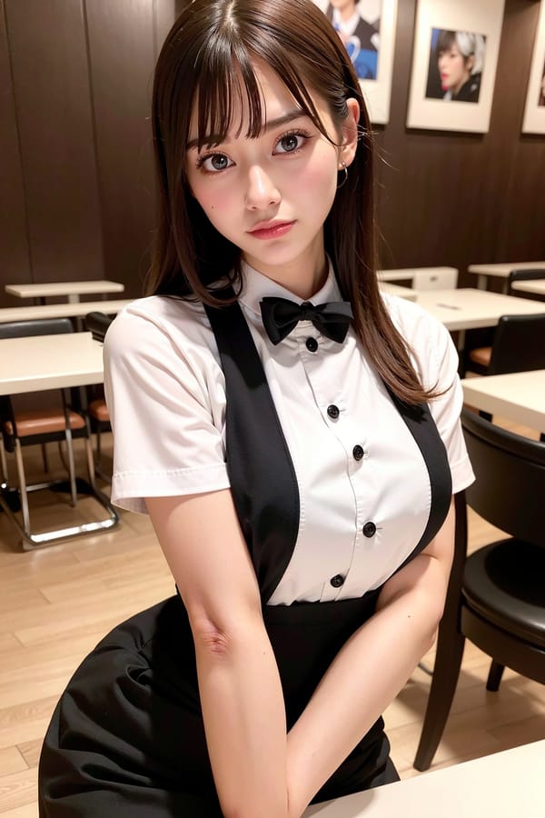 Tags: 21872187
<lora:JapaneseDollLikeness_v15:0.51>, (waitress wearing uniform:0.91), restaurant, (seductive pose:1.11), extremely detailed eyes, extremely detailed face, cute, sexy lips, seductive smile, double eyelids, eyelashes, perky breasts, textured skin, 4K, RAW, best quality, hyper realistic, tall, delicate and beautiful girl, 1girl, solo, (stunningly attractive:0.96), (dramatic:1.07)
Negative prompt: drawings, paintings, ugly, (worst quality:2.18)
Steps: 32, Sampler: DPM++ 2M Karras, CFG scale: 7.27, Seed: 2678790013, Size: 512x768, Model hash: fc2511737a, Model: chilloutmix_NiPrunedFp32Fix, Seed resize from: -1x-1, Denoising strength: 0.5, Version: v1.2.1, Hires upscale: 2.5, Hires steps: 48, Hires upscaler: ESRGAN_4x