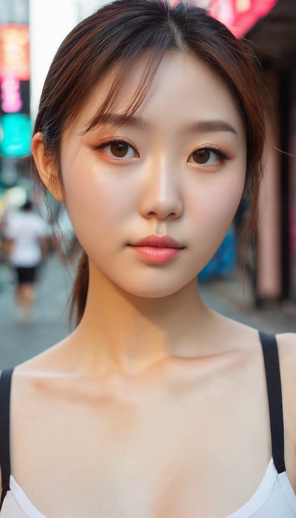 Tags: 21872187, SDXL
{"3": {"inputs": {"seed": 490374109615156, "steps": 32, "cfg": 5.91, "sampler_name": "dpmpp_2m", "scheduler": "karras", "denoise": 1.0, "model": ["27", 0], "positive": ["6", 0], "negative": ["7", 0], "latent_image": ["5", 0]}, "class_type": "KSampler"}, "4": {"inputs": {"ckpt_name": "juggernautxl.safetensors"}, "class_type": "CheckpointLoaderSimple"}, "5": {"inputs": {"width": 768, "height": 1344, "batch_size": 1}, "class_type": "EmptyLatentImage"}, "6": {"inputs": {"text": "18 year old girl, (korean:1.09), (double eyelids:1.10), (seductive pose:1.04), (temptress:1.01), (slim:0.97), (detailed face:1.01), (cute:1.10), (beautiful eyes:1.06), (blush:0.98), (seductive facial expression:1.07), (eyelashes:0.99), (pale skin:1.05), (sexy lips:1.09), (idol:1.12), (perky ass:1.04), (exposed ass:0.97), (looking back:0.95), (sexy ass:0.99), (thigh gap:1.00), (white tanktop:0.99), busy street, (candid cinema:1.05), (RAW:1.08), (soft lighting:1.07), (detailed skin:1.04), (skin fuzz:1.00), (textured skin:1.01), (natural looking skin:1.07), (portra:1.05), (film:1.03)", "clip": ["27", 1]}, "class_type": "CLIPTextEncode"}, "7": {"inputs": {"text": "(open mouth:1.11), (distorted:1.05), (worst quality:1.07), (twisted:1.14), (watermark:1.12), (bad hands:1.07), (low resolution:1.10)", "clip": ["27", 1]}, "class_type": "CLIPTextEncode"}, "8": {"inputs": {"samples": ["3", 0], "vae": ["4", 2]}, "class_type": "VAEDecode"}, "25": {"inputs": {"lora_name": "nudify_xl.safetensors", "strength_model": 0.38, "strength_clip": 0.07, "model": ["4", 0], "clip": ["4", 1]}, "class_type": "LoraLoader"}, "26": {"inputs": {"lora_name": "shirtlift_SDXL_v2.safetensors", "strength_model": 0.14, "strength_clip": 0.06, "model": ["25", 0], "clip": ["25", 1]}, "class_type": "LoraLoader"}, "27": {"inputs": {"lora_name": "PerfectEyesXL.safetensors", "strength_model": 0.12, "strength_clip": 0.18, "model": ["26", 0], "clip": ["26", 1]}, "class_type": "LoraLoader"}, "30": {"inputs": {"model_name": "4x_NMKD-Superscale-SP_178000_G.pth"}, "class_type": "UpscaleModelLoader"}, "31": {"inputs": {"upscale_model": ["30", 0], "image": ["8", 0]}, "class_type": "ImageUpscaleWithModel"}, "32": {"inputs": {"upscale_method": "lanczos", "scale_by": 0.5, "image": ["31", 0]}, "class_type": "ImageScaleBy"}, "33": {"inputs": {"pixels": ["32", 0], "vae": ["4", 2]}, "class_type": "VAEEncode"}, "34": {"inputs": {"seed": 490374109615156, "steps": 32, "cfg": 5.91, "sampler_name": "dpmpp_2m", "scheduler": "karras", "denoise": 0.3, "model": ["27", 0], "positive": ["6", 0], "negative": ["7", 0], "latent_image": ["33", 0]}, "class_type": "KSampler"}, "36": {"inputs": {"samples": ["34", 0], "vae": ["4", 2]}, "class_type": "VAEDecode"}, "39": {"inputs": {"filename_prefix": "comfyapi-1725765542229", "images": ["36", 0]}, "class_type": "SaveImage"}}