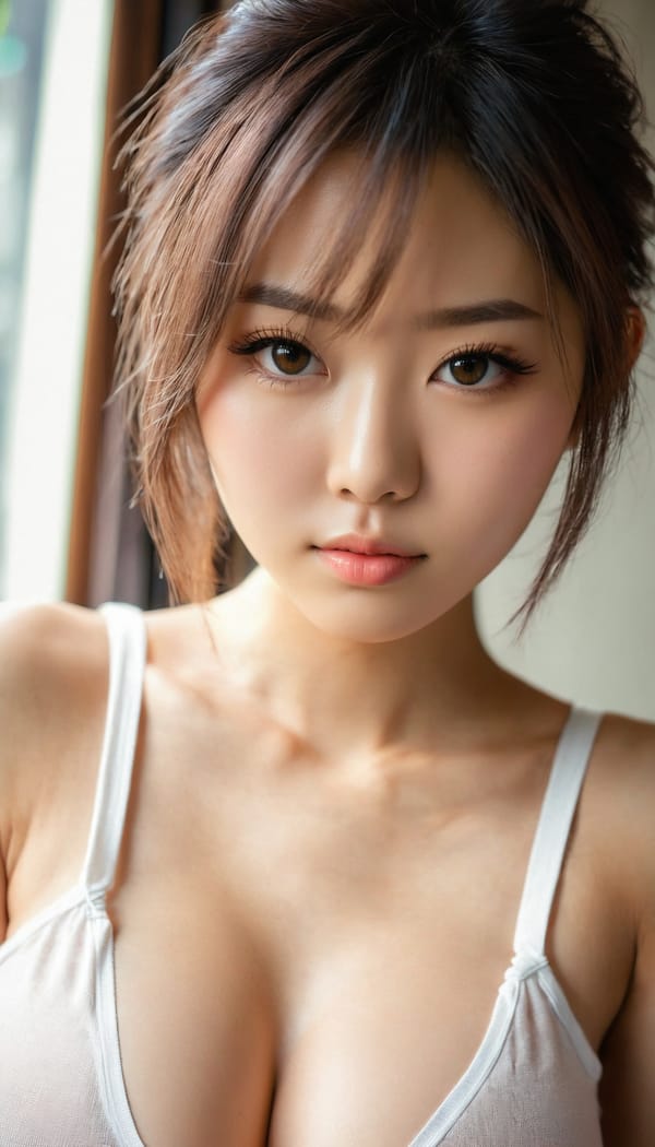 Tags: 21872187, SDXL
{"3": {"inputs": {"seed": 781596157583093, "steps": 32, "cfg": 7.28, "sampler_name": "dpmpp_2m", "scheduler": "karras", "denoise": 1.0, "model": ["27", 0], "positive": ["6", 0], "negative": ["7", 0], "latent_image": ["5", 0]}, "class_type": "KSampler"}, "4": {"inputs": {"ckpt_name": "juggernautxl.safetensors"}, "class_type": "CheckpointLoaderSimple"}, "5": {"inputs": {"width": 768, "height": 1344, "batch_size": 1}, "class_type": "EmptyLatentImage"}, "6": {"inputs": {"text": "24 year old girl, (japanese:0.99), (seductive facial expression:0.95), (slim:0.99), (seductive pose:1.02), (idol:1.06), (beautiful eyes:1.05), (eyelashes:1.06), (blush:1.01), (cute:1.06), (detailed face:0.99), (temptress:0.95), (sexy lips:1.07), (in a seductive pose:1.09), (large perky breasts:1.02), (cleavage:1.02), (thigh gap:1.08), (white tanktop:1.05), busy street, (soft lighting:1.08), (skin fuzz:1.04), (film:1.08), (textured skin:1.07), (portra:1.08), (detailed skin:1.07), (natural looking skin:1.08), (RAW:1.03), (candid cinema:1.07)", "clip": ["27", 1]}, "class_type": "CLIPTextEncode"}, "7": {"inputs": {"text": "(twisted:1.08), (bad hands:1.09), (open mouth:1.07), (distorted:1.07), (worst quality:1.11), (watermark:1.09), (low resolution:1.05)", "clip": ["27", 1]}, "class_type": "CLIPTextEncode"}, "8": {"inputs": {"samples": ["3", 0], "vae": ["4", 2]}, "class_type": "VAEDecode"}, "25": {"inputs": {"lora_name": "nudify_xl.safetensors", "strength_model": 0.0, "strength_clip": 0.02, "model": ["4", 0], "clip": ["4", 1]}, "class_type": "LoraLoader"}, "26": {"inputs": {"lora_name": "shirtlift_SDXL_v2.safetensors", "strength_model": 0.01, "strength_clip": 0.12, "model": ["25", 0], "clip": ["25", 1]}, "class_type": "LoraLoader"}, "27": {"inputs": {"lora_name": "PerfectEyesXL.safetensors", "strength_model": 0.07, "strength_clip": 0.18, "model": ["26", 0], "clip": ["26", 1]}, "class_type": "LoraLoader"}, "30": {"inputs": {"model_name": "4x_NMKD-Superscale-SP_178000_G.pth"}, "class_type": "UpscaleModelLoader"}, "31": {"inputs": {"upscale_model": ["30", 0], "image": ["8", 0]}, "class_type": "ImageUpscaleWithModel"}, "32": {"inputs": {"upscale_method": "lanczos", "scale_by": 0.5, "image": ["31", 0]}, "class_type": "ImageScaleBy"}, "33": {"inputs": {"pixels": ["32", 0], "vae": ["4", 2]}, "class_type": "VAEEncode"}, "34": {"inputs": {"seed": 781596157583093, "steps": 32, "cfg": 7.28, "sampler_name": "dpmpp_2m", "scheduler": "karras", "denoise": 0.3, "model": ["27", 0], "positive": ["6", 0], "negative": ["7", 0], "latent_image": ["33", 0]}, "class_type": "KSampler"}, "36": {"inputs": {"samples": ["34", 0], "vae": ["4", 2]}, "class_type": "VAEDecode"}, "39": {"inputs": {"filename_prefix": "comfyapi-1718461248259", "images": ["36", 0]}, "class_type": "SaveImage"}}