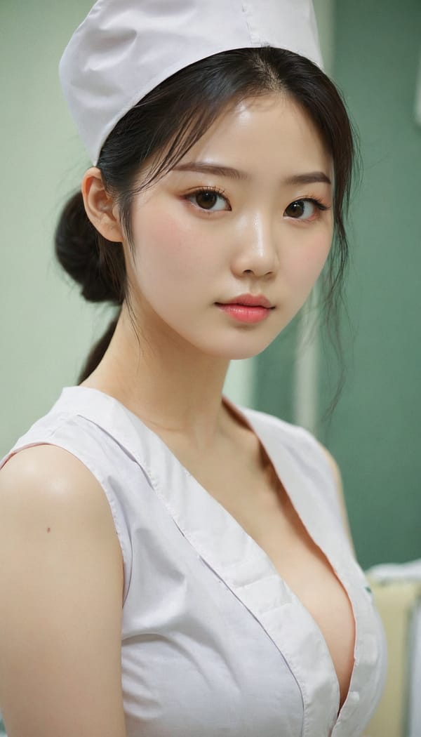 Tags: 21872187, SDXL
{"3": {"inputs": {"seed": 799057078757641, "steps": 32, "cfg": 6.03, "sampler_name": "dpmpp_2m", "scheduler": "karras", "denoise": 1.0, "model": ["27", 0], "positive": ["6", 0], "negative": ["7", 0], "latent_image": ["5", 0]}, "class_type": "KSampler"}, "4": {"inputs": {"ckpt_name": "juggernautxl.safetensors"}, "class_type": "CheckpointLoaderSimple"}, "5": {"inputs": {"width": 768, "height": 1344, "batch_size": 1}, "class_type": "EmptyLatentImage"}, "6": {"inputs": {"text": "25 year old girl, (korean:1.08), (double eyelids:1.07), (seductive facial expression:1.01), (beautiful eyes:0.96), (sexy lips:1.09), (temptress:0.95), (blush:1.01), (eyelashes:1.07), (idol:0.95), (pale skin:1.10), (detailed face:1.09), (seductive pose:1.07), (cute:1.02), (in a seductive pose:1.09), (large perky breasts:1.03), (cleavage:1.07), (thigh gap:0.95), (nurse in uniform:1.11) working in a hospital ward, (portra:1.08), (detailed skin:1.03), (RAW:1.07), (textured skin:1.01), (film:1.00), (skin fuzz:1.02), (natural looking skin:1.09), (candid cinema:1.03), (soft lighting:1.06)", "clip": ["27", 1]}, "class_type": "CLIPTextEncode"}, "7": {"inputs": {"text": "(bad hands:1.13), (twisted:1.07), (low resolution:1.12), (open mouth:1.13), (watermark:1.11), (distorted:1.05), (worst quality:1.09)", "clip": ["27", 1]}, "class_type": "CLIPTextEncode"}, "8": {"inputs": {"samples": ["3", 0], "vae": ["4", 2]}, "class_type": "VAEDecode"}, "25": {"inputs": {"lora_name": "nudify_xl.safetensors", "strength_model": 0.19, "strength_clip": 0.3, "model": ["4", 0], "clip": ["4", 1]}, "class_type": "LoraLoader"}, "26": {"inputs": {"lora_name": "shirtlift_SDXL_v2.safetensors", "strength_model": 0.02, "strength_clip": 0.01, "model": ["25", 0], "clip": ["25", 1]}, "class_type": "LoraLoader"}, "27": {"inputs": {"lora_name": "PerfectEyesXL.safetensors", "strength_model": 0.01, "strength_clip": 0.14, "model": ["26", 0], "clip": ["26", 1]}, "class_type": "LoraLoader"}, "30": {"inputs": {"model_name": "4x_NMKD-Superscale-SP_178000_G.pth"}, "class_type": "UpscaleModelLoader"}, "31": {"inputs": {"upscale_model": ["30", 0], "image": ["8", 0]}, "class_type": "ImageUpscaleWithModel"}, "32": {"inputs": {"upscale_method": "lanczos", "scale_by": 0.5, "image": ["31", 0]}, "class_type": "ImageScaleBy"}, "33": {"inputs": {"pixels": ["32", 0], "vae": ["4", 2]}, "class_type": "VAEEncode"}, "34": {"inputs": {"seed": 799057078757641, "steps": 32, "cfg": 6.03, "sampler_name": "dpmpp_2m", "scheduler": "karras", "denoise": 0.3, "model": ["27", 0], "positive": ["6", 0], "negative": ["7", 0], "latent_image": ["33", 0]}, "class_type": "KSampler"}, "36": {"inputs": {"samples": ["34", 0], "vae": ["4", 2]}, "class_type": "VAEDecode"}, "39": {"inputs": {"filename_prefix": "comfyapi-1716117517662", "images": ["36", 0]}, "class_type": "SaveImage"}}