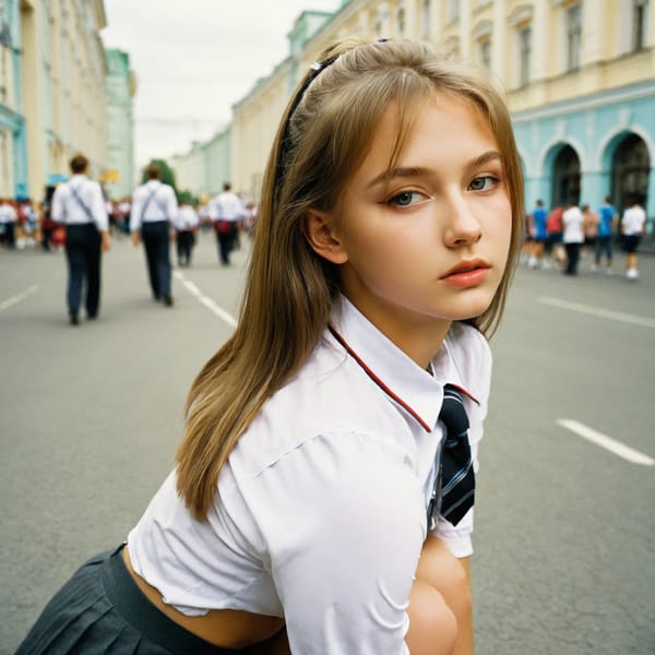 Tags: 21872187, SDXL
{"3": {"inputs": {"seed": 435322599429641, "steps": 32, "cfg": 7.62, "sampler_name": "dpmpp_2m", "scheduler": "karras", "denoise": 1.0, "model": ["27", 0], "positive": ["6", 0], "negative": ["7", 0], "latent_image": ["5", 0]}, "class_type": "KSampler"}, "4": {"inputs": {"ckpt_name": "leosamsHelloworldSDXL_helloworldSDXL32DPO.safetensors"}, "class_type": "CheckpointLoaderSimple"}, "5": {"inputs": {"width": 1024, "height": 1024, "batch_size": 1}, "class_type": "EmptyLatentImage"}, "6": {"inputs": {"text": "18 year old girl, (russian:1.08), (sexy lips:1.04), (seductive pose:1.02), (eyelashes:0.95), (detailed face:1.07), (seductive facial expression:0.95), (idol:1.03), (slim:1.11), (beautiful eyes:1.04), (temptress:1.13), (blush:0.96), (on all fours:0.96), (spreading ass cheeks:1.00), (from behind:0.95), (backboob:0.95), (school uniform:1.02), choker, busy street, (candid cinema:1.03), (portra:1.05), (skin fuzz:1.03), (film:1.05), (textured skin:1.00), (natural looking skin:1.05), (soft lighting:1.02), (detailed skin:1.07), (RAW:1.06)", "clip": ["27", 1]}, "class_type": "CLIPTextEncode"}, "7": {"inputs": {"text": "(worst quality:1.05), (low resolution:1.11), (watermark:1.14), (twisted:1.14), (open mouth:1.14), (distorted:1.05), (bad hands:1.11)", "clip": ["27", 1]}, "class_type": "CLIPTextEncode"}, "8": {"inputs": {"samples": ["3", 0], "vae": ["4", 2]}, "class_type": "VAEDecode"}, "25": {"inputs": {"lora_name": "nudify_xl.safetensors", "strength_model": 0.19, "strength_clip": 0.07, "model": ["4", 0], "clip": ["4", 1]}, "class_type": "LoraLoader"}, "26": {"inputs": {"lora_name": "shirtlift_SDXL_v2.safetensors", "strength_model": 0.04, "strength_clip": 0.17, "model": ["25", 0], "clip": ["25", 1]}, "class_type": "LoraLoader"}, "27": {"inputs": {"lora_name": "PerfectEyesXL.safetensors", "strength_model": 0.06, "strength_clip": 0.16, "model": ["26", 0], "clip": ["26", 1]}, "class_type": "LoraLoader"}, "30": {"inputs": {"model_name": "4x_NMKD-Superscale-SP_178000_G.pth"}, "class_type": "UpscaleModelLoader"}, "31": {"inputs": {"upscale_model": ["30", 0], "image": ["8", 0]}, "class_type": "ImageUpscaleWithModel"}, "32": {"inputs": {"upscale_method": "lanczos", "scale_by": 0.5, "image": ["31", 0]}, "class_type": "ImageScaleBy"}, "33": {"inputs": {"pixels": ["32", 0], "vae": ["4", 2]}, "class_type": "VAEEncode"}, "34": {"inputs": {"seed": 435322599429641, "steps": 32, "cfg": 7.62, "sampler_name": "dpmpp_2m", "scheduler": "karras", "denoise": 0.3, "model": ["27", 0], "positive": ["6", 0], "negative": ["7", 0], "latent_image": ["33", 0]}, "class_type": "KSampler"}, "36": {"inputs": {"samples": ["34", 0], "vae": ["4", 2]}, "class_type": "VAEDecode"}, "39": {"inputs": {"filename_prefix": "comfyapi-1709531816232", "images": ["36", 0]}, "class_type": "SaveImage"}}