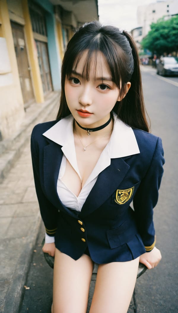 Tags: 21872187, SDXL
{"3": {"inputs": {"seed": 985365724066318, "steps": 64, "cfg": 5.77, "sampler_name": "dpmpp_2m", "scheduler": "karras", "denoise": 1.0, "model": ["27", 0], "positive": ["6", 0], "negative": ["7", 0], "latent_image": ["5", 0]}, "class_type": "KSampler"}, "4": {"inputs": {"ckpt_name": "helloworldxl.safetensors"}, "class_type": "CheckpointLoaderSimple"}, "5": {"inputs": {"width": 768, "height": 1344, "batch_size": 1}, "class_type": "EmptyLatentImage"}, "6": {"inputs": {"text": "24 year old girl, (pale skin:1.02), (blush:0.99), (seductive pose:1.00), (sexy lips:1.02), (eyelashes:0.96), (double eyelids:0.96), (detailed face:1.09), (cute:1.04), (beautiful eyes:1.04), (idol:1.08), (slim:1.05), (in a seductive pose:1.12), (large perky breasts:0.98), (cleavage:0.99), (thigh gap:1.11), (school uniform:1.09), choker, busy street, (film:1.06), (RAW:1.05), (candid cinema:1.05), (portra:1.05), (textured skin:1.01), (natural looking skin:1.06), (soft lighting:1.07), (detailed skin:1.03)", "clip": ["27", 1]}, "class_type": "CLIPTextEncode"}, "7": {"inputs": {"text": "(bad hands:1.11), (worst quality:1.12), (open mouth:1.11), (distorted:1.11), (low resolution:1.07), (watermark:1.08), (twisted:1.05)", "clip": ["27", 1]}, "class_type": "CLIPTextEncode"}, "8": {"inputs": {"samples": ["3", 0], "vae": ["4", 2]}, "class_type": "VAEDecode"}, "25": {"inputs": {"lora_name": "nudify_xl.safetensors", "strength_model": 0.22, "strength_clip": 0.24, "model": ["4", 0], "clip": ["4", 1]}, "class_type": "LoraLoader"}, "26": {"inputs": {"lora_name": "shirtlift_SDXL_v2.safetensors", "strength_model": 0.05, "strength_clip": 0.06, "model": ["25", 0], "clip": ["25", 1]}, "class_type": "LoraLoader"}, "27": {"inputs": {"lora_name": "PerfectEyesXL.safetensors", "strength_model": 0.04, "strength_clip": 0.18, "model": ["26", 0], "clip": ["26", 1]}, "class_type": "LoraLoader"}, "30": {"inputs": {"model_name": "4x_NMKD-Superscale-SP_178000_G.pth"}, "class_type": "UpscaleModelLoader"}, "31": {"inputs": {"upscale_model": ["30", 0], "image": ["8", 0]}, "class_type": "ImageUpscaleWithModel"}, "32": {"inputs": {"upscale_method": "lanczos", "scale_by": 0.5, "image": ["31", 0]}, "class_type": "ImageScaleBy"}, "33": {"inputs": {"pixels": ["32", 0], "vae": ["4", 2]}, "class_type": "VAEEncode"}, "34": {"inputs": {"seed": 985365724066318, "steps": 64, "cfg": 5.77, "sampler_name": "dpmpp_2m", "scheduler": "karras", "denoise": 0.3, "model": ["27", 0], "positive": ["6", 0], "negative": ["7", 0], "latent_image": ["33", 0]}, "class_type": "KSampler"}, "36": {"inputs": {"samples": ["34", 0], "vae": ["4", 2]}, "class_type": "VAEDecode"}, "39": {"inputs": {"filename_prefix": "comfyapi-1734021119201", "images": ["36", 0]}, "class_type": "SaveImage"}}