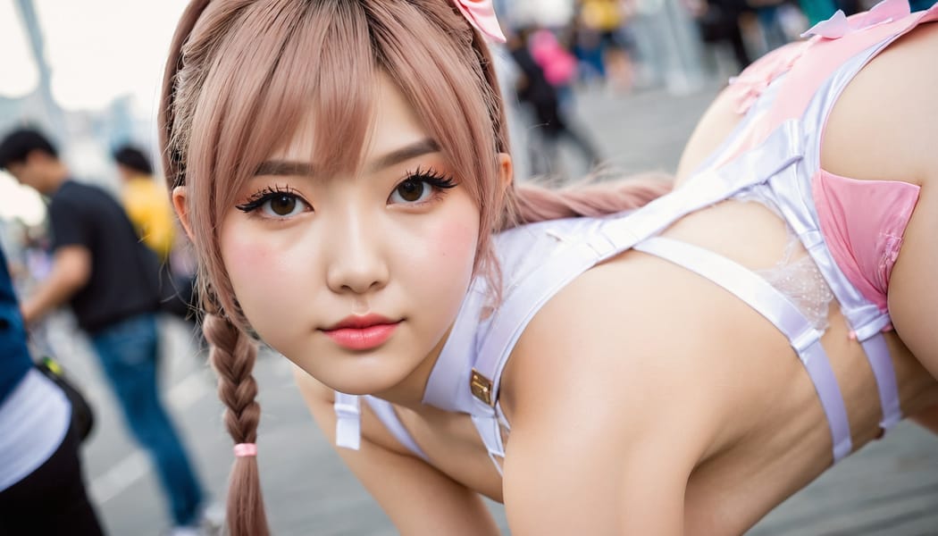 Tags: 21872187, SDXL
{"3": {"inputs": {"seed": 858698285212138, "steps": 32, "cfg": 7.22, "sampler_name": "dpmpp_2m", "scheduler": "karras", "denoise": 1.0, "model": ["27", 0], "positive": ["6", 0], "negative": ["7", 0], "latent_image": ["5", 0]}, "class_type": "KSampler"}, "4": {"inputs": {"ckpt_name": "juggernautxl.safetensors"}, "class_type": "CheckpointLoaderSimple"}, "5": {"inputs": {"width": 1344, "height": 768, "batch_size": 1}, "class_type": "EmptyLatentImage"}, "6": {"inputs": {"text": "25 year old girl, (ukrainian:1.12), (korean:1.08), (russian:0.96), (blush:0.96), (double eyelids:0.98), (temptress:0.98), (cute:1.06), (seductive facial expression:1.14), (slim:1.08), (seductive pose:0.95), (detailed face:0.99), (idol:1.13), (sexy lips:1.09), (eyelashes:1.12), (beautiful eyes:0.97), (perky ass:0.99), (exposed ass:1.09), (looking back:1.12), (sexy ass:0.99), (thigh gap:0.99), (in a cosplay:1.06) at comiket posing for camera, (detailed skin:1.02), (candid cinema:1.08), (RAW:1.03), (skin fuzz:1.09), (textured skin:1.01), (natural looking skin:1.00), (portra:1.00), (soft lighting:1.08)", "clip": ["27", 1]}, "class_type": "CLIPTextEncode"}, "7": {"inputs": {"text": "(twisted:1.13), (distorted:1.13), (bad hands:1.12), (open mouth:1.11), (worst quality:1.13), (low resolution:1.13)", "clip": ["27", 1]}, "class_type": "CLIPTextEncode"}, "8": {"inputs": {"samples": ["3", 0], "vae": ["4", 2]}, "class_type": "VAEDecode"}, "25": {"inputs": {"lora_name": "nudify_xl.safetensors", "strength_model": 0.31, "strength_clip": 0.13, "model": ["4", 0], "clip": ["4", 1]}, "class_type": "LoraLoader"}, "26": {"inputs": {"lora_name": "shirtlift_SDXL_v2.safetensors", "strength_model": 0.18, "strength_clip": 0.17, "model": ["25", 0], "clip": ["25", 1]}, "class_type": "LoraLoader"}, "27": {"inputs": {"lora_name": "PerfectEyesXL.safetensors", "strength_model": 0.05, "strength_clip": 0.0, "model": ["26", 0], "clip": ["26", 1]}, "class_type": "LoraLoader"}, "30": {"inputs": {"model_name": "4x_NMKD-Superscale-SP_178000_G.pth"}, "class_type": "UpscaleModelLoader"}, "31": {"inputs": {"upscale_model": ["30", 0], "image": ["8", 0]}, "class_type": "ImageUpscaleWithModel"}, "32": {"inputs": {"upscale_method": "lanczos", "scale_by": 0.5, "image": ["31", 0]}, "class_type": "ImageScaleBy"}, "33": {"inputs": {"pixels": ["32", 0], "vae": ["4", 2]}, "class_type": "VAEEncode"}, "34": {"inputs": {"seed": 858698285212138, "steps": 32, "cfg": 7.22, "sampler_name": "dpmpp_2m", "scheduler": "karras", "denoise": 0.3, "model": ["27", 0], "positive": ["6", 0], "negative": ["7", 0], "latent_image": ["33", 0]}, "class_type": "KSampler"}, "36": {"inputs": {"samples": ["34", 0], "vae": ["4", 2]}, "class_type": "VAEDecode"}, "39": {"inputs": {"filename_prefix": "comfyapi-1716330334482", "images": ["36", 0]}, "class_type": "SaveImage"}}